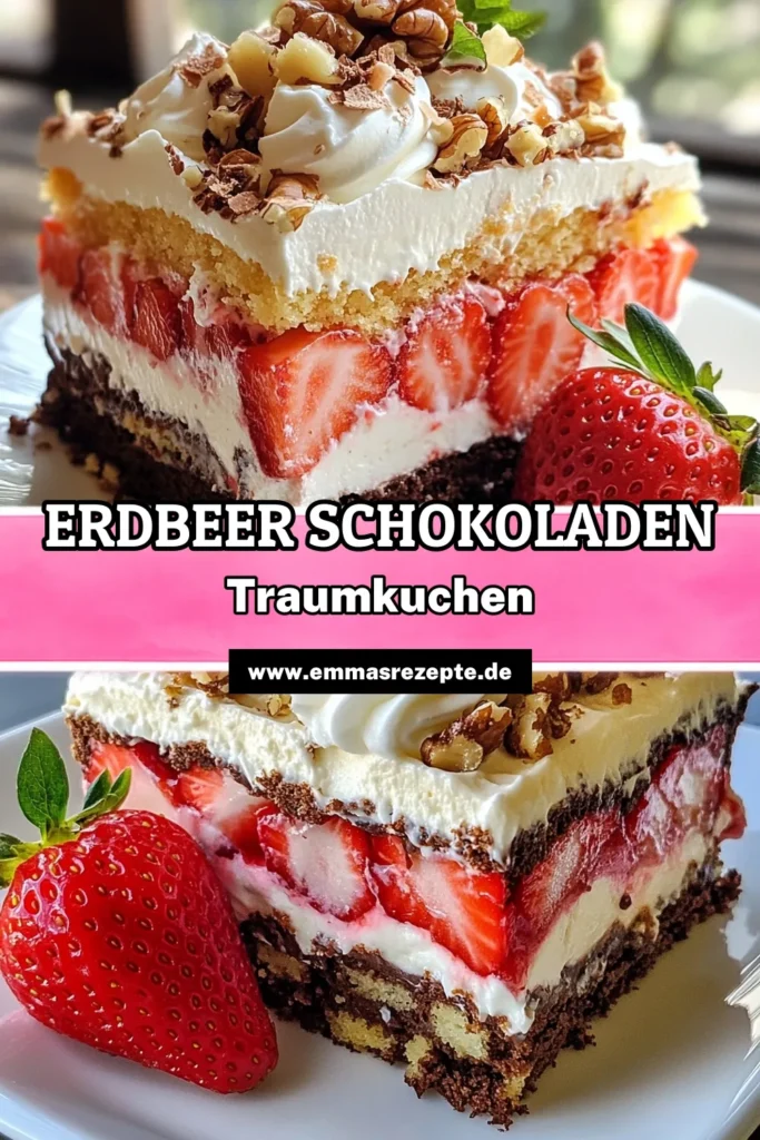 Entdecken Sie unser köstliches Erdbeerkuchen Rezept für einen saftigen Erdbeer-Schokoladenkuchen, der garantiert begeistert! Dieser einfache Erdbeerkuchen mit Frischkäse vereint den Geschmack von Schokoladenkuchen mit Erdbeeren zu einem unwiderstehlichen Dessert. Ideal für jede Gelegenheit. Verpassen Sie nicht unsere leckere Kombination! Speichern Sie das Rezept und bereiten Sie diesen Genuss zu. #Erdbeerkuchen #Schokoladenkuchen #ErdbeerSchokoladenkuchen #Dessertrezepte