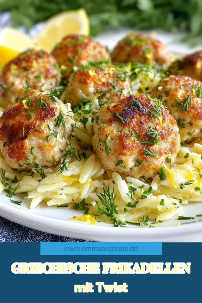 Entdecke dieses einfache und gesunde mediterrane Rezept für Griechische Hähnchenfrikadellen mit Zitronen-Orzotto. Die zarten Feta Hähnchenfrikadellen harmonieren perfekt mit dem erfrischenden Zitronen-Orzotto. Ideal für eine schnelle Woche oder ein besonderes Essen. Probiere jetzt dieses leckere Zitronen-Orzotto Rezept und bringe den Geschmack Griechenlands auf deinen Tisch! Sicher dir dein Exemplar! #GriechischeHähnchenfrikadellen #ZitronenOrzottoRezept #FetaHähnchenfrikadellen #GesundeMediterraneRezepte