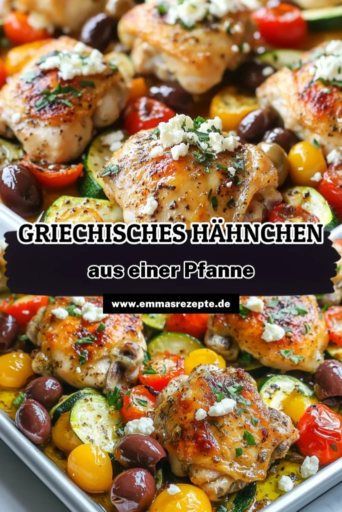 Entdecken Sie dieses köstliche Ein-Pfannen-Hähnchen Rezept, das griechisches Hähnchen mit Gemüse auf eine neue Ebene hebt! Ideal für schnelle Abendessen Ideen, kombiniert es aromatische Zutaten wie Feta und frisches Gemüse. Dieses gesunde Hähnchenrezept ist einfach zuzubereiten und perfekt für die ganze Familie. Lassen Sie sich diese Kombination aus saftigem Ofen-Hähnchen mit Feta nicht entgehen! Probieren Sie es jetzt aus! #EinPfannenHähnchen #GriechischesHähnchen #GesundeHähnchenrezepte #SchnelleAbendessenIdeen