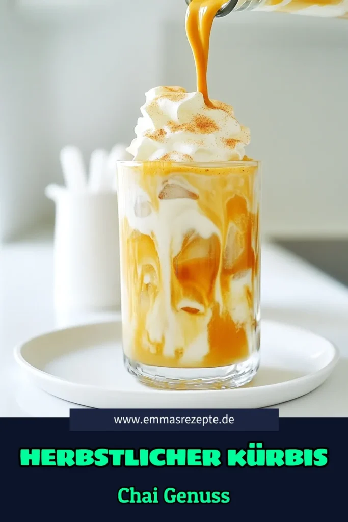 Erfrische deinen Herbst mit diesem köstlichen Kürbisgewürz Iced Chai Latte! In nur 10 Minuten zauberst du ein cremiges Getränk aus Chai-Tee, Kürbispüree und köstlichen Gewürzen. Perfekt für gemütliche Nachmittage oder als besonderes Highlight auf deiner nächsten Kaffeetafel. Lass dir dieses Rezept nicht entgehen und klicke hier für alle Details! #Kürbisgewürz #IcedChaiLatte #Herbstgetränk #Rezeptideen