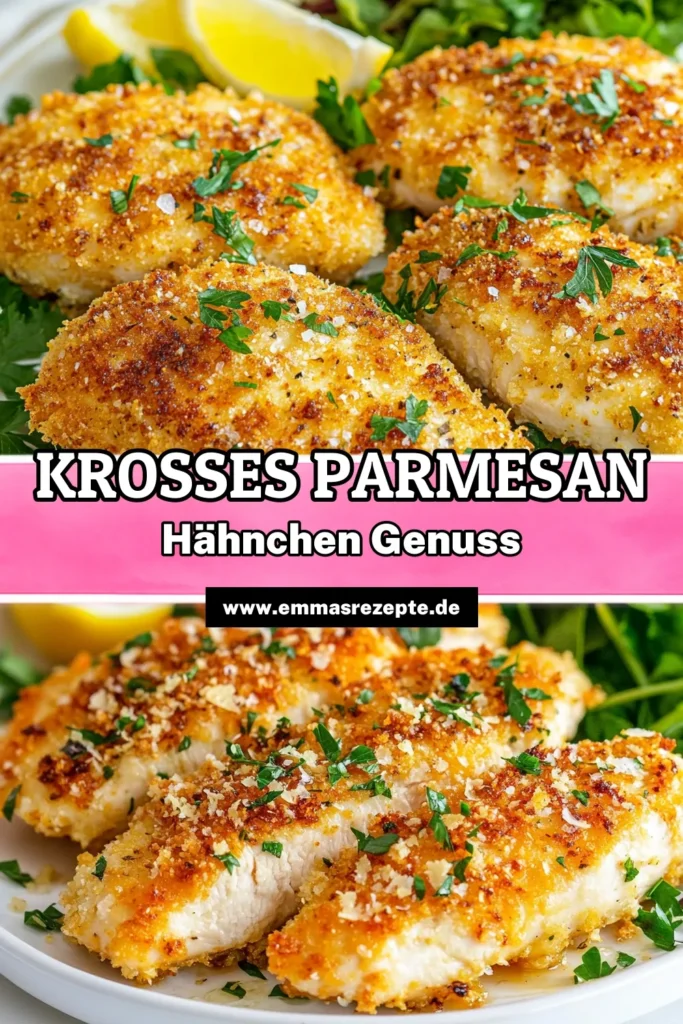 Entdecken Sie dieses köstliche Rezept für Parmesan-Hähnchen aus der Heißluftfritteuse! Mit zarten Hähnchenbrustfilets, einer knusprigen Panko-Panade und dem aromatischen Geschmack von Parmesan wird Ihr Abendessen zum Hit. Perfekt für eine schnelle Mahlzeit und kinderleicht zuzubereiten. Probieren Sie es aus und genießen Sie das knusprige Hähnchen! Speichern Sie dieses Heißluftfritteuse Rezept! #ParmesanHähnchen #Heißluftfritteuse #knusprigesHähnchen #Hähnchenbrustfilets