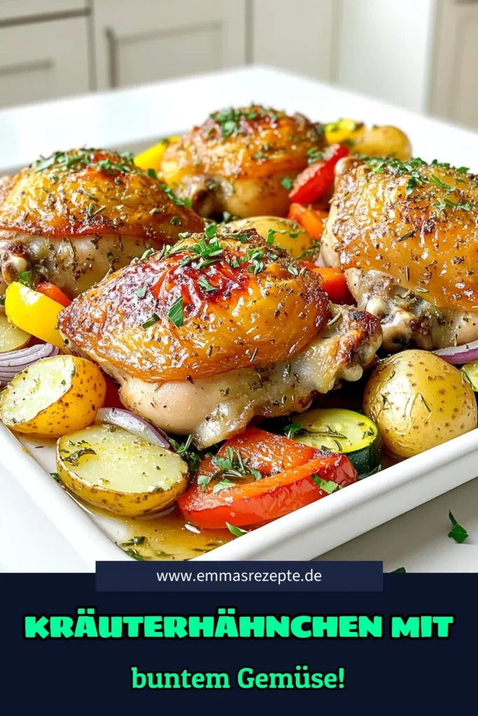Entdecken Sie das köstliche Rezept für Kräuter-Rösthähnchen mit Gemüse, das den perfekten Geschmack und viel Farbe auf den Teller bringt! In nur 55 Minuten zaubern Sie ein herzhaftes Gericht, das Ihre Familie begeistern wird. Mit saftigen Hähnchenschenkeln, buntem Gemüse und aromatischen Kräutern ist dies das ideale Abendessen. Klicken Sie jetzt, um die Schritt-für-Schritt-Anleitung und weitere köstliche Rezepte zu entdecken! #KräuterRösthähnchen #Rezeptideen #gesundessen #abendessen