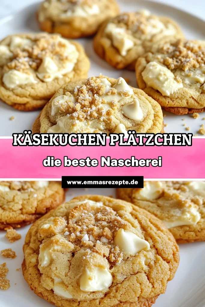 Entdecken Sie das Rezept für unwiderstehliche Käsekuchen-Plätzchen, die einfach zuzubereiten sind und Ihren Gaumen verwöhnen! Mit cremigem Frischkäse, zarter Butter und zarten weißen Schokoladenstückchen sind diese Kekse der perfekte süße Snack für jeden Anlass. Bereiten Sie sich auf eine Geschmacksexplosion vor und probieren Sie dieses Rezept aus! Klicken Sie hier, um die Schritt-für-Schritt-Anleitung zu entdecken. #KäsekuchenPlätzchen #Backen #Keksrezepte #Dessertliebe