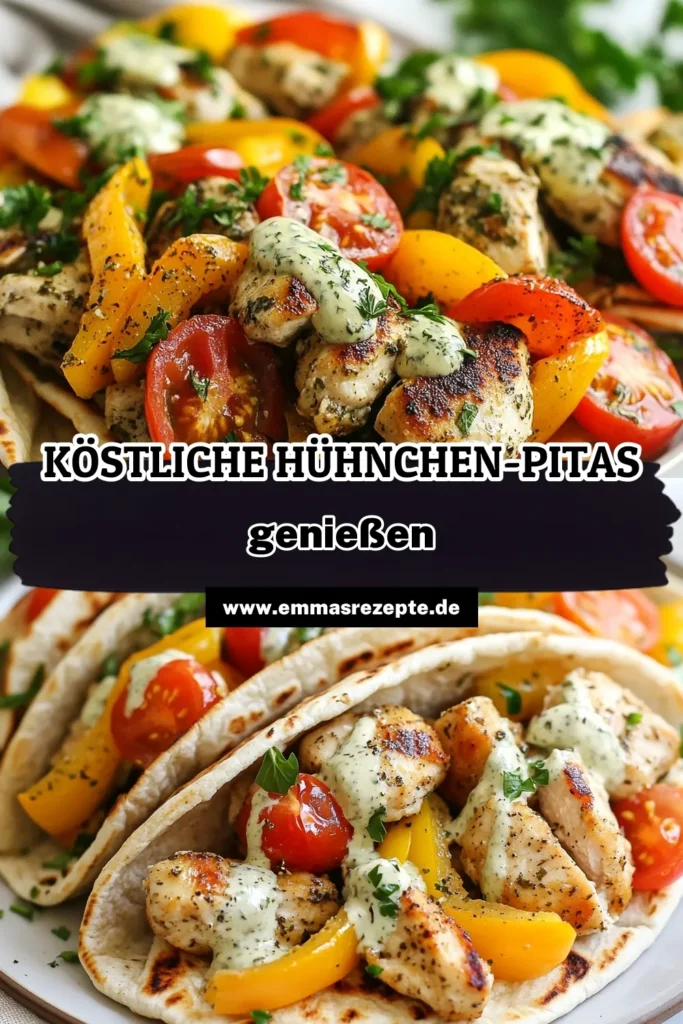Entdecken Sie dieses schnelle und gesunde Rezept für Blechblech-Hühnchen-Pitas mit einer köstlichen Kräuter-Ranch-Sauce! Perfekt für ein schnelles Abendessen, füllen Sie Ihre Vollkornpitas mit zartem Hühnchen und frischem Gemüse. Dieses gesunde Hühnchen-Rezept ist einfach zuzubereiten und ideal für die ganze Familie. Speichern Sie es und probieren Sie es noch heute aus! #gesundesEssen #AbendessenIdeen #HühnchenRezept #KräuterRanch