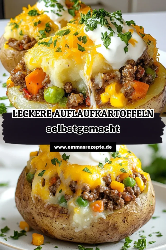 Entdecken Sie dieses köstliche Rezept für Shepherd's Pie gefüllte Backkartoffeln, das Ihre Familie begeistern wird. Diese herzhaften Kartoffeln sind mit würzigem Hackfleisch, gefrorenem Gemüse und geschmolzenem Cheddar-Käse gefüllt. Ideal für ein einfaches Abendessen! Probieren Sie unser Hackfleisch-Rezept aus und genießen Sie Kartoffeln mit Gemüse, die keine Wünsche offenlassen. Speichern Sie es für später! #ShepherdsPie #gefüllteBackkartoffeln #HackfleischRezept #CheddarKäseRezept