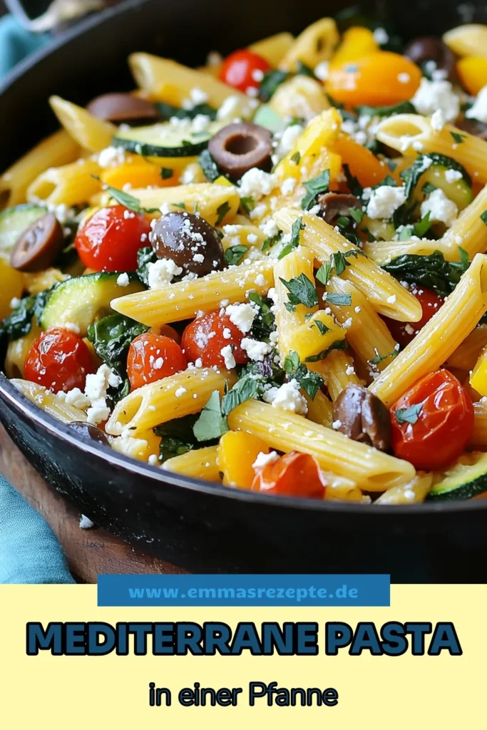 Entdecke das Rezept für eine köstliche Ein-Pfannen-Pasta! Diese Mediterrane Gemüse-Pasta ist nicht nur einfach zuzubereiten, sondern auch perfekt für schnelle Pasta-Rezepte, die gesund und lecker sind. Genieße die Kombination aus frischem Gemüse und aromatischen Kräutern in gesunden Pasta-Gerichten. Probiere jetzt dieses vegetarische Pasta-Rezept aus und lass dich begeistern! Speichere es für deinen nächsten Kochabend! #EinPfannenPasta #MediterraneGemüsePasta #GesundePastaGerichte #VegetarischePastaRezepte