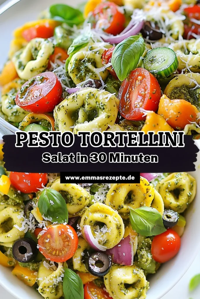 Entdecken Sie unser köstliches Pesto Tortellini Salat Rezept! Dieser frische Pastasalat kombiniert Käse-Tortellini mit knackigem Gemüse und aromatischem Pesto für ein einfaches, aber beeindruckendes vegetarisches Gericht. Perfekt für Partys oder als leichtes Mittagessen. Lassen Sie sich von diesem einfachen Pasta Salat Rezept inspirieren und genießen Sie jeden Bissen. Speichern Sie das Rezept für Ihre nächste Mahlzeit! #PestoTortelliniSalat #PastaSalat #VegetarischeGerichte #TortelliniRezept