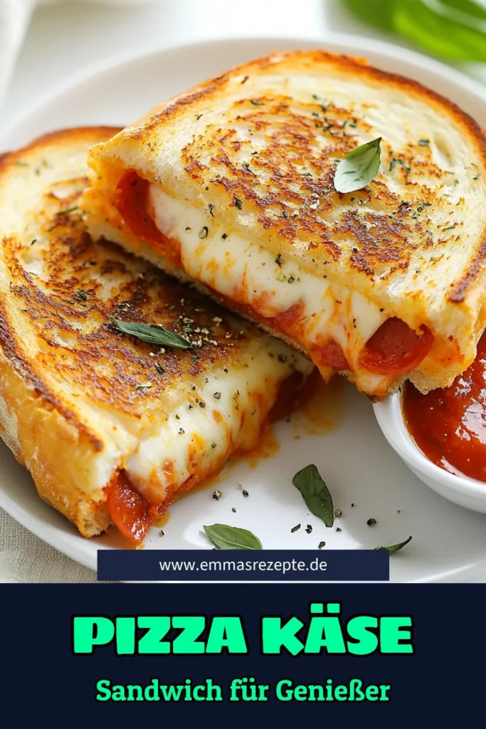 Entdecken Sie das köstliche Rezept für Pizza Gegrillter Käse! Dieses einfache Käse Rezept wird mit knusprigem Sauerteigbrot zubereitet und bietet viele Pizzabeläge Ideen wie Peperoni und Paprika. Perfekt als schnelles Mittagessen Rezept oder Snack! Genießen Sie das zartschmelzende, herzhafte Sandwich. Speichern Sie dieses Rezept und überzeugen Sie sich selbst! #PizzaGegrillterKäse #SauerteigbrotSandwich #SchnelleMittagessenRezepte #PizzabelägeIdeen
