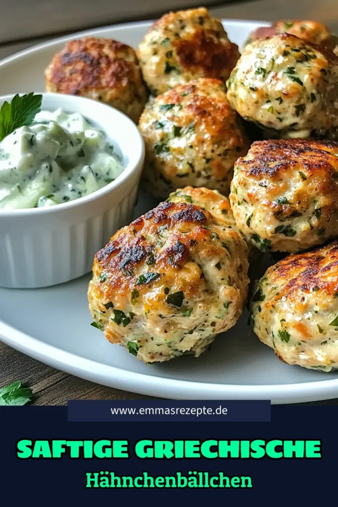 Entdecken Sie die leckeren und gesunden griechischen Hähnchenfleischbällchen! Dieses einfache Rezept Hähnchenfleischbällchen ist perfekt für ein schnelles Abendessen und lässt sich ideal mit erfrischender Tzatziki Sauce servieren. Genießen Sie gesunde griechische Rezepte, die sowohl köstlich als auch nährstoffreich sind. Bereiten Sie diese einfachen Fleischbällchen Rezept jetzt zu und verwöhnen Sie Ihre Familie! #GriechischeRezepte #GesundeEssen #RezeptHähnchenfleischbällchen #TzatzikiSauce