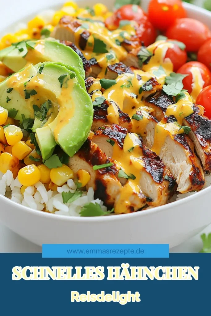Entdecken Sie unser schnelles Hähnchen-Rezept: das köstliche Street Corn Hähnchen-Reisgericht! In nur 20 Minuten zaubern Sie ein gesundes Maisgericht mit Jasminreis, gegrillter Hähnchenbrust und frischen Zutaten. Ideal für eine schnelle Mahlzeit oder als gesunde Option. Lassen Sie sich dieses Rezept nicht entgehen und nehmen Sie Ihre Familienzeit mit leckerem Avocado Reisgericht noch mehr auf! Speichern Sie es jetzt! #StreetCorn #HähnchenRezept #Maisrezepte #Jasminreis