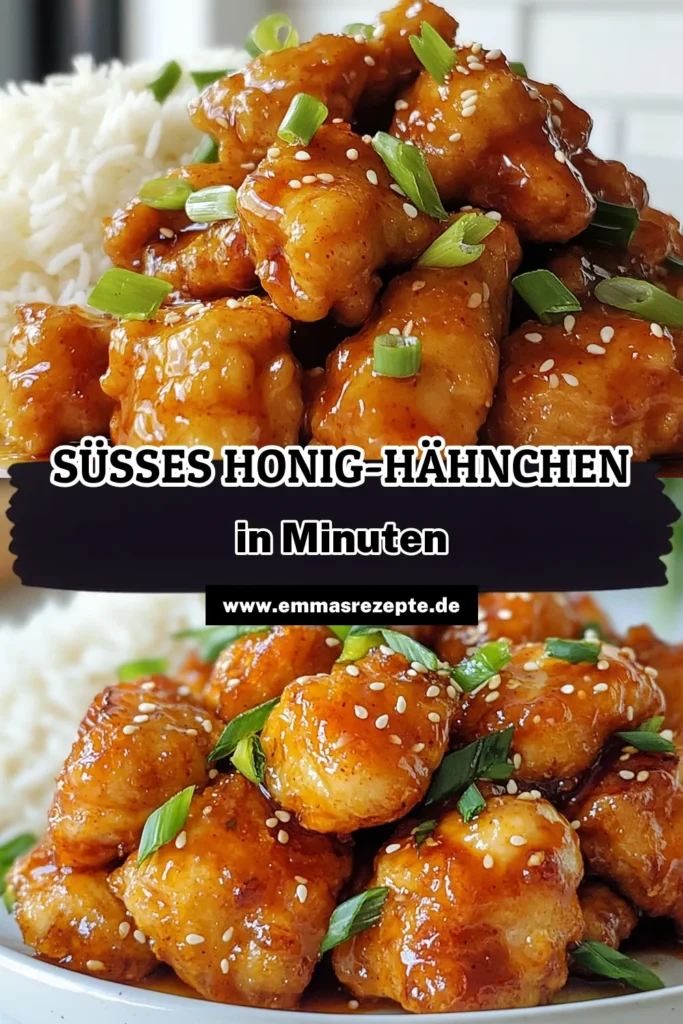 Entdecken Sie das köstliche Honig-Hähnchen Rezept, ein chinesisches Hähnchen, das süß und würzig zugleich ist. Dieses einfache asiatische Küche Rezept schmeckt fantastisch und begeistert Ihre Familie. Verwöhnen Sie Ihre Geschmacksknospen mit Hähnchen mit Honig – ideal für ein schnelles Abendessen. Probieren Sie es sofort aus und speichern Sie dieses Rezept für später! #HonigHähnchen #chinesischesEssen #asiatischeKüche #leckereRezepte