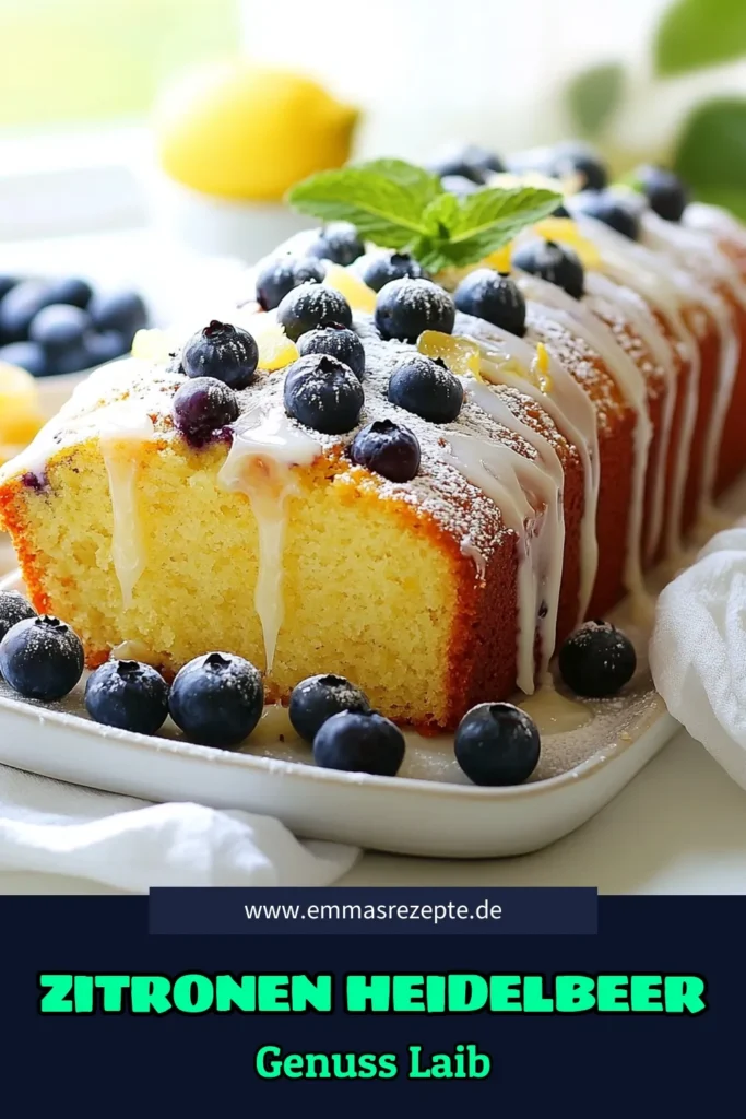 Entdecken Sie unser köstliches Rezept für Zitronen Heidelbeer Kuchen! Dieses Heidelbeer Brot Rezept kombiniert saftigen Zitronenlaib mit griechischem Joghurt für einen leichten Genuss. Ideal zum Zitronenbrot backen und perfekt für jeden Anlass. Lassen Sie sich von diesem leichten Kuchenrezept mit Joghurt inspirieren! Speichern Sie dieses Rezept und kreieren Sie Ihr eigenes Meisterwerk! #ZitronenHeidelbeerKuchen #HeidelbeerBrotRezept #ZitronenbrotBacken #KuchenRezept