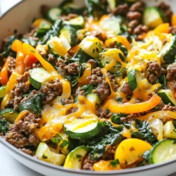 Für diese leckere Rinderhackpfanne benötigen Sie folgende Hauptzutaten: - 450 g Rinderhackfleisch (85 % mager) - 2 Tassen Zucchini, gewürfelt - 1 Tasse Paprika, gehackt (jede Farbe) - 1 Tasse Spinat, grob gehackt - 1 kleine Zwiebel, gewürfelt - 2 Zehen Knoblauch, fein gehackt - 1 Esslöffel Olivenöl Diese Zutaten bilden die Basis für ein schnelles und schmackhaftes Gericht. Das Rinderhackfleisch bringt viel Protein mit. Zucchini und Paprika fügen Farbe und Nährstoffe hinzu. Spinat sorgt für zusätzliche Vitamine. Die Gewürze machen das Gericht besonders. Sie brauchen: - 1 Teelöffel getrockneter Oregano - 1 Teelöffel Paprika - Salz und Pfeffer nach Geschmack Oregano bringt einen tollen Geschmack. Paprika fügt eine leichte Süße hinzu. Salz und Pfeffer runden alles ab. Diese Gewürze sind einfach, aber sie machen einen großen Unterschied. Wenn Sie Käse mögen, können Sie auch etwas hinzufügen. Ich empfehle: - 120 g geriebener Cheddar-Käse (optional) Der Käse schmilzt und gibt dem Gericht eine cremige Textur. Er fügt auch mehr Geschmack hinzu. Wenn Sie auf Käse verzichten möchten, ist das auch in Ordnung. {{ingredient_image_2}} Zuerst sammeln wir alle Zutaten. Du brauchst: - 450 g Rinderhackfleisch (85 % mager) - 2 Tassen Zucchini, gewürfelt - 1 Tasse Paprika, gehackt (jede Farbe) - 1 Tasse Spinat, grob gehackt - 1 kleine Zwiebel, gewürfelt - 2 Zehen Knoblauch, fein gehackt - 1 Esslöffel Olivenöl - 1 Teelöffel getrockneter Oregano - 1 Teelöffel Paprika - Salz und Pfeffer nach Geschmack - 120 g geriebener Cheddar-Käse (optional) Kümmere dich um alles, bevor du kochst. So sparst du Zeit. Erhitze das Olivenöl in einer großen Pfanne bei mittlerer Hitze. Füge dann die Zwiebel und den Knoblauch hinzu. Brate sie an, bis die Zwiebel klar aussieht. Das dauert etwa 3 bis 4 Minuten. Du willst die Aromen mischen. Erhöhe die Hitze auf mittelhoch. Jetzt kommt das Rinderhackfleisch in die Pfanne. Brate es an, bis es gleichmäßig braun ist. Hast du einen Spatel? Zerkleinere das Fleisch dabei. Das dauert etwa 5 bis 7 Minuten. Würze das Fleisch mit Salz, Pfeffer, Oregano und Paprika. Jetzt ist es Zeit für das Gemüse. Mische die gewürfelte Zucchini und die gehackte Paprika unter. Koche alles zusammen für weitere 5 bis 6 Minuten. Das Gemüse sollte zart sein, aber nicht matschig. Füge nun den Spinat hinzu. Rühre ihn ein, bis er zusammenfällt, das dauert etwa 2 Minuten. Wenn du magst, streue den geriebenen Käse gleichmäßig über das Gericht. Lass ihn schmelzen und gib dem Essen mehr Geschmack. Um die beste Konsistenz zu erzielen, brate das Rinderhackfleisch gut an. Achte darauf, dass das Fleisch gleichmäßig braun wird. Zerkleinere es mit einem Spatel, damit es nicht klumpt. Wenn das Gemüse hinzukommt, achte darauf, dass es zart, aber nicht matschig wird. Zucchini und Paprika sollten knackig bleiben. Variiere die Zutaten für neuen Geschmack. Probiere andere Gemüsesorten wie Brokkoli oder Blumenkohl. Füge mehr Gewürze hinzu, wie Kreuzkümmel oder Cayennepfeffer. Du kannst auch frische Kräuter wie Petersilie oder Basilikum einstreuen. Diese geben dem Gericht einen frischen Kick. Nutze die Zeit sinnvoll. Während das Rinderhackfleisch brät, schneide das Gemüse klein. So sparst du Zeit. Stell alle Zutaten bereit, bevor du anfängst. Das macht das Kochen einfacher und schneller. Du wirst sehen, wie flott das Gericht auf dem Tisch steht. Pro Tipps Fleischwahl: Verwenden Sie mageres Rinderhackfleisch für eine gesündere Option, aber stellen Sie sicher, dass es genug Fett hat, um saftig zu bleiben. Gemüse variieren: Experimentieren Sie mit verschiedenen Gemüsesorten wie Brokkoli oder Blumenkohl, um Abwechslung in das Gericht zu bringen. Gewürze anpassen: Passen Sie die Gewürze nach Ihrem Geschmack an, indem Sie z.B. Chili oder Kreuzkümmel hinzufügen für eine schärfere Note. Vorbereiten und lagern: Bereiten Sie eine größere Menge vor und lagern Sie Reste im Kühlschrank für eine schnelle Mahlzeit am nächsten Tag. {{image_4}} Du kannst verschiedene Gemüsesorten in die Rinderhackpfanne einfügen. Brokkoli, Blumenkohl oder grüne Bohnen passen gut. Diese Optionen bringen neue Texturen und Geschmäcker. Sie sind auch gesund und halten das Gericht bunt. Experimentiere und finde deine Lieblingskombinationen. Käse macht das Gericht cremiger und schmackhafter. Wenn dir Cheddar nicht gefällt, probiere Gouda oder Mozzarella. Frischkäse kann ebenfalls eine tolle Wahl sein. Jeder Käse hat seinen eigenen Geschmack. So kannst du immer wieder neue Akzente setzen. Beilagen sind wichtig für ein vollwertiges Essen. Zucchini-Nudeln oder Blumenkohlreis sind perfekt. Sie ergänzen die Rinderhackpfanne gut und sind keto-freundlich. Du kannst auch einen frischen Salat dazu servieren. So bleibt das Gericht leicht und gesund. Um die Rinderhackpfanne frisch zu halten, lassen Sie das Gericht zuerst abkühlen. Füllen Sie dann die Reste in einen luftdichten Behälter. Lagern Sie die Rinderhackpfanne im Kühlschrank für bis zu drei Tage. Achten Sie darauf, das Gericht gut abzudecken, damit es keine anderen Gerüche aufnimmt. Für eine längere Lagerung können Sie die Rinderhackpfanne auch einfrieren. Teilen Sie das Gericht in Portionen auf und verwenden Sie gefriergeeignete Behälter oder Beutel. So bleibt die Qualität erhalten. Sie können die Hackpfanne bis zu drei Monate im Gefrierschrank aufbewahren. Vergessen Sie nicht, das Datum auf die Verpackung zu schreiben. Wenn Sie die Rinderhackpfanne wieder aufwärmen, gibt es einige Dinge zu beachten. Nehmen Sie die Portion aus dem Kühlschrank oder Gefrierschrank und lassen Sie sie etwas Raumtemperatur annehmen. Erwärmen Sie das Gericht in einer Pfanne bei mittlerer Hitze. Fügen Sie etwas Wasser oder Brühe hinzu, um es feucht zu halten. Rühren Sie gut um, bis alles gleichmäßig heiß ist. So bleibt der Geschmack frisch und lecker. Diese Rinderhackpfanne ist sehr kohlenhydratarm. Eine Portion hat etwa 6 Gramm Kohlenhydrate. Die Zucchini und die Paprika liefern die meisten dieser Kohlenhydrate. Sie sind jedoch auch voll von Nährstoffen. Dies macht das Gericht perfekt für eine ketogene Ernährung. Ja, du kannst Rinderhackfleisch ersetzen. Eine gute Wahl ist gemahlenes Hähnchen oder Pute. Diese Optionen sind ebenfalls mager und lecker. Du kannst auch Tofu oder Tempeh für eine vegetarische Variante verwenden. Achte darauf, die Kochzeit anzupassen, wenn du eine andere Fleischsorte wählst. Auf jeden Fall! Diese Rinderhackpfanne eignet sich perfekt für Meal Prep. Du kannst sie im Voraus zubereiten und in einzelnen Behältern aufbewahren. Sie bleibt im Kühlschrank bis zu fünf Tage frisch. Du kannst sie auch einfrieren und später genießen. So hast du immer eine schnelle, gesunde Mahlzeit zur Hand. Die Rinderhackpfanne bietet viele Möglichkeiten mit einfachen Zutaten. Wir haben gelernt, wie wichtig frisches Gemüse und passende Gewürze sind. Die Schritt-für-Schritt-Anleitung hilft dir, das Gericht zügig zuzubereiten. Wende die Tipps an, um die Konsistenz zu verbessern und neuen Geschmack zu entdecken. Denk daran, wie du Reste richtig lagerst, damit sie lange frisch bleiben. Mit all diesen Ideen kannst du das Rezept nach deinem Geschmack anpassen. So machst du aus einem einfachen Gericht etwas Besonderes.