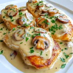 - 2 Haut- und knochenlose Hähnchenbrustfilets - 225 g Champignons, in Scheiben geschnitten - 4 Knoblauchzehen, fein gehackt - 240 ml Schlagsahne - 240 ml Hühnerbrühe - 1 Esslöffel Olivenöl - 1 Esslöffel Butter - 1 Teelöffel getrockneter Thymian - Salz und Pfeffer nach Geschmack - Frische Petersilie zum Garnieren Bei der Zubereitung von cremigem Knoblauch-Pilz-Hühnchen sind die Zutaten entscheidend. Ich wähle frische Hähnchenbrustfilets, um saftiges Fleisch zu garantieren. Champignons geben dem Gericht einen schönen, erdigen Geschmack. Knoblauch bringt die nötige Würze. Für die flüssigen Zutaten verwende ich Schlagsahne und Hühnerbrühe. Diese sorgen für eine reichhaltige, cremige Sauce. Das Olivenöl und die Butter helfen, das Hähnchen knusprig zu braten. Die Gewürze runden das Gericht ab. Getrockneter Thymian gibt ein tolles Aroma. Salz und Pfeffer verleihen den letzten Schliff. Frische Petersilie ist ideal als Garnitur. So sieht das Gericht nicht nur gut aus, sondern schmeckt auch frisch. {{ingredient_image_2}} Würzen Sie die Hähnchenbrustfilets großzügig mit Salz und Pfeffer. Dies verleiht dem Fleisch einen guten Geschmack. Achten Sie darauf, beide Seiten gut zu würzen. So wird das Hähnchen noch saftiger. Erhitzen Sie in einer großen Pfanne bei mittelhoher Hitze das Olivenöl und die Butter. Fügen Sie die Hähnchenbrustfilets hinzu. Braten Sie diese für etwa 5-6 Minuten pro Seite. Das Hähnchen sollte goldbraun und durchgegart sein. Nehmen Sie das Hähnchen aus der Pfanne und legen Sie es beiseite. Geben Sie die geschnittenen Champignons in die gleiche Pfanne. Braten Sie diese für etwa 5 Minuten an. Achten Sie darauf, dass sie weich werden und anfangen zu bräunen. Fügen Sie dann den gehackten Knoblauch hinzu. Garen Sie ihn für 1-2 Minuten, dabei häufig umrühren, um ein Anbrennen zu vermeiden. Gießen Sie die Hühnerbrühe in die Pfanne. Kratzen Sie die angebrannten Stückchen am Boden ab. Lassen Sie die Mischung kurz aufkochen. Reduzieren Sie sie für etwa 3-4 Minuten leicht. So bekommt die Sauce mehr Geschmack. Reduzieren Sie die Hitze und rühren Sie die Schlagsahne und den getrockneten Thymian unter. Gut vermengen und die Sauce bei schwacher Hitze köcheln lassen. Lassen Sie sie leicht eindicken, das dauert etwa 5 Minuten. Verkosten Sie die Sauce und passen Sie die Würze mit Salz und Pfeffer nach Geschmack an. Geben Sie die Hähnchenbrustfilets zurück in die Pfanne. Löffeln Sie etwas Sauce über das Hähnchen. Lassen Sie es für weitere 2-3 Minuten in der Sauce ziehen. So nimmt das Hähnchen die Aromen auf. Garnieren Sie das Gericht mit gehackter frischer Petersilie. Das gibt einen tollen Farbkontrast und frischen Geschmack. Servieren Sie es warm und genießen Sie die köstlichen Aromen. Die Sauce sollte cremig und glatt sein. Achte darauf, dass die Schlagsahne gut einrührt. Lass die Sauce leicht köcheln, damit sie eindickt. Wenn sie zu dünn ist, koche sie länger. Wenn sie zu dick ist, füge etwas Hühnerbrühe hinzu. Probiere die Sauce vor dem Servieren. So kannst du den Geschmack anpassen. Die Hitze ist wichtig für ein gutes Ergebnis. Brate das Hähnchen bei mittelhoher Hitze. Es sollte goldbraun sein und innen durchgegart. Die Garzeit beträgt etwa 5-6 Minuten pro Seite. Lass die Pilze nicht zu lange braten. Sie sollten weich sein, aber nicht zerfallen. Achte darauf, die Hitze beim Hinzufügen der Sahne zu reduzieren. So bleibt die Sauce cremig. Zu cremigem Knoblauch-Pilz-Hühnchen passen viele Beilagen. Reis oder Nudeln sind großartig, um die Sauce aufzusaugen. Ein frischer Salat bringt Farbe und Frische ins Gericht. Du kannst auch gedämpftes Gemüse servieren. Brokkoli oder grüne Bohnen sind gute Optionen. Diese Beilagen machen das Essen komplett und lecker. Pro Tipps Hähnchen richtig braten: Stellen Sie sicher, dass die Pfanne heiß genug ist, bevor Sie das Hähnchen hinzufügen, um eine schöne goldbraune Kruste zu erzielen. Frische Kräuter verwenden: Frische Petersilie oder andere Kräuter bringen zusätzlichen Geschmack und Farbe ins Gericht. Fügen Sie sie am Ende der Garzeit hinzu. Sauce eindicken: Wenn die Sauce nicht schnell genug eindickt, können Sie einen Teelöffel Maisstärke in etwas kaltem Wasser auflösen und hinzufügen, um die Konsistenz zu verbessern. Variation mit Gemüse: Fügen Sie zusätzliches Gemüse wie Spinat oder Zucchini hinzu, um das Gericht nahrhafter zu machen und mehr Textur zu bieten. {{image_4}} Für eine leckere vegetarische Variante nutze ich Gemüse statt Hähnchen. Du kannst Tofu oder Seitan verwenden. Schneide sie in Stücke und brate sie in der Pfanne. Die Champignons und der Knoblauch bleiben gleich, um den vollen Geschmack zu erhalten. Ersetze die Hühnerbrühe durch Gemüsebrühe. Die Schlagsahne kann durch Kokosmilch oder Sojasahne ersetzt werden. Diese Alternativen machen das Gericht ebenso cremig und köstlich. Mit Gewürzen kann ich das Gericht anpassen. Probiere frische Kräuter wie Rosmarin oder Basilikum. Thymian passt gut, aber auch Oregano bringt einen neuen Geschmack. Eine Prise Paprika oder Cayennepfeffer gibt Wärme. Experimentiere mit verschiedenen Kräutern, um deinen eigenen Stil zu finden. So bleibt jedes Gericht einzigartig und spannend. Wenn du keine Hähnchenbrust verwenden möchtest, gibt es viele Optionen. Pute ist eine gute Wahl und hat einen ähnlichen Geschmack. Fisch wie Lachs oder Kabeljau passt ebenfalls gut zu dieser Sauce. Du kannst auch Kichererbsen oder Linsen verwenden, um eine pflanzliche Proteinquelle hinzuzufügen. Jede dieser Optionen bringt ihren eigenen Charakter in das Gericht. Um Reste von cremigem Knoblauch-Pilz-Hühnchen gut zu lagern, nutzen Sie einen luftdichten Behälter. Stellen Sie sicher, dass das Gericht vollständig abgekühlt ist, bevor Sie es einpacken. So bleibt der Geschmack frisch. Lagern Sie die Reste bis zu drei Tage. Vor dem Essen können Sie das Gericht einfach in der Mikrowelle oder auf dem Herd erwärmen. Wenn Sie die Sauce einfrieren möchten, lassen Sie sie zuerst abkühlen. Gießen Sie die Sauce in einen gefrierfesten Behälter oder einen Zip-Lock-Beutel. Achten Sie darauf, etwas Platz zu lassen, da die Sauce beim Gefrieren expandiert. Zum Auftauen einfach die Sauce über Nacht im Kühlschrank lagern oder sie direkt in einem Topf bei niedriger Hitze erhitzen. Im Kühlschrank bleibt cremiges Knoblauch-Pilz-Hühnchen etwa drei Tage frisch. Im Gefrierschrank kann die Sauce bis zu drei Monate halten. Achten Sie darauf, die Sauce gut zu verpacken, um Gefrierbrand zu vermeiden. Wenn Sie Reste aufwärmen, stellen Sie sicher, dass sie gleichmäßig erhitzt werden, um die beste Qualität zu erhalten. H2 - Häufig gestellte Fragen (FAQs) H3 - Wie lange dauert die Zubereitung von cremigem Knoblauch-Pilz-Hühnchen? Die Zubereitung dauert insgesamt etwa 30 Minuten. Die Vorbereitungszeit beträgt 10 Minuten. Die Kochzeit liegt bei 20 Minuten. Das ist schnell, ideal für ein leckeres Abendessen. H3 - Kann ich frische Kräuter statt Trockenkräuter verwenden? Ja, frische Kräuter sind eine tolle Wahl. Sie geben dem Gericht mehr Geschmack. Trockenkräuter sind oft konzentrierter. Frische Kräuter müssen mehr verwendet werden, etwa das Doppelte. Thymian und Petersilie sind besonders gut. H3 - Welche Beilagen passen gut zu diesem Gericht? Zu cremigem Knoblauch-Pilz-Hühnchen passen viele Beilagen. Reis oder Pasta sind einfach und lecker. Auch ein frischer Salat ist eine gute Wahl. Gedämpftes Gemüse bringt Farbe auf den Teller. In diesem Artikel haben wir die Zutaten und die Zubereitung von cremigem Knoblauch-Pilz-Hühnchen erkundet. Sie haben gelernt, wie man das Hähnchen perfekt brät und eine cremige Sauce erstellt. Außerdem haben wir Tipps zur Lagerung und verschiedene Variationen besprochen. Denken Sie daran, dass kleine Anpassungen den Geschmack verändern können. Ob mit frischen Kräutern oder einer vegetarischen Option, es gibt viele Wege, dieses Gericht zu genießen. Probieren Sie es aus und lassen Sie Ihrer Kreativität freien Lauf!