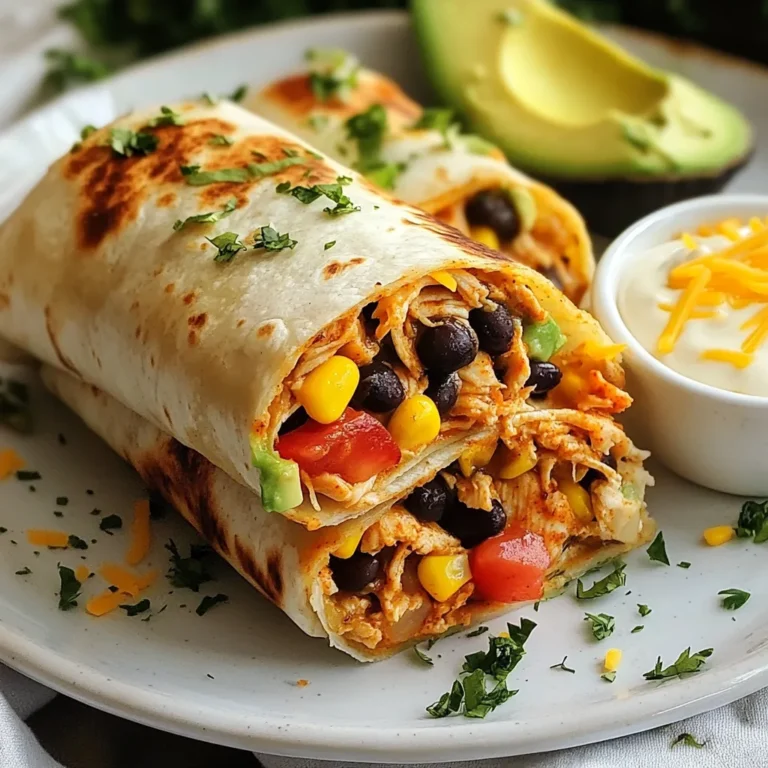 - 2 Tassen gekochtes, zerrupftes Hähnchen - 1/2 Tasse Chipotle Ranch Dressing - 1 Tasse gekochter Reis (weiß oder braun) - 1 Tasse schwarze Bohnen, abgetropft und gespült - 1 Tasse Mais (frisch oder aus der Dose) - 1 Tasse geriebener Cheddar-Käse - 1/2 Tasse gewürfelte Tomaten - 1/4 Tasse gehackter Koriander - 4 große Weizentortillas - Salz und Pfeffer nach Geschmack - Optional: Avocadoscheiben zur Garnierung Diese Mengen reichen für vier Burritos. Jedes Burrito enthält viel Geschmack und Füllung. Wenn du mehr Gäste hast oder einfach mehr möchtest, kannst du die Mengen leicht verdoppeln. Die Zutaten lassen sich gut lagern, sodass du sie schnell bereitstellen kannst. - Wähle frisches Hähnchen. Achte auf die Farbe und den Geruch. - Kaufe Bohnen und Mais in Dosen ohne Zusatzstoffe. Das spart Zeit. - Frische Tomaten sollten fest und rot sein. Sie geben viel Geschmack. - Achte darauf, dass der Koriander frisch riecht und grün aussieht. - Für den Cheddar-Käse, greife zu einer guten Marke. Frisch geriebener Käse schmilzt besser. - Wenn du Avocados nutzt, achte darauf, dass sie weich, aber nicht matschig sind. Mit diesen frischen Zutaten bereitest du die besten Chipotle Ranch Chicken Burritos zu. Sie sind lecker, einfach und voller Geschmack. {{ingredient_image_2}} Nehmen Sie eine große Schüssel. Geben Sie das zerrupfte Hähnchen hinein. Fügen Sie das Chipotle Ranch Dressing hinzu. Mischen Sie alles gut. Stellen Sie sicher, dass das Hähnchen gleichmäßig bedeckt ist. Dieser Schritt bringt viel Geschmack. Das Dressing hat eine rauchige Schärfe. Es macht das Hähnchen lecker und saftig. Nehmen Sie eine separate Schüssel. Geben Sie den gekochten Reis, die schwarzen Bohnen und den Mais hinein. Fügen Sie die gewürfelten Tomaten und den gehackten Koriander dazu. Rühren Sie alles gut um. Schmecken Sie die Mischung mit Salz und Pfeffer ab. Diese Mischung bringt frische und Textur in die Burritos. Breiten Sie die Weizentortillas auf einer sauberen Fläche aus. Geben Sie eine großzügige Menge der Reis-Bohnen-Mischung in die Mitte jeder Tortilla. Fügen Sie dann das Chipotle Ranch Hähnchen hinzu. Streuen Sie eine Handvoll Cheddar-Käse über die Füllung. Klappen Sie die Seiten der Tortilla ein. Rollen Sie die Tortilla von unten nach oben auf. Erhitzen Sie eine antihaftbeschichtete Pfanne bei mittlerer Hitze. Legen Sie die Burritos mit der Naht nach unten in die Pfanne. Braten Sie sie 2-3 Minuten auf jeder Seite. Die Tortilla sollte goldbraun und knusprig sein. Nehmen Sie die Burritos aus der Pfanne und lassen Sie sie kurz abkühlen. Schneiden Sie sie in der Mitte durch. Um Burritos richtig zu wickeln, lege zuerst die Füllung in die Mitte. Klappe dann die Seiten der Tortilla nach innen. Rolle die Tortilla von unten nach oben, um die Füllung zu umschließen. Ein festerer Griff hilft, die Füllung sicher zu halten. Du kannst auch die Tortilla leicht erwärmen, bevor du wickelst. Das macht sie flexibler und einfacher zu handhaben. Für knusprige Burritos, nutze eine antihaftbeschichtete Pfanne. Erhitze die Pfanne auf mittlerer Hitze. Brate die Burritos mit der Naht nach unten. Lass sie etwa 2-3 Minuten braten, bis sie goldbraun sind. Wende sie vorsichtig und brate die andere Seite ebenfalls. Ein wenig Öl in der Pfanne kann helfen, die Kruste noch knuspriger zu machen. Du kannst die Füllung nach deinem Geschmack anpassen. Füge mehr Gemüse wie Paprika oder Zucchini hinzu. Für einen schärferen Kick, benutze jalapeños oder scharfe Sauce. Wenn du kein Hähnchen magst, probiere Tofu oder eine vegetarische Option. Denke daran, die Gewürze nach deinem Geschmack anzupassen. Pro Tipps Hähnchen marinieren: Lassen Sie das Hähnchen für mindestens 30 Minuten im Chipotle Ranch Dressing marinieren, um den Geschmack zu intensivieren. Reis-Variation: Experimentieren Sie mit verschiedenen Reissorten, wie Quinoa oder Jasminreis, um interessante Texturen und Aromen zu erzielen. Zusätzliche Füllungen: Fügen Sie geschnittene Paprika oder Jalapeños hinzu, um den Burritos zusätzliche Frische und Schärfe zu verleihen. Richtige Wickeltechnik: Achten Sie darauf, die Burritos fest zu wickeln, damit die Füllung beim Braten nicht herausfällt. {{image_4}} Für eine vegetarische Variante können Sie das Hähnchen durch eine Mischung aus Gemüse ersetzen. Probieren Sie gebratene Paprika, Zucchini oder Spinat. Diese Gemüse sorgen für viel Geschmack und Farbe. Fügen Sie auch etwas mehr Bohnen hinzu. Kidneybohnen oder schwarze Bohnen sind großartige Optionen. Die Textur bleibt gut und der Burrito wird sättigend. Seien Sie kreativ mit den Füllungen! Fügen Sie Oliven, Jalapeños oder Grillgemüse hinzu. Sie können auch verschiedene Käsesorten verwenden. Feta oder Gouda bringen neue Aromen. Experimentieren Sie mit verschiedenen Reisarten, wie Quinoa oder Blumenkohlreis, um den Burrito an Ihren Geschmack anzupassen. Wenn Sie Gluten vermeiden möchten, suchen Sie nach glutenfreien Tortillas. Es gibt viele Optionen aus Reismehl oder Mais. Diese Alternativen bieten einen tollen Geschmack. Sie sind auch einfach zu finden. Achten Sie beim Kauf auf das glutenfreie Label, um sicherzugehen. So können alle genießen! Chipotle Ranch Chicken Burritos sind einfach im Kühlschrank zu lagern. Wickeln Sie die Burritos in Frischhaltefolie oder legen Sie sie in einen luftdichten Behälter. So bleiben sie frisch. Im Kühlschrank halten sie sich bis zu drei Tage. Wenn Sie Burritos für später aufbewahren möchten, frieren Sie sie ein. Wickeln Sie die Burritos einzeln in Frischhaltefolie. Legen Sie sie dann in einen Gefrierbeutel. Sie können die Burritos bis zu drei Monate einfrieren. Das ist perfekt für schnelle Mahlzeiten! Um die Burritos aufzuwärmen, nehmen Sie sie aus dem Kühlschrank oder Gefrierfach. Wenn sie gefroren sind, lassen Sie sie zuerst auftauen. Erhitzen Sie eine Pfanne bei mittlerer Hitze. Legen Sie die Burritos in die Pfanne und braten Sie sie etwa 2-3 Minuten auf jeder Seite. So werden sie wieder knusprig und lecker. Um das Chipotle Ranch Dressing zu machen, brauchst du einfach einige Zutaten. Mische: - 1/2 Tasse Mayonnaise - 1/2 Tasse saure Sahne - 1-2 Esslöffel Chipotle-Pulver - 1 Esslöffel Limettensaft - 1 Teelöffel Knoblauchpulver - Salz und Pfeffer nach Geschmack Rühre alles gut zusammen. Das Dressing wird cremig und würzig. Du kannst mehr Chipotle hinzufügen, wenn du es schärfer magst. Probiere das Dressing auf Salaten oder als Dip. Für die Burritos sind viele Beilagen gut geeignet. Hier sind einige Ideen: - Guacamole - Salsa - Nachos - Gebratene Zucchini - Reissalat Diese Beilagen passen gut zu den herzhaften Burritos. Sie bringen frische Aromen und machen das Essen noch besser. Du kannst auch einen kleinen Salat dazu servieren. Die Kalorienzahl der Chipotle Ranch Chicken Burritos hängt von den Zutaten ab. Im Schnitt hat ein Burrito etwa 600-700 Kalorien. Das Hähnchen, der Käse und das Dressing tragen dazu bei. Du kannst die Kalorien reduzieren, indem du weniger Käse verwendest oder die Tortillas kleiner machst. So bleiben die Burritos lecker und etwas leichter. Diese Anleitung hat dir gezeigt, wie du perfekte Burritos machst. Du hast gelernt, welche frischen Zutaten du brauchst und wie du sie genau zubereitest. Zudem habe ich dir nützliche Tipps gegeben, um die Burritos knusprig zu machen und spannende Variationen auszuprobieren. Egal, ob du sie lagerst oder noch einmal aufwärmst, die Burritos schmecken immer gut. Probiere die zahlreichen Optionen, um den perfekten Burrito für dich zu entdecken. Viel Spaß beim Kochen und Genießen!