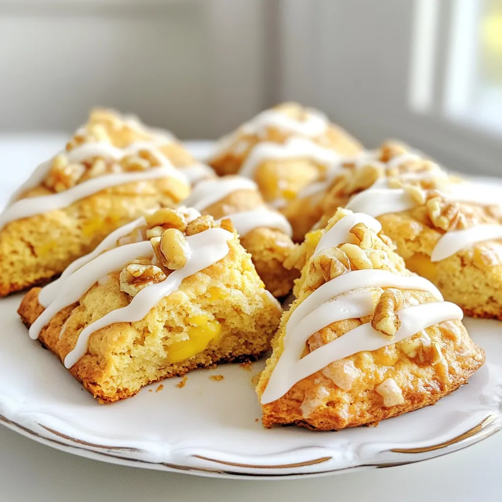 Für die Starbucks Style Pumpkin Scones brauchst du diese Zutaten: - 2 Tassen Allzweckmehl - 1/4 Tasse brauner Zucker - 1 Esslöffel Backpulver - 1 Teelöffel gemahlener Zimt - 1/2 Teelöffel Muskatnuss - 1/4 Teelöffel gemahlener Ingwer - 1/4 Teelöffel Salz - 1/2 Tasse kalte ungesalzene Butter, gewürfelt - 1/2 Tasse Kürbispüree - 1/4 Tasse Schlagsahne - 1 großes Ei - 1 Teelöffel Vanilleextrakt - 1/2 Tasse gehackte Walnüsse oder Pekannüsse (optional) - 1/2 Tasse Puderzucker (für die Glasur) - 1-2 Esslöffel Milch (für die Glasur) Jede Zutat hat ihre eigene Rolle. Das Mehl gibt den Scones Struktur. Brauner Zucker sorgt für Süße und ein leichtes Karamellaroma. Gewürze wie Zimt, Muskatnuss und Ingwer verleihen den Scones ein warmes, herbstliches Aroma. Das Kürbispüree bringt Feuchtigkeit und einen feinen Geschmack. Butter sorgt für eine zarte Textur, während das Ei die Scones bindet. - Mehl: Wähle frisches Allzweckmehl. Es hat die beste Textur für Scones. - Zucker: Brauner Zucker gibt den Scones mehr Tiefe. - Gewürze: Verwende frische Gewürze, um das Aroma zu verstärken. - Butter: Kalte ungesalzene Butter ist wichtig. Sie hilft, die Scones fluffig zu machen. - Kürbispüree: Nutze frisches oder hochwertiges Dosenpüree. So schmecken die Scones besser. - Nüsse: Wenn du Nüsse magst, wähle gehackte Walnüsse oder Pekannüsse. Sie fügen eine schöne Textur hinzu. Diese Zutaten machen deine Scones besonders lecker und perfekt für den Herbst. {{ingredient_image_2}} Heize deinen Ofen auf 200 °C vor. Lege ein Backblech mit Backpapier aus. Mische in einer großen Schüssel 2 Tassen Allzweckmehl, 1/4 Tasse braunen Zucker, 1 Esslöffel Backpulver, 1 Teelöffel Zimt, 1/2 Teelöffel Muskatnuss, 1/4 Teelöffel Ingwer und 1/4 Teelöffel Salz gut zusammen. Dies schafft die Basis für deine Scones. Füge 1/2 Tasse kalte Butter, gewürfelt, zu der Mischung hinzu. Mische alles mit deinen Händen oder einem Teigmischer. Ziel ist eine krümelige Konsistenz, ähnlich wie grobes Brotmehl. In einer anderen Schüssel mische 1/2 Tasse Kürbispüree, 1/4 Tasse Schlagsahne, 1 großes Ei und 1 Teelöffel Vanilleextrakt, bis alles glatt ist. Gieße die feuchte Mischung in die trockene Mischung. Mische vorsichtig, bis alles gerade so vermengt ist. Wenn du magst, füge 1/2 Tasse gehackte Nüsse hinzu. Übertrage den Teig auf eine bemehlte Fläche. Knete den Teig sanft einige Male. Forme ihn zu einer runden Scheibe, etwa 2,5 cm dick. Schneide die Scheibe in 8 gleich große Dreiecke. Lege die Scones auf das Backblech und lasse Platz zwischen ihnen. Backe die Scones 15-18 Minuten. Sie sind fertig, wenn sie goldbraun sind und ein Zahnstocher sauber herauskommt. Lass sie abkühlen. Bereite die Glasur mit 1/2 Tasse Puderzucker und 1-2 Esslöffeln Milch vor. Gieße die Glasur über die abgekühlten Scones. Um perfekte Scones zu backen, achte auf die Zutaten und Technik. Verwende kalte Butter. Das macht die Scones lecker und zart. Mische die trockenen Zutaten gut, damit sich die Aromen verteilen. Wenn du die feuchten Zutaten hinzufügst, mische sie nur kurz. Zu viel Rühren macht die Scones hart. Ein häufiger Fehler ist, den Teig zu lange zu bearbeiten. Dies kann die Scones zäh machen. Ein weiterer Fehler ist, die Scones zu nah zusammen zu legen. Sie brauchen Platz, um richtig aufzugehen. Achte darauf, die Scones im richtigen Moment aus dem Ofen zu nehmen. Sie sollten goldbraun sein und ein Zahnstocher sollte sauber herauskommen. Heize deinen Ofen immer gut vor. Das sorgt für eine gleichmäßige Hitze. Backe die Scones auf der mittleren Schiene. So vermeidest du, dass sie verbrannt oder nicht durchgebacken sind. Lass die Scones nach dem Backen auf einem Gitter auskühlen. So bleibt die Unterseite knusprig. Du kannst die Scones mit Puderzucker und Milch glasieren, wenn sie abgekühlt sind. Pro Tipps Butter kalt halten: Verwenden Sie kalte, ungesalzene Butter, um die beste Textur für die Scones zu erzielen. Kalte Butter sorgt für eine luftige Konsistenz. Teig nicht überarbeiten: Mischen Sie die Zutaten nur so lange, bis sie gerade vermengt sind. Übermäßiges Kneten kann die Scones zäh machen. Variationen ausprobieren: Experimentieren Sie mit verschiedenen Nüssen oder Trockenfrüchten wie Cranberries oder Schokolade für zusätzliche Geschmackselemente. Richtige Lagerung: Bewahren Sie die Scones in einem luftdichten Behälter auf, um ihre Frische zu erhalten. Sie können auch aufgetaut und leicht aufgewärmt werden. {{image_4}} Wenn du eine gesündere Option suchst, kannst du Vollkornmehl verwenden. Es gibt den Scones einen nussigen Geschmack. Das Mehl hat mehr Ballaststoffe. Du kannst auch Hafermehl probieren. Es ist glutenarm und lecker. Achte darauf, die Flüssigkeitsmenge etwas zu erhöhen. Vollkornmehl nimmt mehr Flüssigkeit auf. Füge Nüsse oder Schokoladenstückchen hinzu, um die Scones zu variieren. Walnüsse geben einen tollen Crunch. Pekannüsse sind auch eine gute Wahl. Du kannst auch Schokoladenstückchen verwenden. Dunkle Schokolade passt gut zu Kürbis. Experimentiere mit verschiedenen Aromen. Zimt oder Muskatnuss verstärken den Geschmack. Im Winter kannst du Weihnachtsgewürze hinzufügen. Lebkuchengewürz gibt den Scones einen festlichen Touch. Auch Nelken oder Piment sind gut. Diese Gewürze passen perfekt zum Kürbis. Du kannst auch Fruchtstücke wie Cranberries oder Äpfel probieren. Sie bringen eine frische Note in die Scones. Um Ihre Scones frisch zu halten, legen Sie sie in einen luftdichten Behälter. Stellen Sie sicher, dass die Scones vollständig abgekühlt sind, bevor Sie sie lagern. Wenn Sie die Scones im Kühlschrank aufbewahren, bleibt ihr Geschmack länger erhalten. Vermeiden Sie, sie in Plastikfolie zu wickeln, da dies die Scones feucht macht. Wenn Sie die Scones aufwärmen möchten, legen Sie sie einfach für einige Minuten in den Ofen. Heizen Sie den Ofen auf 150 °C vor und legen Sie die Scones auf ein Blech. So bleiben sie knusprig und warm. Sie können auch die Mikrowelle verwenden, aber achten Sie darauf, sie nicht zu lange zu erhitzen. Eine kurze Zeit reicht aus, um sie weich zu machen. Die Scones halten sich bei Raumtemperatur für etwa drei Tage. Wenn Sie sie kühlen, bleiben sie bis zu einer Woche frisch. Wenn Sie die Scones einfrieren, können sie bis zu drei Monate haltbar sein. Achten Sie darauf, sie gut einzupacken, um Gefrierbrand zu vermeiden. So können Sie jederzeit einen köstlichen Snack genießen! Die Scones bleiben frisch für etwa 2-3 Tage. Lagern Sie sie in einem luftdichten Behälter. So bleibt die Textur schön. Wenn Sie sie länger aufbewahren möchten, können Sie sie einfrieren. Ja, Sie können die Scones einfrieren! Lassen Sie sie zuerst vollständig abkühlen. Wickeln Sie sie dann gut in Frischhaltefolie ein. Legen Sie sie in einen Gefrierbeutel. So halten sie sich bis zu 3 Monate. Zum Essen einfach über Nacht im Kühlschrank auftauen. Um glutenfreie Scones zu machen, ersetzen Sie das Allzweckmehl durch glutenfreies Mehl. Achten Sie darauf, ein Mehl zu wählen, das einen guten Bindemittelanteil hat. So bleiben die Scones locker und lecker. Der Schlüssel zu luftigen Scones ist kalte Butter. Verwenden Sie kalte, ungesalzene Butter und schneiden Sie sie in kleine Stücke. So bleibt die Butter in kleinen Klumpen. Das sorgt für Luftblasen beim Backen und macht die Scones fluffig. Zusammenfassend haben wir die besten Zutaten für Scones betrachtet und Tipps zur Auswahl gegeben. Außerdem habe ich dir die Schritte zum Zubereiten und Backen gezeigt. Perfekte Scones gibt es mit ein paar Tricks. Du kannst verschiedene Variationen ausprobieren und sie richtig lagern. Zum Schluss, passe deine Scones an deinen Geschmack an. Mit diesen Tipps wirst du nie wieder schlechte Scones backen! Viel Spaß beim Ausprobieren!