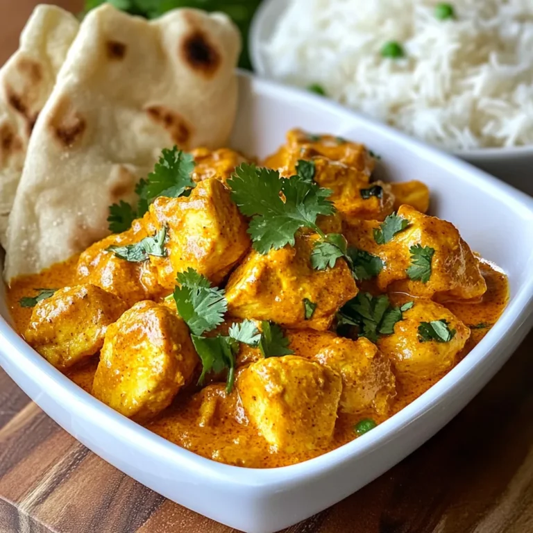 Für Chicken Tikka Masala benötigen Sie folgende Zutaten: - 500g Haut und knochloses Hähnchenschenkel, in mundgerechte Stücke geschnitten - 1 Tasse Naturjoghurt - 2 Esslöffel Zitronensaft - 4 Knoblauchzehen, fein gehackt - 1 Esslöffel Ingwer, gerieben - 2 Teelöffel Kreuzkümmel, gemahlen - 1 Teelöffel Koriander, gemahlen - 1 Teelöffel Garam Masala - 1 Teelöffel Kurkuma, gemahlen - 1 Teelöffel Chilipulver - Salz, nach Geschmack - 2 Esslöffel Pflanzenöl - 1 große Zwiebel, fein gehackt - 2 grüne Chilischoten, längs aufgeschnitten (optional) - 1 Dose (400g) gehackte Tomaten - 1 Tasse Kokosmilch - Frischer Koriander, zum Garnieren Diese Zutaten sorgen für den vollen Geschmack und die Textur des Gerichts. Die Gewürze machen Chicken Tikka Masala besonders. - Kreuzkümmel: Gibt Wärme und Tiefe. - Koriander: Fügt eine frische Zitrusnote hinzu. - Garam Masala: Eine Mischung, die die Aromen vereint. - Kurkuma: Verleiht die goldene Farbe. - Chilipulver: Gibt der Speise die nötige Schärfe. Diese Gewürze sind wichtig für die Balance und den Charakter des Gerichts. Servieren Sie Chicken Tikka Masala mit köstlichen Beilagen. - Naan: Weiches Fladenbrot, ideal zum Dippen. - Basmatireis: Perfekt, um die Soße aufzusaugen. - Frischer Koriander: Macht das Gericht noch frischer und bunter. - Kokoscreme: Ein Spritzer bringt Cremigkeit. Diese Beilagen und Garnierungen machen das Gericht noch besser und schöner. {{ingredient_image_2}} Zuerst nimmst du eine große Schüssel. Füge 1 Tasse Naturjoghurt, 2 Esslöffel Zitronensaft, 4 fein gehackte Knoblauchzehen und 1 Esslöffel geriebenen Ingwer hinzu. Mische dann 2 Teelöffel gemahlenen Kreuzkümmel, 1 Teelöffel gemahlenen Koriander, 1 Teelöffel Garam Masala, 1 Teelöffel gemahlenen Kurkuma und 1 Teelöffel Chilipulver dazu. Salze die Mischung nach Geschmack. Gib die 500g Hähnchenschenkel in die Marinade. Rühre alles gut um, sodass das Hähnchen gleichmäßig bedeckt ist. Decke die Schüssel ab und stelle sie für mindestens 1 Stunde in den Kühlschrank. Idealerweise lässt du es über Nacht marinieren. So können die Aromen gut einziehen. Erhitze 2 Esslöffel Pflanzenöl in einer großen Pfanne bei mittlerer Hitze. Füge die fein gehackte Zwiebel hinzu. Brate die Zwiebel für etwa 8-10 Minuten an, bis sie goldbraun ist. Wenn du magst, kannst du 2 grüne Chilischoten hinzufügen, um etwas Schärfe zu bringen. Brate sie für 1-2 Minuten mit. Gib nun das marinierte Hähnchen zusammen mit der Marinade in die Pfanne. Brate das Hähnchen etwa 5-7 Minuten an, bis es auf allen Seiten schön gebräunt ist. Gieße eine Dose gehackte Tomaten in die Pfanne. Reduziere die Hitze und lasse alles bei schwacher Hitze köcheln. Rühre zwischendurch um, damit nichts anbrennt. Koche die Mischung für etwa 10 Minuten. Füge jetzt 1 Tasse Kokosmilch hinzu. Rühre alles gut um und lasse das Gericht weitere 10-15 Minuten köcheln. Die Soße sollte nun dickflüssig sein und das Hähnchen gar. Vor dem Servieren noch mit frischem Koriander garnieren. Die Marinade macht das Hähnchen saftig und zart. Ich empfehle, das Hähnchen mindestens eine Stunde zu marinieren. Besser ist es, über Nacht im Kühlschrank zu lassen. So ziehen die Aromen tief ein. Das gibt dem Gericht mehr Geschmack und macht es köstlicher. Um die Aromen zu verstärken, nutze frische Gewürze. Mahle sie kurz vor der Verwendung. Das bringt mehr Aroma heraus. Auch das Hinzufügen von frischem Koriander kurz vor dem Servieren sorgt für einen schönen Farbkontrast und Geschmack. Du kannst auch etwas mehr Zitronensaft verwenden, um die Frische zu betonen. Ein häufiger Fehler ist, das Hähnchen zu kurz zu marinieren. Das macht das Fleisch weniger zart. Ein weiterer Fehler ist, die Hitze zu hoch einzustellen. So kann das Hähnchen außen verbrennen und innen roh bleiben. Achte darauf, das Gericht sanft köcheln zu lassen. So wird die Soße cremig und das Hähnchen perfekt gegart. Pro Tipps Marinierzeit verlängern: Lassen Sie das Hähnchen über Nacht marinieren, um den Geschmack und die Zartheit zu maximieren. Frische Gewürze verwenden: Verwenden Sie frisch gemahlene Gewürze für ein intensiveres Aroma und einen besseren Geschmack. Kokosmilch anpassen: Je nach gewünschter Cremigkeit können Sie die Menge der Kokosmilch erhöhen oder reduzieren. Serviervorschläge: Servieren Sie das Gericht mit warmem Naan oder Basmatireis für ein perfektes Geschmackserlebnis. {{image_4}} Wenn du ein vegetarisches Gericht möchtest, probiere Paneer oder Tofu. Diese Optionen nehmen die Marinade gut auf. Du kannst die gleichen Gewürze verwenden. Das gibt einen tollen Geschmack. Auch Gemüse wie Blumenkohl oder Kichererbsen passen gut. Diese Varianten sind nahrhaft und lecker. Chicken Tikka Masala hat viele regionale Varianten. In Großbritannien fügen viele Sahne hinzu. In Indien benutzen einige Leute Joghurt oder Kokosmilch. Manchmal kommen auch spezielle Gewürze wie Fenchel oder Zimt dazu. Diese Anpassungen machen das Gericht einzigartig. Probiere verschiedene Rezepte aus verschiedenen Regionen. Jeder hat andere Vorlieben. Du kannst die Schärfe anpassen. Für weniger Schärfe lasse die grünen Chilischoten weg. Für mehr Geschmack kannst du extra Gewürze hinzufügen. Probiere mehr Kreuzkümmel oder Garam Masala. So kannst du das Gericht genau nach deinem Geschmack gestalten. Experimentiere und finde deine perfekte Mischung! Wenn Sie nach dem Essen Reste haben, bewahren Sie diese in einem luftdichten Behälter auf. Lassen Sie das Chicken Tikka Masala zuerst auf Raumtemperatur abkühlen. Dann können Sie es im Kühlschrank für bis zu drei Tage lagern. Achten Sie darauf, die Reste gut zu verpacken. So bleibt der Geschmack frisch und lecker. Möchten Sie Chicken Tikka Masala länger aufbewahren? Das Einfrieren ist eine gute Option. Füllen Sie das Gericht in einen gefrierfesten Behälter. Achten Sie darauf, etwas Platz oben zu lassen, da das Gericht sich beim Einfrieren ausdehnt. Im Gefrierfach bleibt das Chicken Tikka Masala bis zu drei Monate haltbar. Beschriften Sie den Behälter mit dem Datum, damit Sie wissen, wann Sie es eingefroren haben. Um das Chicken Tikka Masala wieder zu erwärmen, gibt es verschiedene Methoden. Sie können es in der Mikrowelle aufwärmen. Stellen Sie die Mikrowelle auf mittlere Hitze und decken Sie den Behälter ab. Erwärmen Sie das Gericht für zwei bis drei Minuten. Alternativ können Sie das Chicken Tikka Masala in einer Pfanne auf dem Herd erwärmen. Fügen Sie etwas Wasser oder Brühe hinzu, um die Soße geschmeidig zu halten. Rühren Sie es gut durch und lassen Sie es auf niedriger Hitze köcheln, bis es heiß ist. Genießen Sie Ihr köstliches Gericht wieder! Das Hähnchen sollte mindestens eine Stunde marinieren. Am besten ist es, wenn du es über Nacht im Kühlschrank lässt. So ziehen die Aromen gut ein. Dies macht dein Gericht noch schmackhafter. Wenn du es schnell machen musst, eine Stunde reicht. Doch je länger, desto besser! Ja, du kannst Chicken Tikka Masala im Voraus zubereiten. Bereite das Gericht einfach bis zur letzten Kochstufe vor. Dann kühle es ab und stelle es in den Kühlschrank. Wenn du es essen möchtest, wärme es einfach auf. Es schmeckt sogar noch besser, wenn die Aromen Zeit hatten, sich zu verbinden. Zu Chicken Tikka Masala passen viele Beilagen gut. Hier sind einige Vorschläge: - Naan: Weiches, warmes Naan ist perfekt zum Dippen. - Basmatireis: Duftender Reis ergänzt die Soße schön. - Salat: Ein frischer Salat sorgt für eine knusprige Note. - Raita: Diese Joghurtsoße hilft, die Schärfe zu mildern. Jede dieser Beilagen macht dein Essen noch besser! Chicken Tikka Masala vereint viele leckere Zutaten und Gewürze. Die Schritt-für-Schritt-Anleitung macht das Kochen einfach. Tipps helfen, häufige Fehler zu vermeiden, und Variationen bieten neuen Geschmack. Reste können leicht aufbewahrt und sogar eingefroren werden. Das Gericht ist anpassbar und voller Aromen. Mit diesen Informationen gelingt dir Chicken Tikka Masala perfekt. Probiere es aus und genieße deine Kreation!