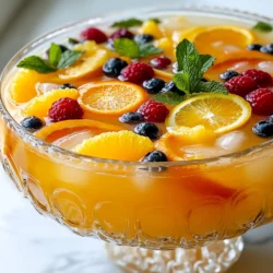 Für einen erfrischenden Moscato Punch brauchst du einfache, frische Zutaten. Hier sind die Hauptzutaten: - 4 Tassen Sprudelwasser - 2 Tassen frisch gepresster Orangensaft - 1 Tasse Ananassaft - 1 Tasse Cranberrysaft Diese Säfte bringen viel Geschmack und Frische. Sprudelwasser sorgt für die spritzige Note. Um den Punsch noch besser zu machen, füge einige weitere Zutaten hinzu: - 1/4 Tasse Honig oder Agavensirup (nach Geschmack) - 1 Zitrone, in Scheiben geschnitten - 1 Orange, in Scheiben geschnitten - 1 Tasse gemischte Beeren (Erdbeeren, Blaubeeren, Himbeeren) - Frische Minzblätter zur Garnitur - Eiswürfel Die Zitrusfrüchte bringen Farbe und ein tolles Aroma. Die Beeren fügen süße und saftige Akzente hinzu. Wenn du eine andere Süße möchtest, probiere diese Optionen: - Agavensirup für einen milden Geschmack - Stevia für eine kalorienarme Wahl - Fruchtsirup für mehr Fruchtgeschmack Mit diesen Alternativen kannst du den Punsch nach deinem Wunsch anpassen. {{ingredient_image_2}} Um die Punschbasis zu machen, nehme eine große Schüssel. Fülle sie mit 4 Tassen Sprudelwasser. Dann füge 2 Tassen frisch gepressten Orangensaft hinzu. Gieße 1 Tasse Ananassaft und 1 Tasse Cranberrysaft dazu. Rühre alles gut um, bis die Säfte gut vermischt sind. Dieser Mix bringt fruchtige Frische in deinen Punsch. Jetzt kommt der süße Teil. Füge 1/4 Tasse Honig oder Agavensirup hinzu. Rühre, bis die Süße sich komplett auflöst. Probiere den Punsch und passe die Süße nach deinem Geschmack an. Du kannst mehr Honig oder Agavensirup hinzufügen, wenn du es süßer magst. Für das schöne Aussehen schneide eine Zitrone und eine Orange in Scheiben. Gib die Scheiben und 1 Tasse gemischte Beeren in die Schüssel. Diese Früchte machen den Punsch bunt und einladend. Fülle die Schüssel mit Eiswürfeln, um den Punsch kühl zu halten. Vor dem Servieren garniere mit frischen Minzblättern. So sieht dein Punsch lecker und frisch aus! Fülle den Punsch in Gläser mit Eis und genieße die Erfrischung. Um deinen Moscato Punch besonders frisch zu machen, nutze viel Eis. Eiswürfel halten den Punsch kühl. Du kannst auch gefrorene Früchte verwenden. Sie wirken wie Eis und geben zusätzlichen Geschmack. Mische frische Minze unter den Punsch. Das bringt ein tolles Aroma. Der Moscato Punch passt gut zu verschiedenen Snacks. Probiere Chips oder Nachos mit Guacamole. Auch Käseplatten sind eine gute Wahl. Für eine süße Note sind Kekse oder Obstspieße toll. So hat jeder Gast etwas Leckeres. Plane deinen Punsch im Voraus. Bereite die Säfte und Früchte einen Tag vorher vor. Das spart Zeit. Stelle sicher, dass du genug Gläser hast. Fülle die Gläser kurz vor dem Servieren mit Eis. So bleibt alles frisch und lecker. Pro Tips Frische Säfte verwenden: Für den besten Geschmack ist es empfehlenswert, frisch gepresste Säfte zu verwenden, anstatt sie aus dem Supermarkt zu kaufen. Das bringt mehr Aroma und Nährstoffe in den Punsch. Süße anpassen: Beginnen Sie mit weniger Honig oder Agavensirup und fügen Sie nach Geschmack mehr hinzu. So können Sie die Süße perfekt an Ihre Vorlieben anpassen. Früchte variieren: Experimentieren Sie mit verschiedenen Früchten wie Kiwis, Pfirsichen oder Trauben, um dem Punsch eine neue Note zu verleihen und die Aromen zu variieren. Servieren mit Stil: Servieren Sie den Punsch in schönen Gläsern mit frischen Minzblättern und einer Zitrone oder Orange am Rand für eine ansprechende Präsentation. {{image_4}} Moscato Punch kann auch ohne Alkohol sein. Für eine alkoholfreie Version benutze einfach die gleichen Säfte. Füge sprudelndes Wasser oder Limonade hinzu. Das macht das Getränk spritzig und frisch. Diese Variante ist perfekt für Kinder oder Menschen, die keinen Alkohol trinken. Die Fruchtwahl kann den Punch verändern. Im Sommer verwende frische Erdbeeren und Wassermelone. Im Herbst probiere Äpfel und Birnen. Im Winter sind Granatäpfel und Mandarinen eine tolle Wahl. Im Frühling kannst du mit Kiwi und Ananas experimentieren. Jede Saison bringt neue Geschmäcker in dein Getränk. Um den Punch interessanter zu machen, füge verschiedene Aromen hinzu. Ein Spritzer Limettensaft kann die Frische erhöhen. Ingwer oder Zimt geben einen warmen Geschmack. Minze verstärkt die Frische. Du kannst auch Aromasirup wie Vanille oder Lavendel verwenden. Diese Optionen machen deinen Moscato Punch einzigartig und lecker. Lagere deinen Moscato Punch im Kühlschrank. Die Kälte hält den Punsch frisch. Verwende einen luftdichten Behälter. So bleibt der Geschmack lange erhalten. Der Punsch ist bis zu zwei Tage haltbar. Nach 24 Stunden kann die Frische nachlassen. Die Früchte können matschig werden. Das Sprudelwasser verliert seinen Effekt. Fülle den Punsch vor dem Servieren mit frischen Eiswürfeln auf. Du kannst auch frische Früchte hinzufügen. So sieht dein Punsch immer einladend aus. Wenn der Punsch trüb wird, rühre ihn gut um. Verwende frische Minzblätter für das Aroma. Ja, du kannst andere Weinsorten verwenden. Probiere Riesling oder Prosecco. Diese Weine bringen einen eigenen Geschmack. Die Süße und die Frische bleiben so erhalten. Achte darauf, dass der Wein leicht ist. So passt er gut zu den Fruchtsäften. Das Rezept ergibt 6 bis 8 Portionen. Du kannst die Menge leicht anpassen. Wenn du mehr Gäste hast, verdopple die Zutaten. So bleibt der Punsch für alle genug. Ein großer Krug macht immer Eindruck auf Partys. Serviere den Punsch gut gekühlt. Er eignet sich perfekt für warme Tage. Auch bei Feiern oder Grillabenden ist er beliebt. Du kannst ihn auch zum Brunch anbieten. Der frische Geschmack passt gut zu vielen Speisen. Moscato Punch ist ein einfacher, aber leckerer Drink. Wir haben die besten Zutaten und Variationen besprochen. Du lernst, wie du deinen Punsch zubereitest und anpasst. Auch Lagerung und gleichmäßiger Service sind wichtig. Denke daran, dass frische Zutaten und kreative Kombinationen Spaß machen. Probiere verschiedene Fruchtvariationen für jede Saison. Mit diesen Tipps wird dein Moscato Punch ein Hit auf jeder Party!