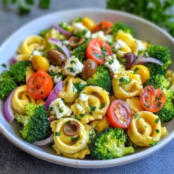 - 340 g Käse-Tortellini - 2 Tassen Brokkoliröschen - 1 Tasse Kirschtomaten, halbiert Die Hauptzutaten sind die Basis für diesen leckeren Salat. Die Käse-Tortellini sorgen für einen herzhaften Geschmack. Brokkoli bringt eine knackige Textur und viele Nährstoffe. Kirschtomaten fügen eine süße Note hinzu. - 1/2 Tasse rote Zwiebel, dünn geschnitten - 1/2 Tasse Kalamata-Oliven, entsteint und in Scheiben geschnitten - 1/4 Tasse Feta-Käse, zerbröckelt Die roten Zwiebeln geben einen tollen Biss und Geschmack. Kalamata-Oliven bringen einen salzigen Kick. Der Feta-Käse rundet das Ganze mit seiner Cremigkeit ab. Diese Zutaten machen den Salat besonders lecker. - 1/4 Tasse Olivenöl - 2 Esslöffel Zitronensaft - 1 Teelöffel getrockneter Oregano - Salz und Pfeffer nach Geschmack Für das Dressing brauchen wir einfaches, aber schmackhaftes Olivenöl. Zitronensaft bringt Frische und Säure. Oregano fügt einen aromatischen Geschmack hinzu. Salz und Pfeffer sorgen für die richtige Würze. Dieses Dressing verbindet alles perfekt. {{ingredient_image_2}} - Bringen Sie einen großen Topf mit gesalzenem Wasser zum Kochen. - Kochen Sie die Käse-Tortellini nach den Anweisungen auf der Packung, bis sie al dente sind. - Fügen Sie in den letzten 2 Minuten die Brokkoliröschen hinzu, um sie leicht zu blanchieren. - Gießen Sie die Tortellini und den Brokkoli ab. - Spülen Sie beide unter kaltem Wasser ab, damit das Kochen stoppt. - Geben Sie die abgetropften Tortellini und den Brokkoli in eine große Schüssel. - Mischen Sie die frischen Zutaten wie Kirschtomaten, rote Zwiebel, Kalamata-Oliven und Feta-Käse hinzu. - In einer kleinen Schüssel verquirlen Sie das Olivenöl, Zitronensaft, Oregano, Salz und Pfeffer. - Gießen Sie das Dressing über den Salat und mischen Sie alles vorsichtig. - Lassen Sie den Salat etwa 10 Minuten ruhen, damit sich die Aromen gut verbinden. - Für einen kühleren Salat stellen Sie ihn in den Kühlschrank. - Vor dem Servieren, mischen Sie den Salat erneut und garnieren Sie ihn mit frischer Petersilie. Um die Tortellini perfekt zu kochen, sollte man sie al dente zubereiten. Das bedeutet, sie sind weich, aber noch bissfest. So bleibt die Textur gut. Kochen Sie die Tortellini einfach nach der Anleitung auf der Verpackung. Fügen Sie die Brokkoliröschen in den letzten zwei Minuten hinzu. So garen sie perfekt und bleiben knackig. Gießen Sie alles ab und spülen Sie es mit kaltem Wasser ab. Das stoppt den Kochprozess und verhindert Überkochen. Frische Kräuter machen den Salat lebendig. Petersilie ist eine tolle Wahl. Sie bringt Frische und Farbe. Für das Dressing können Sie Variationen ausprobieren. Ein Balsamico-Dressing bringt eine süße Note. Ein Joghurt-Dressing gibt eine cremige Textur. Seien Sie kreativ und finden Sie Ihre Lieblingskombination. Servieren Sie den Salat in einer großen Schüssel. Das sieht einladend aus. Für die Garnierung streuen Sie die gehackte Petersilie darüber. Das macht den Salat farbenfroh. Sie können auch einige ganze Kirschtomaten oben drauflegen. Das wirkt frisch und appetitlich. Denken Sie daran, den Salat vor dem Servieren vorsichtig zu mischen. So verteilt sich das Dressing gleichmäßig. Pro Tipps Die richtige Kochzeit: Achten Sie darauf, die Tortellini al dente zu kochen, damit sie beim Mischen nicht matschig werden. Frische Zutaten: Verwenden Sie frische Kirschtomaten und Brokkoli für den besten Geschmack und die beste Textur. Dressing anpassen: Fühlen Sie sich frei, das Dressing mit zusätzlichen Kräutern oder Gewürzen zu variieren, um den Salat nach Ihrem Geschmack zu personalisieren. Vorbereitung im Voraus: Sie können den Salat bis zu einen Tag im Voraus zubereiten. Lassen Sie ihn im Kühlschrank ziehen, um die Aromen zu intensivieren. {{image_4}} Für eine vegetarische Variante können Sie den Feta-Käse durch andere Käsesorten ersetzen. Ziegenkäse oder Ricotta bieten einen anderen Geschmack. Diese Optionen sind mild und cremig. Sie können auch andere Gemüsearten in den Salat geben. Paprika oder Zucchini fügen Farbe und Crunch hinzu. Karotten oder Erbsen sind ebenfalls gesunde Alternativen. Diese Vielfalt macht den Salat noch bunter und nahrhafter. Wenn Sie glutenfrei essen, suchen Sie nach glutenfreien Tortellini. Diese sind in vielen Geschäften erhältlich. Sie sind aus Reis oder Mais gemacht und schmecken gut. Achten Sie auch auf die anderen Zutaten. Einige Dressings enthalten Gluten. Prüfen Sie die Etiketten, um sicher zu sein, dass alle Zutaten glutenfrei sind. Die Zutaten können je nach Saison variieren. Im Frühling sind frische Erbsen und Spargel toll. Sie bringen neue Aromen und Farben in den Salat. Im Herbst können Sie Kürbiswürfel hinzufügen. Rösten Sie sie leicht für einen süßen Geschmack. Diese saisonalen Zutaten machen das Gericht lebendig und frisch. Um den Brokkoli Tortellini Salat frisch zu halten, lagere ihn im Kühlschrank. Die ideale Temperatur liegt bei 4 Grad Celsius. Du kannst den Salat bis zu drei Tage lang aufbewahren. Achte darauf, ihn in einem luftdichten Behälter zu lagern. So bleibt er knackig und lecker. Um Sumpf zu vermeiden, halte die Zutaten getrennt, wenn du sie lagerst. Das verhindert, dass der Salat matschig wird. Wenn du ihn servierst, mische alles gut durch. Das sorgt für einen frischen Geschmack. Einfrieren ist eine Option, aber der Salat verändert sich. Die Pasta kann weich werden. Wenn du trotzdem einfrieren willst, packe den Salat in einen Gefrierbeutel. Drücke die Luft heraus und verschließe ihn gut. Zum Auftauen lege den Salat über Nacht in den Kühlschrank. So erhältst du den besten Geschmack. Du kannst den Salat auch in der Mikrowelle bei niedriger Temperatur auftauen. Der Brokkoli Tortellini Salat bleibt frisch für drei Tage im Kühlschrank. Achte darauf, wie er aussieht und riecht. Wenn der Salat schleimig oder faulig riecht, ist er nicht mehr gut. Anzeichen für Verderb sind auch verfärbte oder matschige Zutaten. Überprüfe die Kirschtomaten und den Brokkoli gut. Diese können schnell verderben. Halte immer die Augen offen, um einen frischen Salat zu genießen. Du kannst den Brokkoli Tortellini Salat im Kühlschrank bis zu drei Tage aufbewahren. Achte darauf, ihn in einem luftdichten Behälter zu lagern. So bleibt er frisch und lecker. Wenn du ihn länger aufbewahren möchtest, friere die einzelnen Portionen ein. Beim Auftauen solltest du den Salat über Nacht im Kühlschrank lassen. So behält er seinen Geschmack und seine Textur. Ja, du kannst viele andere Gemüse in deinen Salat einfügen. Zum Beispiel passen Paprika, Zucchini oder Erbsen gut dazu. Diese Gemüse bringen mehr Farbe und Geschmack. Du kannst auch Blattgemüse wie Spinat oder Rucola hinzufügen. Das gibt dem Salat eine frische Note. Experimentiere mit deinen Lieblingsgemüsesorten, um den Salat nach deinem Geschmack anzupassen. Ja, dieser Salat ist sehr gesund. Brokkoli enthält viele Vitamine und Mineralstoffe. Er ist reich an Ballaststoffen, die gut für die Verdauung sind. Die Tortellini bringen dir eine Portion Kohlenhydrate, die dir Energie geben. Feta-Käse liefert Protein und gesundes Fett. Die Oliven bieten Antioxidantien. Alles in allem ist dieser Salat eine nahrhafte Wahl, die gut für deinen Körper ist. Der Brokkoli-Tortellini-Salat ist einfach und lecker. Wir haben die Hauptzutaten wie Tortellini, Brokkoli und Kirschtomaten betrachtet. Die richtigen Schritte machen die Zubereitung zum Kinderspiel. Tipp! Al dente ist der Schlüssel für perfekten Biss. Denken Sie an die Variationen und passen Sie den Salat nach Saison oder Vorlieben an. Lagern Sie den Salat gut, um Frische zu erhalten. Mit diesen Tipps gelingt Ihnen der Salat mühelos. Genießen Sie ihn mit Freunden oder Familie!
