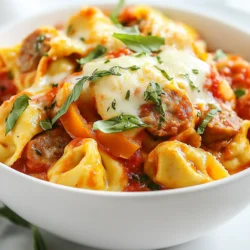 - 450 g italienische Hähnchenwurst - 1 Zwiebel, gewürfelt - 3 Knoblauchzehen, gehackt - 1 Paprika, gewürfelt - 480 ml Marinara-Sauce - 240 ml Gemüsebrühe - 340 g frische Käsetortellini - 240 ml Schlagsahne - Gewürze: Oregano, Basilikum, Salz, Pfeffer - 100 g geriebener Mozzarella-Käse - Frische Basilikumblätter zur Garnitur Für dieses Rezept kommen frische und leckere Zutaten zum Einsatz. Die italienische Hähnchenwurst bringt tollen Geschmack. Sie sorgt für eine herzliche Basis. Die Zwiebel und der Knoblauch fügen Aromen hinzu, die das Gericht lebendig machen. Die Paprika bringt eine schöne Farbe und Süße. Marinara-Sauce und Gemüsebrühe geben Feuchtigkeit. Sie umhüllen die Tortellini und Wurst mit Geschmack. Die frischen Käsetortellini machen das Gericht cremig und sättigend. Die Schlagsahne sorgt für eine reichhaltige Textur. Die Gewürze wie Oregano und Basilikum sind wichtig. Sie bringen die mediterrane Note in jede Schale. Salz und Pfeffer runden alles ab. Der geriebene Mozzarella-Käse wird am Ende untergerührt. Er schmilzt und macht das Gericht noch köstlicher. Frische Basilikumblätter sind das i-Tüpfelchen. Sie bringen Farbe und Duft. Mit diesen Zutaten wird dein Slow Cooker Käse Tortellini und Wurst zu einem echten Genuss! {{ingredient_image_2}} Beginne mit der Hähnchenwurst. Ich erhitze eine große Pfanne bei mittlerer Temperatur. Nach ein paar Minuten brate ich die Wurst an, bis sie braun ist. Dabei zerbrichst du sie mit einem Löffel in kleine Stücke. Dies dauert etwa 5 bis 7 Minuten. Wenn du Fett siehst, gieße es einfach ab. Während die Wurst brät, würfle die Zwiebel, hacke den Knoblauch und schneide die Paprika. Diese frischen Zutaten bringen viel Geschmack in unser Gericht. Jetzt sind wir bereit für den Slow Cooker. Übertrage die angebratene Wurst in den Slow Cooker. Füge die gewürfelte Zwiebel, den gehackten Knoblauch und die Paprika hinzu. Gieße die Marinara-Sauce und die Gemüsebrühe darüber. Rühre den Oregano und das Basilikum ein. Vergiss nicht, mit Salz und Pfeffer zu würzen. Decke den Slow Cooker ab. Stelle ihn auf niedrige Stufe für 4 Stunden oder auf hohe Stufe für 2 Stunden. Die Aromen werden sich wunderbar vermischen. Nach der Garzeit fügst du die frischen Tortellini und die Schlagsahne hinzu. Rühre alles vorsichtig um, damit die Tortellini gut verteilt sind. Decke den Slow Cooker wieder ab und lasse es für 30 Minuten auf niedriger Stufe oder 15 Minuten auf hoher Stufe garen. Zum Schluss rührst du den geriebenen Mozzarella-Käse unter. Er schmilzt und macht das Gericht cremig und lecker. Jetzt ist dein Käsegenuss bereit zum Servieren! - Verwendung von frischen Kräutern: Frische Kräuter bringen viel Geschmack. Ich füge oft frisches Basilikum hinzu. Sie können auch Petersilie verwenden. Diese Kräuter heben den Geschmack von Wurst und Tortellini. - Anpassung der Gewürze nach Geschmack: Jeder hat eigene Vorlieben. Schmecken Sie die Mischung ab. Fügen Sie mehr Oregano oder etwas Chili hinzu. So treffen Sie genau Ihren Geschmack. - Richtige Temperatur und Zeitwahl: Kochen Sie das Gericht auf niedriger Stufe für vier Stunden. So werden die Aromen besser. Wenn Sie es eilig haben, können Sie die hohe Stufe verwenden. Das Gericht ist dann nach zwei Stunden bereit. - Anrichten mit frischem Basilikum und zusätzlichem Käse: Servieren Sie das Gericht in großen Schalen. Fügen Sie frische Basilikumblätter oben drauf. Ein zusätzlicher Streu von Mozzarella macht das Gericht noch leckerer. - Serviervorschläge, z.B. mit Knoblauchbrot: Knoblauchbrot passt perfekt dazu. Es ist knusprig und ergänzt die cremige Tortellini. So wird Ihre Mahlzeit komplett. Pro Tipps Hähnchenwurst anbraten: Achte darauf, die Hähnchenwurst gut anzubraten, um den besten Geschmack und eine schöne Textur zu erzielen. Frische Zutaten verwenden: Verwende frische Kräuter und Gemüse für den besten Geschmack und eine ansprechendere Präsentation. Schlagsahne hinzufügen: Für eine cremigere Konsistenz die Schlagsahne kurz vor Ende der Garzeit hinzufügen, damit sie nicht zu stark eingekocht wird. Garnieren: Die fertige Speise mit frischen Basilikumblättern und zusätzlichem Mozzarella-Käse garnieren, um das Gericht noch appetitlicher zu machen. {{image_4}} Wenn du die Wurst ersetzen möchtest, gibt es viele Optionen. Du kannst Gemüse wie Zucchini, Spinat oder Pilze verwenden. Diese Alternativen bringen viel Geschmack. Auch pflanzliche Wurstprodukte sind eine tolle Wahl. Probiere es mit einem guten pflanzlichen Ersatz. So bleibt das Gericht lecker und gesund. Käse ist der Star dieses Gerichts. Du kannst verschiedene Käsesorten ausprobieren. Parmesan gibt dem Gericht eine salzige Note. Cheddar sorgt für einen kräftigen Geschmack. Experimentiere mit Feta oder Ricotta für mehr Vielfalt. Der Käse schmilzt schön und macht alles cremig. So kannst du dein Gericht nach deinem Geschmack anpassen. Um das Gericht perfekt zu machen, wähle passende Beilagen. Ein frischer Salat passt super dazu. Er bringt Frische und Crunch. Knoblauchbrot ist eine weitere tolle Ergänzung. Es ist perfekt, um die leckere Sauce aufzutunken. Denke auch an Gemüsebeilagen, wie gedämpften Brokkoli oder grüne Bohnen. So wird die Mahlzeit bunt und gesund. Bewahre die Reste in einem luftdichten Behälter im Kühlschrank auf. So bleiben die Aromen frisch. Die Reste sind bis zu drei Tage haltbar. Wenn du sie länger aufbewahren möchtest, solltest du sie einfrieren. Um das Gericht einzufrieren, lass es zuerst auf Raumtemperatur abkühlen. Teile die Portionen in luftdichte Behälter oder Gefrierbeutel. Beschrifte die Beutel mit dem Datum. Das Gericht bleibt bis zu drei Monate im Gefrierschrank haltbar. Zum Auftauen lege die Portionen über Nacht in den Kühlschrank. Erwärme die Tortellini und Wurst am besten im Topf. Füge etwas Gemüsebrühe oder Sahne hinzu, um die Textur zu verbessern. Du kannst auch die Mikrowelle nutzen. Stelle die Mikrowelle auf mittlere Hitze und rühre alle paar Minuten um. So bleibt das Gericht saftig und lecker. Die Reste von Käsegenuss Tortellini und Wurst halten sich gut. Im Kühlschrank bleiben sie frisch für 3 bis 4 Tage. Stelle sicher, dass du sie in einem luftdichten Behälter aufbewahrst. So bleibt der Geschmack erhalten. Wenn du die Reste länger aufbewahren möchtest, friere sie ein. Im Gefrierfach halten sie bis zu 3 Monate. Achte darauf, die Portionen gut zu verpacken. So kannst du einfach Portionen entnehmen. Ja, gefrorene Tortellini sind eine gute Option. Du kannst sie direkt in den Slow Cooker geben. Sie brauchen etwas länger zum Kochen, etwa 5 bis 10 Minuten mehr. Achte darauf, die Garzeit im Slow Cooker anzupassen. Das Ergebnis wird dennoch lecker und cremig. Gefrorene Tortellini sind praktisch und sparen Zeit in der Küche. Für dieses Rezept empfehle ich italienische Hähnchenwurst. Sie bringt einen tollen Geschmack. Du kannst auch andere Wurstsorten ausprobieren. Zum Beispiel sind Bratwürste oder italienische Salsiccia ebenfalls köstlich. Achte darauf, die Wurst vorher anzubraten. So erhältst du eine schöne Bräunung und zusätzlichen Geschmack. Wähle die Wurst, die dir am besten gefällt! Dieses Rezept bietet eine leckere Mischung aus frischen Zutaten und aromatischen Gewürzen. Wir haben italienische Hähnchenwurst, kräftige Marinara-Sauce und zarte Tortellini vereint. Die Zubereitung im Slow Cooker macht es einfach. Vergessen Sie nicht, mit frischen Kräutern zu garnieren! Für Variation können Sie auch vegetarische Optionen ausprobieren. Mit diesen Tipps und Tricks wird das Gericht noch besser. Genießen Sie Ihr Mahl und teilen Sie es mit Freunden!