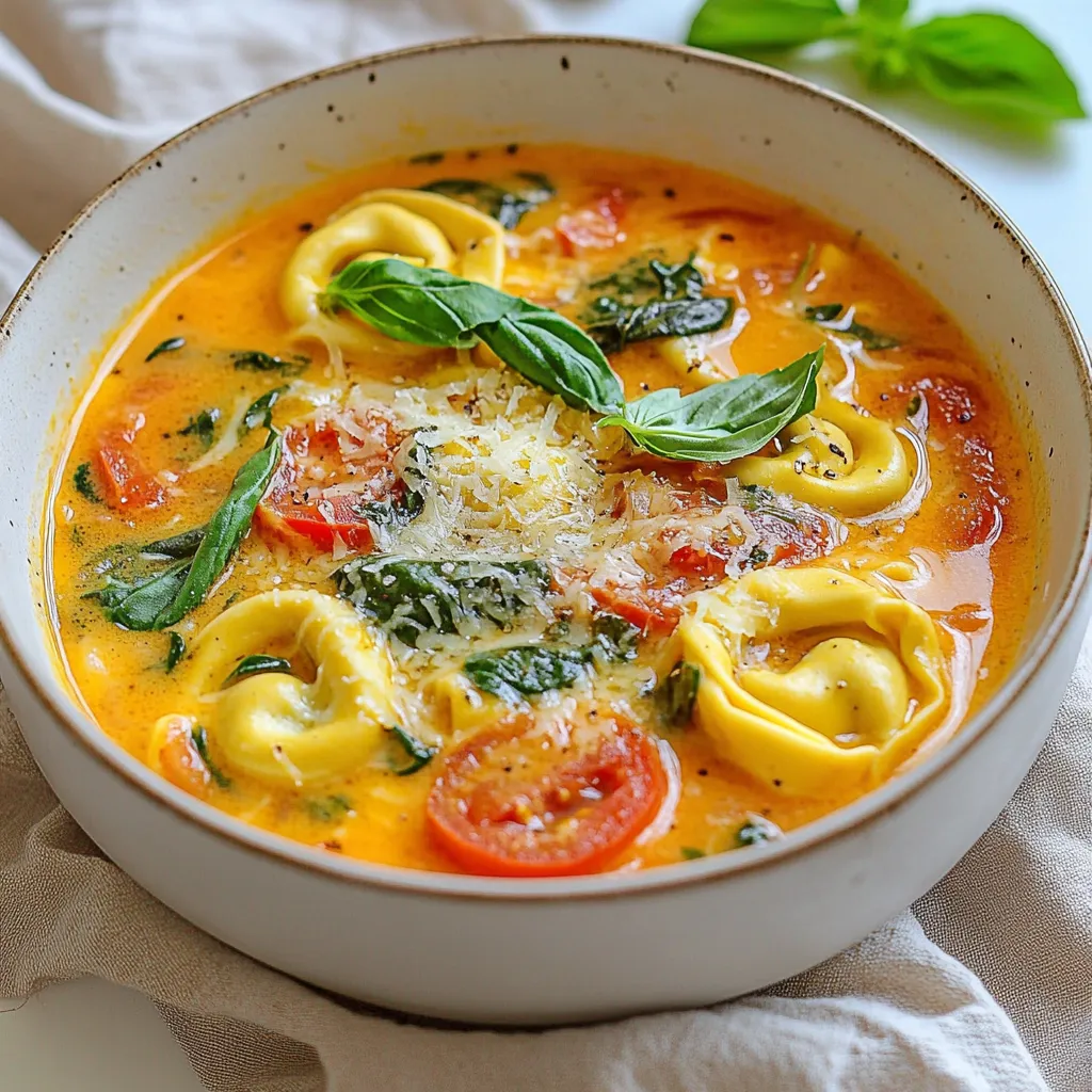 Für die cremige toskanische Tortellini-Suppe brauchst du: - 1 Esslöffel Olivenöl - 1 mittelgroße Zwiebel, gewürfelt - 2 Knoblauchzehen, fein gehackt - 750 ml Gemüsebrühe - 1 Dose (400 g) gewürfelte Tomaten, un drained - 240 ml Schlagsahne - 1 Packung (250 g) frische Käsereis-Tortellini - 2 Tassen frischer Spinat, grob gehackt Diese Zutaten bilden die Basis für eine reichhaltige und schmackhafte Suppe. Die Kombination von frischem Spinat und Käsereis-Tortellini sorgt für einen tollen Geschmack. Die Suppe braucht auch die richtigen Gewürze, um lecker zu sein. Verwende: - 1 Teelöffel getrockneter Basilikum - 1 Teelöffel getrockneter Oregano - Salz und Pfeffer nach Geschmack Diese Gewürze bringen das Aroma der Toskana in deine Küche. Sie geben der Suppe eine herzhafte Note. Basilikum und Oregano sind klassisch und passen perfekt zu den anderen Zutaten. Das Servieren macht die Suppe noch besser. Ich empfehle: - Geriebenen Parmesan zum Servieren - Frische Basilikumblätter zur Garnitur Der Parmesan schmilzt leicht und gibt einen tollen Geschmack. Die frischen Basilikumblätter sehen nicht nur schön aus, sie bringen auch Frische. Diese Details machen das Essen zu einem besonderen Erlebnis. {{ingredient_image_2}} Erhitze einen großen Topf bei mittlerer Hitze. Gib das Olivenöl hinein. Füge die gewürfelte Zwiebel hinzu. Brate die Zwiebel für etwa fünf Minuten. Sie sollte glasig und weich sein. Danach kommt der gehackte Knoblauch dazu. Brate ihn eine weitere Minute. Der Knoblauch gibt einen tollen Duft ab. Gieße die Gemüsebrühe in den Topf. Füge die Dose mit gewürfelten Tomaten hinzu. Stelle sicher, dass du die Flüssigkeit mit hineingibst. Rühre alles gut um. Lass die Mischung zum sanften Köcheln bringen. Dies dauert etwa fünf bis zehn Minuten. So können sich die Aromen gut entfalten. Nun ist es Zeit für die Sahne. Gieße die Schlagsahne langsam in die Suppe. Rühre dabei gut um. Danach kommen die frischen Käsereis-Tortellini in den Topf. Koche sie nach Packungsanleitung. In der Regel dauert dies etwa fünf bis sieben Minuten. Die Tortellini sollten al dente sein. Jetzt fügst du den grob gehackten Spinat hinzu. Rühre gut um, bis der Spinat verwelkt. Dies dauert etwa zwei bis drei Minuten. Dann kannst du die Suppe mit Salz und Pfeffer abschmecken. Schmecke sie nach deinem Wunsch ab. So wird die Suppe perfekt für dich! Frische Zutaten sind der Schlüssel für den besten Geschmack. Wenn du frische Zwiebeln und Knoblauch verwendest, wird die Suppe viel aromatischer. Auch frischer Spinat macht einen großen Unterschied. Er gibt der Suppe nicht nur Farbe, sondern auch einen tollen Geschmack. Frische Käsereis-Tortellini sind ebenfalls wichtig. Sie sorgen für eine zarte Textur und intensiven Käsegeschmack. Du kannst die Konsistenz der Suppe leicht ändern. Für eine cremigere Suppe füge mehr Schlagsahne hinzu. Rühre sie gut ein, damit sie sich gleichmäßig verteilt. Wenn du eine dünnere Suppe magst, gib mehr Gemüsebrühe hinzu. Achte darauf, die Brühe nach und nach hinzuzufügen, bis die gewünschte Konsistenz erreicht ist. Experimentiere mit verschiedenen Gewürzen! Neben Basilikum und Oregano kannst du auch Thymian oder Rosmarin verwenden. Diese Kräuter bringen neue Aromen in die Suppe. Wenn du etwas Schärfe magst, füge eine Prise rote Pfefferflocken hinzu. Diese kleinen Änderungen können die Suppe ganz anders wirken lassen. Vertrauen in deine Gewürze ist der Schlüssel zu einem tollen Gericht! Pro Tipps Saisonale Zutaten verwenden: Nutzen Sie frische, saisonale Zutaten für den besten Geschmack und Nährwert Ihrer Suppe. Vegetarische Optionen: Für eine vegane Variante können Sie die Schlagsahne durch Kokosmilch oder eine pflanzliche Sahnealternative ersetzen. Zusätzliche Aromen: Experimentieren Sie mit zusätzlichen Gewürzen wie roten Pfefferflocken oder frisch geriebenem Muskatnuss für mehr Geschmack. Resteverwertung: Diese Suppe lässt sich hervorragend aufbewahren und schmeckt am nächsten Tag oft noch besser – perfekt für die Resteverwertung! {{image_4}} Wenn du eine pflanzliche Suppe machen möchtest, gibt es viele tolle Alternativen. Du kannst die Schlagsahne durch Kokosmilch ersetzen. Sie macht die Suppe cremig und gibt einen neuen Geschmack. Statt der Käsereis-Tortellini, greife zu Gemüse-Tortellini. Diese fügen noch mehr Farbe und Geschmack hinzu. Für eine proteinreiche Suppe kannst du Hähnchen oder Würstchen hinzufügen. Koche zuerst das Hähnchen in der Brühe, bevor du die anderen Zutaten hinzufügst. Wenn du Würstchen verwenden willst, schneide sie in kleine Stücke und brate sie an. Füge sie dann in die Suppe, wenn du die Tortellini hinzufügst. So bekommst du einen herzhaften Biss. Es macht Spaß, mit verschiedenen Tortellini zu experimentieren. Du kannst Ricotta-, Spinat- oder sogar Pilz-Tortellini ausprobieren. Diese verschiedenen Füllungen bringen neue Aromen in die Suppe. Wähle die Füllung, die dir am besten gefällt, und genieße den Unterschied! Die cremige toskanische Tortellini-Suppe bleibt frisch im Kühlschrank. Sie ist bis zu drei Tage haltbar. Achte darauf, sie in einem luftdichten Behälter zu lagern. So bleibt der Geschmack erhalten und die Suppe verdirbt nicht schnell. Wenn du die Suppe länger aufbewahren möchtest, kannst du sie einfrieren. Fülle die abgekühlte Suppe in einen gefrierfesten Behälter oder in Gefrierbeutel. So bleibt sie bis zu drei Monate frisch. Um die Suppe aufzutauen, lege sie über Nacht in den Kühlschrank. Erwärme sie dann langsam auf dem Herd, bis sie heiß ist. Rühre gut um, um die Konsistenz zu verbessern. Du kannst viele Zutaten im Voraus vorbereiten. Schneide die Zwiebel und den Knoblauch und lagere sie im Kühlschrank. Auch die Brühe kannst du schon vorbereiten. So sparst du Zeit, wenn du die Suppe kochen möchtest. Du kannst sogar die Tortellini vorkochen und später hinzufügen. Um die Suppe vegan zu machen, ersetze die Schlagsahne mit einer pflanzlichen Alternative. Kokosmilch oder Cashewcreme sind gute Optionen. Verwende auch vegane Tortellini, die ohne Käse sind. Gemüsebrühe sollte immer vegan sein. Achte darauf, dass auch die Gewürze ohne tierische Produkte sind. Zu dieser Suppe passen viele Beilagen. Ein frisches Baguette ist ideal, um die Suppe perfekt zu ergänzen. Auch ein einfacher grüner Salat passt sehr gut. Du kannst auch Croutons für einen knusprigen Biss hinzufügen. Wenn du etwas mehr willst, probiere Bruschetta. Ja, diese Suppe ist sehr flexibel. Du kannst anderes Gemüse hinzufügen. Karotten oder Zucchini bieten tolle Farben und Aromen. Auch Hülsenfrüchte wie Kichererbsen sind eine gute Ergänzung für mehr Protein. Experimentiere mit verschiedenen Kräutern, um den Geschmack zu verändern. Die cremige toskanische Tortellini-Suppe ist körperlich und geschmacklich ein Genuss. Wir haben die Hauptzutaten wie Olivenöl und Zwiebeln sowie Gewürze wie Basilikum und Oregano behandelt. Die Schritt-für-Schritt-Anleitung macht die Zubereitung leicht und schnell. Unsere Tipps helfen, die beste Konsistenz zu finden und Variationen zu erkunden. Denken Sie daran, frische Zutaten zu nutzen und gerne mit den Aromen zu spielen. Genießen Sie Ihre Suppe frisch oder eingefroren!