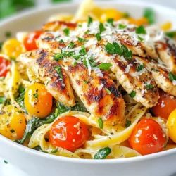 Für die cremige Cajun-Hühnchen-Pasta benötigen Sie folgende Zutaten: - 2 Hähnchenbrustfilets, ohne Knochen und Haut - 225 g Fettuccine-Nudeln - 1 Esslöffel Cajun-Gewürzmischung - 2 Esslöffel Olivenöl - 1 kleine Zwiebel, fein gehackt - 3 Knoblauchzehen, gehackt - 240 ml Schlagsahne - 240 ml Hühnerbrühe - 150 g Kirschtomaten, halbiert - 150 g frischer Spinat - Salz und Pfeffer nach Geschmack - Geriebener Parmesan zum Servieren - Frisch gehackte Petersilie zum Garnieren Wählen Sie frische Hähnchenbrustfilets für einen saftigen Biss. Achten Sie darauf, dass die Fettuccine-Nudeln von hoher Qualität sind. Diese sorgen für die beste Textur. Verwenden Sie frische Kräuter und Gemüse. Sie bringen den besten Geschmack. Cajun-Gewürz ist wichtig. Es gibt der Pasta ihren einzigartigen Pfiff. Kaufen Sie es am besten in einem Gewürzgeschäft. Dort finden Sie oft die frischesten Mischungen. Die Hauptallergene in diesem Rezept sind Milchprodukte und Gluten. Für eine glutenfreie Option nutzen Sie glutenfreie Pasta. Wenn Sie laktoseintolerant sind, ersetzen Sie die Schlagsahne durch eine pflanzliche Sahne. Auch die Hühnerbrühe kann durch Gemüsebrühe ersetzt werden. So bleibt das Gericht lecker. Achten Sie immer auf die Zutatenlabel. Dies hilft, Allergene zu vermeiden. {{ingredient_image_2}} Um die Fettuccine perfekt zu kochen, koche zuerst einen großen Topf Wasser. Füge eine Prise Salz hinzu. Das Salz gibt den Nudeln Geschmack. Lasse das Wasser sprudeln und gib dann die Fettuccine hinein. Koche sie gemäß der Packungsanweisung, bis sie al dente sind. Das bedeutet, sie sollten noch einen leichten Biss haben. Gieße die Nudeln ab und stelle sie beiseite. So einfach ist das! Wähle zwei Hähnchenbrustfilets ohne Knochen und Haut. Würze sie auf beiden Seiten mit Cajun-Gewürz, Salz und Pfeffer. Erhitze in einer großen Pfanne zwei Esslöffel Olivenöl. Sobald das Öl heiß ist, lege die Hähnchenbrustfilets hinein. Brate sie etwa 6-7 Minuten pro Seite. Sie sind fertig, wenn sie goldbraun und durchgegart sind. Nimm die Hähnchen aus der Pfanne und lasse sie kurz ruhen. Dann schneide sie in dünne Scheiben. In der gleichen Pfanne, in der du das Hähnchen gebraten hast, füge eine kleine, fein gehackte Zwiebel hinzu. Brate sie für 2-3 Minuten, bis sie weich und durchsichtig ist. Dann füge drei gehackte Knoblauchzehen hinzu. Koche eine weitere Minute, bis der Knoblauch duftet. Gieße dann 240 ml Hühnerbrühe in die Pfanne. Kratze die Reste vom Boden der Pfanne ab. Lass die Brühe 2 Minuten köcheln. Reduziere die Hitze und rühre 240 ml Schlagsahne ein. Jetzt kommen die halbierten Kirschtomaten und der frische Spinat hinzu. Koche alles, bis der Spinat verwelkt und die Tomaten weich sind. Mische dann die gekochten Fettuccine und die Hähnchenstücke unter. Schmecke das Gericht mit Salz und Pfeffer ab. Serviere es warm, bestreut mit geriebenem Parmesan und frisch gehackter Petersilie. Um die Soße perfekt cremig zu machen, benutze frische Schlagsahne. Diese macht die Soße reichhaltig und glatt. Achte darauf, die Hitze niedrig zu halten, wenn du die Sahne hinzufügst. Das verhindert, dass sie gerinnt. Wenn die Soße zu dick wird, füge etwas Hühnerbrühe hinzu. So bleibt sie schön flüssig und gut zu vermischen. Die Cajun-Gewürzmischung bringt viel Geschmack. Du kannst sie aber auch anpassen. Füge mehr Paprika oder Cayennepfeffer hinzu, wenn du es schärfer magst. Für eine mildere Variante, nimm weniger Würze. Frische Kräuter wie Thymian oder Oregano können ebenfalls einen neuen Geschmack bringen. Sei kreativ und finde deine perfekte Mischung! Die Präsentation ist wichtig. Verwende große Teller, um die Pasta zu servieren. Lege die Fettuccine zuerst auf den Teller und platziere das Hähnchen darauf. Bestreue die Pasta mit frisch geriebenem Parmesan und gehackter Petersilie. Dies sorgt für ein schönes Farbspiel. Serviere die Pasta warm, damit sie am besten schmeckt. Pro Tipps Hähnchen marinieren: Lassen Sie das Hähnchen mindestens 30 Minuten in der Cajun-Gewürzmischung marinieren, um den Geschmack zu intensivieren. Pasta al dente kochen: Achten Sie darauf, die Fettuccine al dente zu kochen, damit sie beim Mischen mit der Sauce nicht zu weich werden. Frische Zutaten verwenden: Verwenden Sie frischen Spinat und reife Kirschtomaten für das beste Aroma und die besten Nährstoffe. Parmesan frisch reiben: Reiben Sie den Parmesan frisch über die fertige Pasta, um ein intensiveres Geschmackserlebnis zu erzielen. {{image_4}} Für eine vegetarische Cajun-Pasta tauschen Sie das Hähnchen gegen Tofu oder Tempeh aus. Schneiden Sie den Tofu in Würfel und braten Sie ihn goldbraun. Fügen Sie dann die Cajun-Gewürzmischung hinzu. Verwenden Sie auch mehr Gemüse, um den Geschmack zu verstärken. Paprika, Zucchini oder Auberginen passen gut dazu. Diese Variante ist einfach und lecker. Wenn Sie mehr Protein möchten, probieren Sie Garnelen oder Lachs. Garnelen kochen schnell und passen gut zur Sauce. Braten Sie sie in der Pfanne, bis sie rosa und zart sind. Für Lachs können Sie die Filets auf der Hautseite braten. Beide Optionen machen das Gericht noch reichhaltiger und schmackhafter. Sie können auch andere Gemüsesorten verwenden, um Abwechslung zu schaffen. Brokkoli, Erbsen oder Karotten sind tolle Optionen. Dämpfen oder braten Sie das Gemüse, bevor Sie es hinzufügen. Die Farben und Texturen bereichern das Gericht. Experimentieren Sie mit Ihrem Lieblingsgemüse für neue Geschmäcker. Wenn du Reste von deiner cremigen Cajun-Hühnchen-Pasta hast, bewahre sie in einem luftdichten Behälter auf. So bleiben die Aromen frisch. Lass die Pasta zuerst abkühlen, bevor du sie in den Kühlschrank stellst. Du kannst die Reste bis zu drei Tage lang genießen. Du kannst die Pasta auch einfrieren, wenn du mehr als du brauchst gekocht hast. Teile die Pasta in Portionen auf und lege sie in gefriergeeignete Behälter. Achte darauf, dass die Behälter gut verschlossen sind. Zum Auftauen, lasse die Pasta über Nacht im Kühlschrank. Du kannst sie dann in der Mikrowelle oder auf dem Herd erwärmen. Im Kühlschrank bleibt die Pasta frisch bis zu drei Tage. Überprüfe immer auf Anzeichen von Verderb, wie einen unangenehmen Geruch oder eine veränderte Textur. Wenn alles gut aussieht, kannst du deine Reste mit gutem Gewissen genießen! Um die Cajun-Gewürzmischung selbst zu machen, mische einfach folgende Gewürze: - 1 Teelöffel Paprika - 1 Teelöffel Zwiebelpulver - 1 Teelöffel Knoblauchpulver - 1 Teelöffel schwarzer Pfeffer - 1 Teelöffel Cayennepfeffer - 1 Teelöffel Oregano - 1 Teelöffel Thymian Mische alles gut in einer Schüssel. Diese Mischung bringt viel Geschmack in dein Gericht. Ja, du kannst die Sahne durch verschiedene Alternativen ersetzen. Zum Beispiel: - Griechischer Joghurt für eine cremige Textur. - Kokosmilch für einen leichten, süßen Geschmack. - Milch mit etwas Mehl für eine leichtere Soße. Diese Optionen geben dir eine tolle, cremige Soße ohne die Kalorien der Schlagsahne. Zu dieser Pasta passen viele Beilagen. Hier sind einige Ideen: - Ein frischer grüner Salat mit Zitronendressing. - Knoblauchbrot, um die Soße aufzutunken. - Gedünstetes Gemüse wie Brokkoli oder Zucchini. Diese Beilagen ergänzen die Aromen der Pasta und machen das Essen noch besser. Diese Anleitung hat Ihnen gezeigt, welche Zutaten Sie für Cajun-Pasta brauchen. Ich habe Tipps zur Auswahl und Verarbeitung gegeben. Außerdem habe ich Alternativen für Allergiker beschrieben. Die Schritt-für-Schritt-Anleitung zum Kochen ist klar und einfach. Tipps für die beste Soße und Variationen sind ebenfalls enthalten. Denken Sie daran, dass Cajun-Pasta auch für Vegetarier Spaß macht. Bewahren Sie Reste richtig auf, um sie später zu genießen. Mit diesen Infos gelingt Ihr Gericht garantiert!
