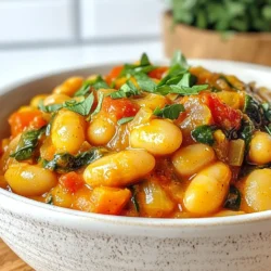 - 2 Tassen Butterbohnen (aus der Dose oder selbst gekocht) - 1 Esslöffel Olivenöl - 4 Knoblauchzehen, fein gehackt - 1 kleine Zwiebel, fein gewürfelt Butterbohnen sind die Hauptzutat. Sie sind cremig und lecker. Du kannst sie aus der Dose nehmen oder selbst kochen. Olivenöl bringt einen feinen Geschmack. Knoblauch und Zwiebel geben Aroma und Tiefe. Ich liebe, wie sie zusammenarbeiten. - 1 Teelöffel geräucherte Paprika - 1 Teelöffel Kreuzkümmel - 1 Teelöffel getrockneter Oregano Die Gewürze machen das Gericht besonders. Geräucherte Paprika fügt einen rauchigen Geschmack hinzu. Kreuzkümmel bringt Wärme und Tiefe. Oregano rundet alles ab und macht es frisch. Diese Gewürze sind einfach perfekt für Butterbohnen. - 1 Dose gewürfelte Tomaten (397 g) - 1 Tasse Gemüsebrühe - 2 Tassen frischer Spinat Gewürfelte Tomaten sorgen für eine schöne Sauce. Sie bringen Süße und Frische. Die Gemüsebrühe macht das Gericht saftig. Frischer Spinat gibt Farbe und Nährstoffe. Ich liebe, wie er in der warmen Sauce zusammenfällt. {{ingredient_image_2}} - Schneiden Sie die Zwiebel in kleine Stücke. - Hacken Sie den Knoblauch fein. - Würfeln Sie die rote Paprika. - Erhitzen Sie das Olivenöl in einer großen Pfanne. - Fügen Sie die Zwiebel hinzu und braten Sie sie 3-4 Minuten. - Geben Sie den Knoblauch und die Paprika dazu. Braten Sie sie 2-3 Minuten. - Streuen Sie geräucherte Paprika, Kreuzkümmel und Oregano hinein. Rühren Sie gut um. - Gießen Sie die gewürfelten Tomaten und die Brühe in die Pfanne. Rühren Sie alles gut durch. - Fügen Sie die Butterbohnen hinzu und mischen Sie sie vorsichtig. - Lassen Sie die Mischung 10-15 Minuten köcheln. - Heben Sie den frischen Spinat unter und lassen Sie ihn 2-3 Minuten garen. - Schmecken Sie das Gericht mit Salz und Pfeffer ab. - Lassen Sie das Gericht leicht abkühlen, bevor Sie es servieren. Die Kochzeit ist wichtig für die Aromen. Ich empfehle, die Mischung 10 bis 15 Minuten köcheln zu lassen. So können die Gewürze gut einziehen. Wenn die Sauce dicker sein soll, lassen Sie sie länger köcheln. Achten Sie darauf, regelmäßig zu rühren, damit nichts anbrennt. Geräucherte Paprika gibt ein tolles Aroma. Wenn Sie keine haben, verwenden Sie normale Paprika oder Chili. Diese bringen ebenfalls Geschmack. Passen Sie die Gewürze an Ihren persönlichen Geschmack an. Mögen Sie es schärfer? Fügen Sie mehr Kreuzkümmel oder Chili hinzu. Servieren Sie die Butterbohnen in einer rustikalen Schüssel. Das sieht schön aus und macht Appetit. Garnieren Sie mit frisch gehackter Petersilie. Dazu passt knuspriges Brot oder ein frischer Gartensalat. Diese Kombination macht Ihr Gericht zu einer vollständigen Mahlzeit. Pro Tipps Frische Bohnen verwenden: Wenn möglich, nutzen Sie frische Butterbohnen anstelle von Dosenbohnen für einen intensiveren Geschmack und bessere Textur. Gewürze anpassen: Experimentieren Sie mit verschiedenen Gewürzen wie Chili oder Kurkuma, um dem Gericht eine persönliche Note zu verleihen. Gemüsevariationen: Fügen Sie zusätzliches Gemüse wie Zucchini oder Karotten hinzu, um die Nährstoffe zu erhöhen und das Gericht noch farbenfroher zu machen. Vorbereitung im Voraus: Bereiten Sie das Gericht im Voraus zu und lassen Sie es im Kühlschrank ziehen, um die Aromen noch intensiver zu machen. {{image_4}} - Mit anderen Gemüsesorten: Du kannst das Rezept anpassen. Füge Zucchini, Karotten oder Brokkoli hinzu. Diese Gemüsesorten bringen frische Farben und Texturen. Sie sind auch lecker und gesund. - Die Verwendung von anderen Bohnen: Anstelle von Butterbohnen probiere schwarze Bohnen oder Kichererbsen. Diese Bohnen haben unterschiedliche Geschmäcker und machen das Gericht spannend. - Hinzufügen von Feta-Käse: Feta-Käse gibt dem Gericht einen salzigen Kick. Zerbröckle ihn einfach über die fertigen Butterbohnen. Er schmilzt leicht und verbindet sich gut mit den Aromen. - Einbeziehung von Hühnchen oder Wurst: Wenn du mehr Protein möchtest, füge Hühnchen oder Wurst hinzu. Brate sie zuerst in der Pfanne an, dann die Zwiebeln und den Knoblauch. Das gibt dem Gericht mehr Geschmack und Substanz. - Verwendung von Chili oder Cayennepfeffer: Für mehr Schärfe kannst du frischen Chili oder Cayennepfeffer hinzufügen. Das bringt einen tollen Kick. Fange mit einer kleinen Menge an und passe es deinem Geschmack an. - Beilagen für zusätzliche Schärfe: Serviere das Gericht mit scharfer Salsa oder scharfen Chilis. Diese Beilagen ergänzen die Butterbohnen und sorgen für mehr Würze. Das Gericht bleibt im Kühlschrank bis zu 3 Tage frisch. Bewahre es in einem luftdichten Behälter auf. So bleiben die Aromen erhalten. Wenn du die Reste aufbewahrst, lass das Gericht zuerst abkühlen. Um die Butterbohnen einzufrieren, fülle sie in einen gefrierfesten Behälter. Achte darauf, etwas Platz zu lassen, da die Bohnen beim Gefrieren expandieren. Du kannst sie bis zu 3 Monate einfrieren. Zum Wiedervorbereiten, tau das Gericht über Nacht im Kühlschrank auf. Erhitze es dann in einer Pfanne oder Mikrowelle. Du kannst die Reste kreativ nutzen. Mache ein leckeres Burrito mit Tortillas und frischem Gemüse. Oder verwandele die Butterbohnen in eine herzhafte Suppe. Einfach mit etwas Brühe aufkochen und pürieren. Ein weiteres Rezept sind herzhafte Aufläufe. Mische die Bohnen mit Reis und Käse, backe es und genieße! Butterbohnen sind große, cremige Bohnen. Sie haben eine sanfte, buttrige Textur. Diese Bohnen sind reich an Proteinen und Ballaststoffen. Sie sind auch eine gute Quelle für Vitamine. Butterbohnen helfen, den Cholesterinspiegel zu senken. Zudem unterstützen sie die Verdauung. Ihre Vielseitigkeit macht sie ideal für viele Rezepte. Ja, du kannst das Rezept vegan machen! Ersetze das Olivenöl nicht. Verwende Gemüsebrühe ohne tierische Zutaten. Für mehr Geschmack, füge zusätzliches Gemüse hinzu. Zum Beispiel, Karotten oder Sellerie passen gut. Du kannst auch etwas Zitronensaft für Frische hinzufügen. Das Rezept bleibt lecker und erfüllt die vegane Ernährung. Zu Marry Me Butter Beans passen viele Beilagen. Hier sind einige Vorschläge: - Frisches, knuspriges Brot - Ein knackiger Gartensalat - Gegrilltes Gemüse - Reis oder Quinoa - Couscous oder Polenta Diese Beilagen machen dein Essen komplett und lecker! In diesem Blogbeitrag haben wir die Zutaten, Anleitungen und Variationen für Butterbohnen behandelt. Diese Bohnen sind lecker und nahrhaft. Wir schauten uns die perfekten Gewürze und deren Verwendung an. Zudem erhieltst du Tipps zur Aufbewahrung und kreative Ideen für Reste. Denk daran, dein Rezept anzupassen und zu experimentieren. Mit verschiedenen Zutaten machst du das Gericht einzigartig und persönlich. Butterbohnen sind vielseitig und einfach zuzubereiten. Probiere die Varianten aus und finde deine Lieblingsversion!