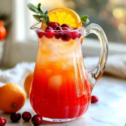 Für diese erfrischende Cranberry-Orange-Mimosa brauchst du nur einige einfache Zutaten: - 1 Tasse Cranberrysaft (100% Saft) - 1 Tasse frisch gepresster Orangensaft - 2 Tassen Sprudelwasser oder Club Soda Diese Zutaten sorgen für den fruchtigen Geschmack. Der Cranberrysaft bringt eine schöne Säure mit. Der Orangensaft fügt Süße hinzu und bringt Farbe. Manchmal mag ich es, eine süßere Note hinzuzufügen. Du kannst 1 Esslöffel Agavendicksaft oder Honig verwenden. Füge es zur Saftmischung hinzu, wenn du möchtest. Rühre gut um, bis sich der Süßstoff vollständig auflöst. So bekommst du den perfekten Geschmack. Eine schöne Garnierung macht viel aus! Ich empfehle, die Gläser mit frischen Cranberries zu dekorieren. Eine Orangenscheibe am Rand sieht toll aus. Minzblätter geben einen frischen Touch. Diese kleinen Details machen deine Mimosa nicht nur lecker, sondern auch schön! {{ingredient_image_2}} Um die Cranberry-Orange-Mimosa zuzubereiten, brauchst du frische Zutaten. Beginne mit einem großen Krug. Mische 1 Tasse Cranberrysaft und 1 Tasse frisch gepressten Orangensaft. Rühre gut, damit sich die Aromen verbinden. Wenn du es süßer magst, füge 1 Esslöffel Agavendicksaft oder Honig hinzu. Rühre weiter, bis sich der Süßstoff gut auflöst. Das Mixen der Säfte ist der wichtigste Schritt. Verwende 100% Cranberrysaft für besten Geschmack. Frisch gepresster Orangensaft bringt die Frische. Beide Säfte zusammen geben eine tolle Balance. Du kannst auch andere Säfte ausprobieren, aber die Kombination ist klassisch. Kurz vor dem Servieren gibst du 2 Tassen Sprudelwasser oder Club Soda in die Saftmischung. Das fügt die spritzige Note hinzu, die jeder liebt. Sei vorsichtig beim Umrühren, damit die Kohlensäure bleibt. Fülle die Gläser dann zur Hälfte mit der Mischung. Garniere sie mit frischen Cranberries, Orangenscheiben und Minzblättern. So wird die Mimosa lebendig und einladend. Um die perfekte Mischung zu finden, probiere das Verhältnis von Saft und Sprudelwasser. Ein gutes Ausgangsverhältnis ist 1:1 für Saft und Sprudelwasser. Wenn du es fruchtiger magst, erhöhe den Saftanteil. Achte darauf, die Säfte gut zu mischen. Das sorgt für einen gleichmäßigen Geschmack in jedem Glas. Du kannst auch den Süßstoff nach deinem Geschmack anpassen. Für mehr Abwechslung kannst du andere Säfte hinzufügen. Probiere Traubensaft oder Ananassaft für neue Aromen. Du kannst auch frische Früchte wie Himbeeren oder Erdbeeren verwenden. Diese geben einen schönen Farbkontrast und mehr Geschmack. Eine Prise Ingwer kann der Mischung einen besonderen Kick geben. Serviere die Cranberry-Orange-Mimosa in hohen Gläsern für einen eleganten Look. Fülle die Gläser zur Hälfte mit der Saftmischung und füge dann das Sprudelwasser hinzu. Garniere jedes Glas mit frischen Cranberries, einer Orangenscheibe und einem Minzzweig. Das sieht nicht nur toll aus, sondern sorgt auch für extra Frische. Bereite alles im Voraus vor, damit du die Feier genießen kannst. Pro Tipps Frischer Saft: Verwende frisch gepressten Orangensaft, um das beste Aroma und die höchste Frische zu erzielen. Süße anpassen: Füge Agavendicksaft oder Honig nach Geschmack hinzu, um die Süße perfekt zu treffen. Kohlensäure erhalten: Gieße das Sprudelwasser oder Club Soda kurz vor dem Servieren hinzu, um die spritzige Textur zu bewahren. Frostige Getränke: Für eine besonders erfrischende Note, serviere die Erfrischung über Eiswürfeln. {{image_4}} Du kannst die Cranberry Orange Mimosa ganz einfach anpassen. Für eine alkoholische Variante füge Sekt oder Prosecco hinzu. Das gibt deinem Drink einen spritzigen Kick. Bei einer alkoholfreien Option bleib einfach bei der Saftmischung. Die fruchtige Kombination ist auch ohne Alkohol sehr lecker. Experimentiere mit verschiedenen Früchten! Du kannst Granatapfelsaft für einen anderen Geschmack nutzen. Auch Ananas- oder Limettensaft passt gut dazu. Frische Früchte wie Himbeeren oder Erdbeeren sind tolle Ergänzungen. Sie geben deinem Drink nicht nur Farbe, sondern auch einen frischen Geschmack. Im Winter kannst du Zimt oder Nelken hinzufügen. Diese Gewürze bringen eine warme Note in dein Getränk. Im Sommer sind frische Minzblätter eine tolle Wahl. Sie sorgen für einen kühlen Geschmack. Probiere es mit verschiedenen Früchten je nach Saison. So bleibt dein Drink immer spannend und frisch! Du hast einige Cranberry-Orange-Mimosas übrig? Kein Problem! Stelle sicher, dass du die Mischung ohne Sprudelwasser aufbewahrst. Fülle sie in einen luftdichten Behälter. So bleibt der Saft frisch. Bewahre ihn im Kühlschrank auf. Er hält sich dort bis zu zwei Tage. Möchtest du Zeit sparen? Bereite die Saftmischung einen Tag vorher vor. Mische den Cranberrysaft und den frisch gepressten Orangensaft. Füge den süßen Sirup hinzu, wenn du magst. Stelle die Mischung in den Kühlschrank. Am Tag des Servierens fügst du das Sprudelwasser hinzu. So bleibt die Spritzigkeit erhalten! Die Haltbarkeit der Zutaten ist wichtig. Cranberrysaft hält sich ungeöffnet bis zu einem Jahr. Einmal geöffnet, bleibt er im Kühlschrank etwa eine Woche frisch. Frisch gepresster Orangensaft hält sich zwei bis drei Tage im Kühlschrank. Achte darauf, die Orangen frisch zu pressen. Sprudelwasser bleibt ungeöffnet lange haltbar. Nach dem Öffnen solltest du es innerhalb von ein paar Tagen trinken. Ein Mimosa besteht aus Saft und Sekt. Der Saft ist meist Orange. Ein Bellini verwendet Pfirsichpüree und Sekt. Beide Getränke sind spritzig und lecker, aber die Hauptzutat macht den Unterschied. Mimosas sind frischer und fruchtiger, während Bellinis süßer sind. Beide sind perfekt für Brunch oder Feiern. Ja, gefrorene Cranberries sind eine gute Option. Sie sind praktisch und leicht zu finden. Wenn du gefrorene Cranberries verwendest, tau sie zuerst auf. Sie geben trotzdem guten Geschmack und Farbe. Frische Cranberries sind ideal, aber gefrorene sind eine tolle Alternative. Für Mimosas wähle einen trockenen Sekt oder Prosecco. Diese Sorten haben die richtige Balance zwischen Süße und Spritzigkeit. Ein trockener Sekt lässt die Fruchtigkeit der Säfte hervorstechen. Du kannst auch einen Cava verwenden. Dieser spanische Sekt passt gut zu den frischen Aromen. Die Cranberry-Orange-Mimosa ist einfach zuzubereiten und passt perfekt zu vielen Anlässen. Ich habe die Hauptzutaten, Süßstoff und Dekorationsvorschläge besprochen. Der Schritt-für-Schritt-Prozess macht es jedem leicht, diese leckere Mischung zu erstellen. Mit meinen Tipps kannst du die perfekte Balance finden und Variationen ausprobieren. Vergiss nicht, die Reste richtig zu lagern! Diese Mimosa bringt Freude und Farbe auf deinen Tisch. Erfreue deine Gäste und genieße jeden Schluck!