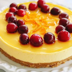 Für diesen leckeren Cheesecake brauchst du folgende Zutaten: - 1 ½ Tassen Graham-Cracker-Brösel - ½ Tasse ungesalzene Butter, geschmolzen - 2 Esslöffel Zucker - 24 oz Frischkäse, weichgemacht - 1 Tasse Zucker - 3 große Eier - 1 Teelöffel Vanilleextrakt - Schale von 1 Orange - 1 Tasse frische Preiselbeeren (oder gefrorene, aufgetaut) - ½ Tasse Sauerrahm - 2 Esslöffel Maisstärke - 1 Esslöffel frischer Orangensaft Diese Zutaten bringen die perfekte Mischung aus Süße und Frische. Du wirst einige Utensilien brauchen, um diesen Cheesecake zuzubereiten: - Eine 23 cm (9 Zoll) Springform - Eine große Rührschüssel - Handmixer oder Schneebesen - Spatel - Messbecher und Löffel - Ofen Diese Utensilien machen das Backen einfach und angenehm. Wähle frische Zutaten für den besten Geschmack. Achte darauf: - Verwende echten Frischkäse ohne Zusatzstoffe. - Kaufe frische Preiselbeeren, wenn möglich. Sie geben den besten Geschmack. - Nimm reife Orangen für die Schale und den Saft. Das sorgt für einen starken Zitrusgeschmack. - Achte auf hochwertige Butter. Sie verbessert die Kruste. Gute Zutaten machen einen großen Unterschied in deinem Cheesecake. {{ingredient_image_2}} Heize deinen Ofen auf 160°C vor. Das ist wichtig für die perfekte Backtemperatur. Nimm eine große Schüssel. Mische darin 1 ½ Tassen Graham-Cracker-Brösel, ½ Tasse geschmolzene Butter und 2 Esslöffel Zucker. Rühre alles gut um. Die Mischung sollte gut verbunden sein. Drücke die Krustenmischung fest auf den Boden einer 23 cm Springform. Backe die Kruste für etwa 10 Minuten. Sie sollte leicht goldbraun sein. Lass sie danach abkühlen, während du die Füllung zubereitest. Nimm eine große Rührschüssel. Schlage 24 oz weichgemachten Frischkäse mit einem Handmixer glatt und cremig. Das dauert etwa 2-3 Minuten. Füge jetzt langsam 1 Tasse Zucker hinzu. Rühre gut um, bis alles gut vermischt ist. Gebe dann die 3 großen Eier nacheinander dazu. Schlage jedes Ei gut ein, bevor du das nächste hinzufügst. Um den Geschmack zu intensivieren, füge 1 Teelöffel Vanilleextrakt, die Schale von 1 Orange, ½ Tasse Sauerrahm, 2 Esslöffel Maisstärke und 1 Esslöffel frischen Orangensaft hinzu. Mische alles gut, bis die Masse glatt ist. Füge vorsichtig 1 Tasse frische Preiselbeeren hinzu. Behalte einige für die Dekoration. Gieße die Füllung gleichmäßig über die abgekühlte Kruste. Glätte die Oberfläche mit einem Spatel. Backe den Cheesecake im vorgeheizten Ofen für 50-60 Minuten. Die Mitte sollte leicht wackeln, aber fest sein. Schalte den Ofen aus. Lass den Cheesecake eine Stunde im Ofen bei leicht geöffneter Tür abkühlen. Nimm ihn dann heraus und kühle ihn mindestens 4 Stunden im Kühlschrank. Am besten ist es, wenn du ihn über Nacht kühlst. Vor dem Servieren garniere den Cheesecake mit den zurückbehaltenen Preiselbeeren. Schneide ihn in Stücke und genieße! Ein häufiger Fehler ist, den Frischkäse nicht weich genug zu machen. Achte darauf, dass er Raumtemperatur hat. So wird die Füllung schön glatt. Ein weiterer Fehler ist, die Preiselbeeren zu stark zu mischen. Falten Sie sie vorsichtig ein, um Klumpen zu vermeiden. Das hilft, die Struktur zu erhalten. Die richtige Textur ist wichtig für einen tollen Cheesecake. Verwende unbedingt 24 oz Frischkäse, um einen reichen, cremigen Geschmack zu bekommen. Die Zugabe von Sauerrahm macht den Cheesecake noch samtiger. Achte zudem darauf, dass die Eier nacheinander gut eingearbeitet werden. So bleibt die Masse luftig und leicht. Die Dekoration ist der letzte Schliff für deinen Cheesecake. Verwende die zurückbehaltenen Preiselbeeren, um schöne Tupfer oben zu setzen. Frisch geschlagene Sahne passt auch gut dazu. Du kannst auch dünne Orangenscheiben für einen frischen Touch verwenden. Diese Dekoration macht den Cheesecake nicht nur lecker, sondern auch schön anzusehen. Pro Tipps Kruste richtig drücken: Stellen Sie sicher, dass die Graham-Cracker-Brösel gut und fest auf den Boden der Springform gedrückt werden, um eine stabilere Kruste zu erhalten. Frischkäse gut vorbereiten: Lassen Sie den Frischkäse vor der Zubereitung auf Raumtemperatur kommen, um ein klumpenfreies und cremiges Ergebnis zu erzielen. Eier langsam einarbeiten: Fügen Sie die Eier nacheinander hinzu und schlagen Sie jedes Ei gründlich ein, um die beste Textur der Füllung zu erreichen. Kühlen für beste Ergebnisse: Lassen Sie den Cheesecake nach dem Backen ausreichend im Kühlschrank kühlen, idealerweise über Nacht, damit sich die Aromen voll entfalten können. {{image_4}} Wenn Sie Abwechslung mögen, versuchen Sie andere Früchte. Himbeeren, Erdbeeren oder sogar Blaubeeren passen gut. Die Frucht fügt einen frischen Geschmack hinzu. Mischen Sie die Früchte in die Füllung. Sie können auch andere Zitrusfrüchte wie Limetten oder Zitronen verwenden. Diese geben dem Cheesecake einen spritzigen Kick. Experimentieren Sie mit verschiedenen Früchten, um Ihren Lieblingsgeschmack zu finden. Für eine vegane Version verwenden Sie pflanzlichen Frischkäse. Statt Eier können Sie Apfelmus oder Leinsamen verwenden. Diese Optionen funktionieren gut in der Füllung. Für glutenfreie Krusten nutzen Sie glutenfreie Kekse. Achten Sie darauf, dass alle Zutaten glutenfrei sind. So können auch glutenempfindliche Menschen genießen. Mini-Cheesecakes sind perfekt für Feiern. Verwenden Sie Muffinförmchen, um kleine Portionen zu backen. Die Backzeit wird kürzer, etwa 20-25 Minuten. Diese kleinen Leckereien sind leicht zu servieren. Sie sind auch toll für Buffets oder als Gastgeschenke. Dekorieren Sie sie mit frischen Preiselbeeren oder einer Fruchtsauce für einen hübschen Look. Um deinen Cranberry Orange Cheesecake frisch zu halten, lagere ihn im Kühlschrank. Decke ihn gut ab, um Gerüche zu vermeiden. Ein guter Tipp ist, Frischhaltefolie oder einen Deckel zu verwenden. So bleibt der Geschmack klar und lecker. Falls du Reste hast, kannst du den Cheesecake einfrieren. Schneide ihn in Stücke, bevor du ihn einfrierst. Wickel jeden Teil fest in Frischhaltefolie und lege sie in einen luftdichten Behälter. So bleibt der Cheesecake bis zu drei Monate frisch. Zum Auftauen lege ihn einfach über Nacht in den Kühlschrank. Der Cheesecake bleibt im Kühlschrank bis zu fünf Tage gut. Er schmeckt am besten, wenn du ihn frisch genießt. Achte darauf, vor dem Servieren die Preiselbeeren hinzuzufügen. So bleibt die Farbe schön und der Geschmack frisch. Der Cheesecake braucht mindestens vier Stunden im Kühlschrank. Ich empfehle, ihn über Nacht zu kühlen. So wird er schön fest und die Aromen können sich entfalten. Wenn du ihn sofort servierst, kann die Textur noch etwas weich sein. Ja, du kannst gefrorene Preiselbeeren verwenden. Achte darauf, sie vorher aufzutauen. Drücke das überschüssige Wasser aus, damit die Füllung nicht zu flüssig wird. Gefrorene Beeren sind eine tolle Option, wenn frische Beeren nicht verfügbar sind. Sie bringen immer noch den frischen Geschmack in deinen Cheesecake. Die Grundzutaten für diesen Cheesecake sind nicht glutenfrei. Die Graham-Cracker-Brösel enthalten Gluten. Du kannst jedoch glutenfreie Kekse verwenden, um die Kruste zu machen. Viele Marken bieten glutenfreie Optionen an. So kannst du einen leckeren glutenfreien Cheesecake genießen. In diesem Blogbeitrag haben wir alles über den Cranberry Orange Cheesecake behandelt. Wir haben die Zutaten, die Schritt-für-Schritt-Anleitung, nützliche Tipps und viele Variationen besprochen. Auch die Lagerungshinweise und häufige Fragen sind wichtig, um dein Ergebnis zu verbessern. Berücksichtige diese Punkte, um deinen Cheesecake wirklich gut hinzubekommen. Es macht Spaß, verschiedene Varianten auszuprobieren. So bleibt der Cheesecake stets ein Genuss, egal zu welchem Anlass.