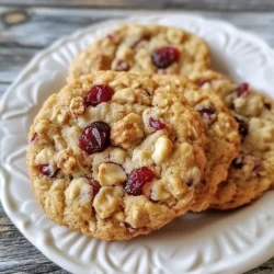 Für die Cranberry Oatmeal Cookies brauchst du folgende Zutaten: - 1 Tasse Haferflocken - 1 Tasse Weizenmehl - 1/2 Tasse brauner Zucker, fest gepackt - 1/2 Tasse weißer Zucker - 1/2 Tasse ungesalzene Butter, weich - 1 großes Ei - 1 Teelöffel Vanilleextrakt - 1/2 Teelöffel Natron - 1/2 Teelöffel Backpulver - 1/4 Teelöffel Salz - 1 Tasse getrocknete Cranberries - 1/2 Tasse gehackte Walnüsse oder Pekannüsse (optional) - 1/4 Teelöffel gemahlener Zimt Du kannst die Kekse nussfrei machen, indem du die Nüsse weglässt. Für eine glutenfreie Version, ersetze das Weizenmehl durch glutenfreies Mehl. Achte darauf, dass deine Haferflocken als glutenfrei gekennzeichnet sind. So bleiben die Kekse für alle genießbar. - Verwende frische, hochwertige Zutaten. Das macht einen großen Unterschied. - Achte darauf, die Butter weich zu nutzen. So lässt sie sich besser vermischen. - Wähle getrocknete Cranberries ohne Zuckerzusatz. Das sorgt für weniger Süße. - Wenn möglich, nutze Bio-Zutaten. Sie sind oft geschmackvoller und gesünder. - Für den besten Geschmack, verwende echten Vanilleextrakt anstelle von Aroma. Mit diesen Zutaten und Tipps hast du die Grundlage für leckere Cranberry Oatmeal Cookies! {{ingredient_image_2}} Heize deinen Ofen auf 175°C vor. Das ist wichtig für die richtige Backzeit. Lege ein Backblech mit Backpapier aus. Das verhindert, dass die Kekse kleben bleiben. Nimm eine große Rührschüssel. Füge die weiche Butter, den braunen Zucker und den weißen Zucker hinzu. Schlage die Mischung kräftig, bis sie hell und fluffig ist. Das gibt den Keksen eine schöne Textur. In einer anderen Schüssel vermenge die Haferflocken, das Weizenmehl, das Natron, das Backpulver, das Salz und den gemahlenen Zimt. Achte darauf, alles gut zu mischen. - Tipps zur Vermeidung von Übermischung: Rühre die trockenen Zutaten nur so lange, bis sie gerade vermischt sind. Zu viel Rühren macht die Kekse hart. Nimm einen Esslöffel und forme kleine Portionen des Teigs. Setze sie mit Abstand auf das Backblech. Die Kekse brauchen Platz, um beim Backen zu wachsen. Backe die Kekse für 10 bis 12 Minuten. Achte darauf, dass die Ränder goldbraun sind. Lass die Kekse nach dem Backen 5 Minuten auf dem Blech abkühlen. Danach lege sie auf ein Kuchengitter zum vollständigen Abkühlen. Um die perfekten Cranberry Oatmeal Cookies zu backen, gibt es einige einfache Tipps. Achte darauf, die Butter weich, aber nicht schmelzend zu verwenden. Das sorgt für die richtige Textur. Auch die Zuckerarten sollten gut vermischt werden. Das gibt den Keksen ihren süßen Geschmack. Mische die trockenen Zutaten in einer separaten Schüssel. So vermeidest du Klumpen. Füge die Cranberries und Nüsse erst am Ende hinzu. So bleibt der Teig gleichmäßig und die Zutaten sind gut verteilt. Backe die Kekse bei 175°C für 10 bis 12 Minuten. Lass sie dann 5 Minuten auf dem Blech abkühlen. So bleiben sie weich und lecker. Ein häufiger Fehler ist, die Kekse zu lange zu backen. Achte darauf, dass die Ränder goldbraun sind. Wenn die Kekse zu dunkel werden, werden sie hart. Ein weiterer Fehler ist das Übermischen des Teigs. Mische nur so lange, bis alles vermengt ist. Zu viel Rühren macht die Kekse zäh. Auch das Weglassen des Salzes kann den Geschmack beeinträchtigen. Nutze immer eine Prise Salz, um die Süße der Kekse zu betonen. Du kannst die Kekse auf verschiedene Weisen anpassen. Füge geschälte Nüsse wie Walnüsse oder Pekannüsse hinzu. Diese geben einen tollen Crunch. Auch Schokoladenstückchen passen gut zu den Cranberries. Wenn du die Kekse etwas würziger magst, kannst du mehr Zimt verwenden. Für einen fruchtigeren Geschmack, füge mehr Cranberries hinzu. So wird jeder Biss noch leckerer. Pro Tipps Butter weich machen: Stellen Sie sicher, dass die Butter bei Zimmertemperatur ist, damit sie sich besser mit den Zuckern vermischen lässt. Haferflocken variieren: Verwenden Sie verschiedene Arten von Haferflocken, wie z.B. zarte oder grobe, um die Textur der Kekse zu verändern. Fruchtige Note: Fügen Sie zusätzlich zu den Cranberries auch gehackte getrocknete Aprikosen oder Rosinen hinzu, um einen interessanten Geschmack zu erzielen. Backzeit im Auge behalten: Überwachen Sie die Kekse gegen Ende der Backzeit, um sicherzustellen, dass sie nicht zu dunkel werden. {{image_4}} Sie können Ihre Cranberry Oatmeal Cookies ganz einfach anpassen. Fügen Sie zum Beispiel getrocknete Aprikosen oder Rosinen hinzu. Diese Früchte geben dem Keks eine süße Note. Auch Schokoladenstückchen machen die Kekse noch leckerer. Für einen nussigen Geschmack sind Mandeln oder Haselnüsse eine tolle Wahl. Experimentieren Sie mit verschiedenen Kombinationen, um Ihren perfekten Keks zu finden. Wenn Sie eine vegane Option möchten, ersetzen Sie die Butter durch Kokosöl oder pflanzliche Margarine. Anstelle des Eies können Sie ein Apfelmus oder einen Chia-Pudding verwenden. Diese Optionen halten die Kekse feucht und lecker. Glutenfreie Haferflocken und Mehl sind ebenfalls erhältlich. So können Sie glutenfreie Cranberry Oatmeal Cookies backen, die genauso gut schmecken. Nutzen Sie saisonale Zutaten, um Ihre Kekse noch spezieller zu machen. Im Herbst können Sie Kürbispüree und Gewürze hinzufügen. Im Winter passen Zimt und Muskatnuss perfekt. Für den Sommer sind frische Beeren wie Himbeeren oder Blaubeeren ideal. Diese Zutaten bringen frische Aromen und Farben in Ihre Kekse. So wird jede Saison zu einem festlichen Back-Erlebnis. Um die Cranberry Oatmeal Cookies frisch zu halten, verwenden Sie einen luftdichten Behälter. Legen Sie ein Stück Brot in den Behälter. Das Brot hilft, die Feuchtigkeit zu halten. Achten Sie darauf, die Kekse vollständig abkühlen zu lassen, bevor Sie sie lagern. Wenn sie warm sind, können sie im Behälter dampfen und weich werden. Diese Kekse sind bei richtiger Lagerung etwa eine Woche haltbar. Sie können die Kekse auch einfrieren. Legen Sie sie in einen gefriergeeigneten Beutel. Drücken Sie die Luft heraus, um Gefrierbrand zu vermeiden. So bleiben sie bis zu drei Monate frisch. Wenn Sie bereit sind zu genießen, lassen Sie die Kekse einfach bei Raumtemperatur auftauen. Servieren Sie die Kekse am besten bei Zimmertemperatur. Sie können auch kurz in der Mikrowelle erwärmt werden. Ein paar Sekunden reichen. So werden sie wieder weich und schmackhaft. Genießen Sie sie mit einem Glas Milch oder einer Tasse Tee für das beste Erlebnis. Die Zubereitung dauert etwa 15 Minuten. Das Backen nimmt weitere 10 bis 12 Minuten in Anspruch. In insgesamt 25 Minuten sind die Cookies fertig. Ja, du kannst frische Cranberries verwenden. Achte jedoch darauf, sie vorher zu hacken. Frische Cranberries sind saftiger, aber auch sauer. Du kannst die Zuckermenge anpassen, um die Säure auszugleichen. Bewahre die Kekse in einer luftdichten Box auf. So bleiben sie frisch und weich. Lagere sie bei Raumtemperatur, fern von Feuchtigkeit. Es ist wichtig, die Kekse nicht im Kühlschrank zu lagern, da sie dort trocken werden können. Cranberry Oatmeal Cookies haben gesunde Zutaten. Haferflocken liefern Ballaststoffe. Getrocknete Cranberries enthalten Antioxidantien. Achte darauf, die Zuckermenge zu reduzieren, um sie etwas gesünder zu machen. Für weichere Kekse backe sie kürzer. Lass sie nach dem Backen etwas dicker. Für knusprige Kekse backe sie länger. Achte darauf, die Ränder goldbraun werden zu lassen. Eure perfektesten Cranberry Oatmeal Cookies warten auf euch. Wir haben die wichtigen Zutaten besprochen und Tipps für gesunde Alternativen gegeben. Ihr habt nun eine klare Anleitung für die Zubereitung. Mit zusätzlichen Tricks gelingt jedes Mal eine neue Überraschung. Lagert die Kekse richtig, um die Frische zu bewahren. Tipps zur Haltbarkeit helfen, sie länger zu genießen. Nutzt unser Wissen für eure Backabenteuer. Experimentiert mit Variationen und macht jedes Rezept einzigartig. Jetzt ist es an der Zeit, eure eigenen Leckerbissen zu kreieren!