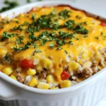 Das Herzstück eines jeden guten Rezeptes sind die Zutaten. Für meinen Cheesy Ground Beef Rice Casserole brauche ich einige einfache und leckere Dinge. Diese Zutaten bringen viel Geschmack. Hier ist, was du brauchst: - 450 g Rinderhackfleisch - 200 g ungekochter Langkornreis - 480 ml Rinderbrühe - 1 Dose (425 g) gewürfelte Tomaten, nicht abgetropft - 150 g Maiskörner (frisch oder gefroren) - 1 mittelgroße Zwiebel, gehackt - 2 Knoblauchzehen, fein gehackt - 1 Teelöffel geräuchertes Paprikapulver - 1 Teelöffel gemahlener Kreuzkümmel - 1 Teelöffel Salz - ½ Teelöffel schwarzer Pfeffer - 200 g geriebener Cheddarkäse - 1 Esslöffel Olivenöl - Frische Petersilie, gehackt (zum Garnieren) Jede Zutat hat ihren eigenen Geschmack. Rinderhackfleisch macht das Gericht herzhaft. Der Langkornreis gibt die Basis. Die Rinderbrühe sorgt für mehr Feuchtigkeit. Gewürfelte Tomaten bringen Frische. Mais gibt eine süße Note. Zwiebel und Knoblauch sorgen für das Aroma. Gewürze wie Paprika und Kreuzkümmel bringen Tiefe. Der Cheddarkäse macht alles schön cremig und lecker. Petersilie bringt Farbe und frischen Geschmack. Wenn du diese Zutaten zusammenbringst, entsteht ein klasse Gericht. Es ist einfach und macht satt. {{ingredient_image_2}} Zuerst heizen Sie den Ofen auf 175°C vor. Dies sorgt dafür, dass der Auflauf gleichmäßig backt. Fetten Sie eine 23x33 cm große Auflaufform ein. So bleibt der Auflauf nicht kleben und lässt sich leicht herausnehmen. Erhitzen Sie 1 Esslöffel Olivenöl in einer großen Pfanne bei mittlerer Hitze. Geben Sie die gehackte Zwiebel und den fein gehackten Knoblauch in die Pfanne. Braten Sie beides an, bis die Zwiebel glasig ist. Das dauert etwa 5 Minuten. Der Duft von Zwiebel und Knoblauch macht Lust auf mehr! Fügen Sie 450 g Rinderhackfleisch in die Pfanne hinzu. Braten Sie das Fleisch an, bis es gleichmäßig gebräunt ist. Dies dauert etwa 8 bis 10 Minuten. Zerteilen Sie das Fleisch mit einem Kochlöffel. Wenn überschüssiges Fett vorhanden ist, lassen Sie es abtropfen. Rühren Sie dann 1 Teelöffel geräuchertes Paprikapulver, 1 Teelöffel gemahlenen Kreuzkümmel, 1 Teelöffel Salz und ½ Teelöffel schwarzen Pfeffer ein. Mischen Sie alles gut. In der vorbereiteten Auflaufform kombinieren Sie 200 g ungekochten Langkornreis, 480 ml Rinderbrühe, 1 Dose gewürfelte Tomaten (nicht abgetropft) und 150 g Maiskörner. Fügen Sie auch die Hackfleischmischung hinzu. Vermengen Sie alle Zutaten gut miteinander. So verteilt sich der Geschmack gleichmäßig. Decken Sie die Auflaufform mit Aluminiumfolie ab. Backen Sie den Auflauf im vorgeheizten Ofen für 30 Minuten. Nach 30 Minuten entfernen Sie vorsichtig die Folie. Verteilen Sie 200 g geriebenen Cheddarkäse gleichmäßig auf der Oberfläche. Lassen Sie das Gericht ohne Abdeckung für weitere 10 bis 15 Minuten backen. Der Käse sollte geschmolzen und leicht gebräunt sein. Lassen Sie den Auflauf nach dem Backen 5 Minuten ruhen. So setzen sich die Aromen. Bereiten Sie frische Petersilie vor und hacken Sie sie. Diese garnieren Sie dann über den Auflauf. So wird das Gericht noch ansprechender! Um die perfekte Konsistenz zu erreichen, verwende immer Brühe. Rinderbrühe fügt viel Geschmack hinzu. Sie sorgt dafür, dass der Reis richtig kocht und nicht trocken bleibt. Wähle auch die richtige Reisart. Langkornreis ist ideal, da er nicht klebrig wird. Er nimmt die Flüssigkeit gut auf und bleibt locker. Um den Geschmack zu verbessern, füge zusätzliche Gewürze hinzu. Geräuchertes Paprikapulver und gemahlener Kreuzkümmel geben Tiefe. Du kannst auch frische Kräuter verwenden. Petersilie oder Koriander geben Frische und Farbe. Ein Spritzer Zitronensaft kurz vor dem Servieren kann ebenfalls helfen. Wenn du es eilig hast, kannst du den Auflauf auch in der Mikrowelle erwärmen. Stelle die Mikrowelle auf mittlere Leistung. Decke den Auflauf mit einem mikrowellengeeigneten Deckel ab. So bleibt die Feuchtigkeit erhalten. Erwärme ihn in Intervallen von 2 bis 3 Minuten, bis er heiß ist. Pro Tipps Fleischwahl: Verwenden Sie hochwertiges Rinderhackfleisch für einen besseren Geschmack und eine saftigere Textur. Reisvorbereitung: Achten Sie darauf, den Reis gut mit der Brühe und den restlichen Zutaten zu vermischen, damit er gleichmäßig garen kann. Käsevariation: Experimentieren Sie mit verschiedenen Käsesorten wie Gouda oder Mozzarella für eine andere Geschmacksrichtung. Ruhen lassen: Lassen Sie den Auflauf nach dem Backen einige Minuten ruhen, damit sich die Aromen setzen und der Auflauf leichter portioniert werden kann. {{image_4}} Eine vegetarische Variante ist einfach zuzubereiten. Du kannst pflanzliches Hackfleisch verwenden. Es gibt viele Marken, die gut schmecken. Wenn du noch mehr Gemüse magst, füge Zucchini oder Paprika hinzu. Diese bringen Frische und Farbe. Auch Spinat passt gut in den Auflauf. Die Käseauswahl kann den Geschmack stark verändern. Du könntest Gouda oder Mozzarella ausprobieren. Beide schmelzen gut und haben einen tollen Geschmack. Für etwas mehr Würze kannst du Gewürzmischungen wie italienische Kräuter oder Chili hinzufügen. So wird der Auflauf noch interessanter. Wenn du etwas anderes als Reis magst, probiere Quinoa. Quinoa ist nahrhaft und glutenfrei. Es hat einen nussigen Geschmack, der gut zu diesem Gericht passt. Außerdem kannst du glutenfreie Brühe verwenden, wenn du glutenfrei kochen möchtest. So bleibt der Auflauf für jeden geeignet. Um den Käse-Hackfleisch-Reisauflauf frisch zu halten, lagere ihn im Kühlschrank. Lass den Auflauf nach dem Backen etwas abkühlen. Decke ihn dann mit Frischhaltefolie oder Aluminiumfolie ab. So bleibt er bis zu drei Tage frisch. Stelle sicher, dass die Folie dicht anliegt, um Feuchtigkeit zu vermeiden. Möchtest du den Auflauf für später aufbewahren, friere ihn ein. Teile den Auflauf in Portionen, bevor du ihn einfrierst. Verwende luftdichte Behälter oder Gefrierbeutel. Achte darauf, so viel Luft wie möglich zu entfernen. So bleibt der Auflauf bis zu drei Monate gut im Gefrierfach. Um den Auflauf wieder aufzuwärmen, verwende den Ofen oder die Mikrowelle. Wenn du den Ofen nutzt, heize ihn auf 175°C vor. Decke den Auflauf mit Folie ab, um ein Austrocknen zu verhindern. Backe ihn etwa 20-25 Minuten oder bis er vollständig heiß ist. In der Mikrowelle erwärmst du ihn in kurzen Intervallen von 1-2 Minuten. Rühre zwischendurch um, damit er gleichmäßig warm wird. Der Käse-Hackfleisch-Reisauflauf bleibt im Kühlschrank bis zu fünf Tage frisch. Achte darauf, ihn in einem luftdichten Behälter zu lagern. Die richtige Lagerung sorgt dafür, dass der Auflauf seinen Geschmack behält. Wenn du ihn länger aufbewahren möchtest, friere ihn ein. Im Gefrierschrank hält er bis zu drei Monate. Ja, du kannst den Auflauf im Voraus zubereiten. Bereite ihn bis zum Backen vor und stelle ihn in den Kühlschrank. Du kannst ihn sogar am Vortag zubereiten. Wenn du bereit bist zu essen, backe ihn einfach wie beschrieben. Das spart Zeit und macht das Abendessen stressfrei. Zu diesem herzhaften Auflauf passen viele Beilagen. Ein frischer grüner Salat bringt Farbe und Frische. Auch knuspriges Brot oder Baguette sind tolle Begleiter. Wenn du etwas Würziges möchtest, probiere nach Belieben Guacamole oder Salsa dazu. So hast du eine köstliche und bunte Mahlzeit. Zusammenfassend haben wir die Zutaten und Schritte zur Zubereitung eines leckeren Käse-Hackfleisch-Reisauflaufs besprochen. Du hast gelernt, wie man das Gericht richtig vorbereitet, die Zutaten kombiniert und es perfekt backt. Außerdem haben wir Tipps gegeben, um den Geschmack zu verbessern und Variationen zu genießen. Denke daran, wie du den Auflauf aufbewahren und aufwärmen kannst. Mit diesen Infos bist du bestens gerüstet, um diese Mahlzeit zuzubereiten und zu teilen. Viel Spaß beim Kochen und Genießen!