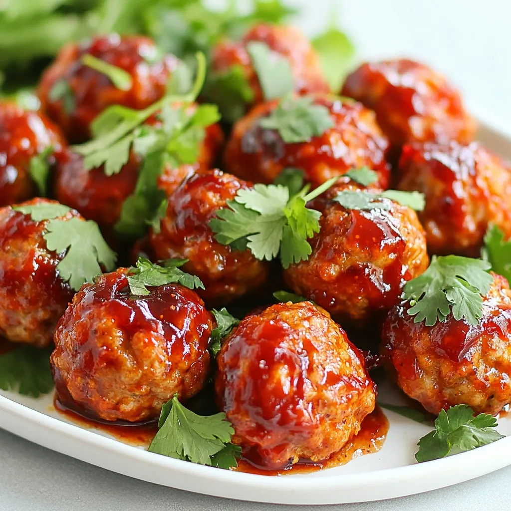 Für die Fleischbällchen brauchst du: - 450 g Rinderhackfleisch (oder Putenhackfleisch) - 125 g Semmelbrösel - 60 g fein gehackte Zwiebel - 2 Knoblauchzehen, gehackt - 1 großes Ei - 1 Teelöffel Salz - 1/2 Teelöffel schwarzer Pfeffer - 1/4 Teelöffel getrockneter Thymian - 1/4 Tasse frische Petersilie, gehackt Diese Zutaten sorgen für einen tollen Geschmack und eine gute Textur. Achte darauf, das Hackfleisch nicht zu stark zu bearbeiten. So bleiben die Fleischbällchen zart und saftig. Für die Soße benötigst du: - 240 g Cranberrysoße (selbstgemacht oder gekauft) - 120 g Barbecuesoße (deine Lieblingsmarke) Die Kombination aus Cranberry- und Barbecuesoße gibt den Fleischbällchen eine süß-saure Note. Diese Soße ist einfach zuzubereiten und macht alles noch besser. Du kannst die Fleischbällchen mit frischen Korianderblättern garnieren. Diese geben nicht nur Farbe, sondern auch extra Geschmack. Die Garnierung macht das Gericht besonders einladend und schön. {{ingredient_image_2}} Um die perfekten Fleischbällchen zu machen, beginnen wir mit den Zutaten. Nimm eine große Rührschüssel. Gib das Rinderhackfleisch, die Semmelbrösel, die Zwiebel, den Knoblauch, das Ei, das Salz, den Pfeffer, den Thymian und die Petersilie hinein. Mische alles vorsichtig mit deinen Händen. Achte darauf, nicht zu stark zu drücken. So bleiben die Fleischbällchen zart und saftig. Jetzt ist es Zeit, die Mischung zu formen. Nimm eine kleine Menge der Mischung. Rolle sie zwischen deinen Händen zu einer Kugel, die etwa 2,5 cm groß ist. Lege die geformten Fleischbällchen auf ein Backblech oder einen Teller. Wiederhole diesen Schritt, bis die gesamte Mischung aufgebraucht ist. In einer separaten Schüssel mischst du die Cranberrysoße mit der Barbecuesoße. Rühre gut um, bis alles gleichmäßig vermischt ist. Diese Soße wird den Fleischbällchen viel Geschmack geben. Jetzt kommt der wichtigste Teil: das Garen. Lege die geformten Fleischbällchen gleichmäßig auf den Boden des Crockpots. Gieße die Soße über die Fleischbällchen. Achte darauf, dass sie gut bedeckt sind. Setze den Deckel auf den Crockpot. Du kannst die Fleischbällchen entweder auf niedriger Stufe für 6-7 Stunden oder auf hoher Stufe für 3-4 Stunden garen. Wenn sie fertig sind, sind sie zart und voller Geschmack. Rühre die Fleischbällchen vorsichtig in der Soße um, bevor du sie servierst. Um perfekte Fleischbällchen zu machen, achte darauf, die Mischung nicht zu stark zu bearbeiten. Zu viel Rühren macht sie fest. Mische nur, bis alles zusammen ist. Die richtige Größe ist auch wichtig. Forme die Bällchen etwa 2,5 cm groß. So garen sie gleichmäßig und bleiben saftig. Die Soße macht den Unterschied! Du kannst die Cranberrysoße selbst machen oder eine gekaufte verwenden. Kombiniere sie mit verschiedenen Barbecuesoßen. Probiere eine rauchige oder süßere Variante. Füge etwas Chili oder Honig hinzu, um den Geschmack zu ändern. So kannst du die Soße ganz nach deinem Geschmack anpassen. Diese Fleischbällchen sind toll für Meal-Prep! Koche eine große Menge und teile sie in Portionen auf. So hast du einfache Mahlzeiten für die Woche. Serviere sie mit Reis, Pasta oder einem Salat. Du kannst die Bällchen auch in Wraps füllen oder als Snack mitnehmen. Sie sind vielseitig und lecker! Pro Tipps Die richtige Fleischsorte wählen: Du kannst zwischen Rinderhackfleisch und Putenhackfleisch wählen. Putenhackfleisch macht die Bällchen leichter, während Rinderhack mehr Geschmack bietet. Semmelbrösel für die Konsistenz: Verwende frische Semmelbrösel anstelle von trockenen, um die Fleischbällchen saftiger zu machen. Du kannst auch Panko für extra Knusprigkeit verwenden. Soßenkombination anpassen: Experimentiere mit verschiedenen Barbecuesoßen, um den Geschmack anzupassen. Eine rauchige Variante kann den Bällchen eine besondere Note verleihen. Garnierung für den letzten Schliff: Frische Korianderblätter sind nicht nur dekorativ, sondern fügen auch eine frische Note hinzu. Du kannst auch gehackte Frühlingszwiebeln verwenden. {{image_4}} Für Omas Crockpot Cranberry-Fleischbällchen kannst du verschiedene Fleischsorten nutzen. Rinderhackfleisch ist klassisch, aber Putenhackfleisch ist eine tolle, leichtere Wahl. Du kannst auch gemischtes Hackfleisch verwenden. Es bietet einen interessanten Geschmack. Je nach Vorliebe kannst du auch Schweinefleisch probieren. Jedes Fleisch bringt seinen eigenen Charakter in das Gericht. Wenn du eine pflanzliche Variante möchtest, gibt es viele Möglichkeiten. Du kannst pflanzliches Hackfleisch verwenden, das die gleiche Konsistenz bietet. Auch Linsen sind eine gute Wahl. Koche sie zuerst, und püriere sie dann. Füge die Semmelbrösel, Zwiebeln und Gewürze hinzu, wie im Originalrezept. So hast du schnell leckere vegane Fleischbällchen. Die Aromen können variieren, um neue Geschmäcker zu entdecken. Du kannst die Cranberrysoße mit anderen Zutaten mischen. Probiere Ananassaft für eine süßere Note. Für mehr Schärfe füge etwas Chili oder scharfe Soße hinzu. Diese kleinen Anpassungen machen das Gericht noch spannender. Experimentiere mit frischen Kräutern wie Basilikum oder Koriander für einen frischen Kick. Um die Fleischbällchen frisch zu halten, lege sie in einen luftdichten Behälter. So bleiben sie bis zu drei Tage im Kühlschrank gut. Achte darauf, die Soße über die Fleischbällchen zu gießen. So bleiben sie saftig und lecker. Wenn du mehr Fleischbällchen zubereitest, ist das Einfrieren eine gute Idee. Lass sie zuerst ganz abkühlen. Dann lege sie in einen Gefrierbeutel oder einen luftdichten Behälter. Du kannst sie bis zu drei Monate einfrieren. Denk daran, die Soße separat einzufrieren, um die besten Aromen zu bewahren. Um die Reste aufzuwärmen, nimm die Fleischbällchen aus dem Kühlschrank oder dem Gefrierfach. Wenn sie gefroren sind, lasse sie zuerst im Kühlschrank über Nacht auftauen. Du kannst sie dann in einem Topf oder in der Mikrowelle erwärmen. Achte darauf, dass die Soße gleichmäßig verteilt ist. So bleiben die Fleischbällchen zart und voller Geschmack. Du kannst die Fleischbällchen im Kühlschrank bis zu fünf Tage aufbewahren. Stelle sicher, dass sie in einem luftdichten Behälter sind. So bleiben sie frisch und lecker. Wenn du sie länger aufbewahren möchtest, friere sie ein. Im Gefrierschrank halten sie bis zu drei Monate. Ja, du kannst die Soße ganz leicht ändern. Probiere verschiedene Barbecuesoßen oder füge Gewürze hinzu. Du kannst auch etwas Honig für mehr Süße oder Chili für Schärfe verwenden. Sei kreativ und finde die perfekte Mischung für deinen Geschmack. Serviere die Fleischbällchen auf einer großen Platte. Garniere sie mit frischem Koriander für Farbe und Geschmack. Verwende Zahnstocher, damit jeder leicht zugreifen kann. Diese Methode macht sie perfekt für Partys oder Familienessen. Die Zutaten für die Fleischbällchen und die Soße sind die Grundlage des Rezepts. In der Schritt-für-Schritt-Anleitung habe ich erklärt, wie man die Fleischbällchen zubereitet und im Crockpot garen kann. Tipps und Tricks helfen, perfekte Ergebnisse zu erzielen. Ich habe auch Variationen für verschiedene Geschmäcker vorgestellt. Lagerinformationen zeigen, wie man die Reste richtig aufbewahrt. Schlussendlich kann jeder mit den richtigen Zutaten und einfachen Schritten leckere Fleischbällchen machen. Viel Spaß beim Ausprobieren!