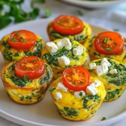 - 6 große Eier - 1 Tasse frischer Spinat, grob gehackt - 1/2 Tasse zerbröselter Feta-Käse Die Hauptzutaten sind einfach und nahrhaft. Die Eier bilden die Basis dieser Muffins. Sie geben den Muffins Struktur und einen tollen Geschmack. Frischer Spinat bringt Farbe und gesundes Grün in die Mischung. Er ist reich an Vitaminen und Mineralstoffen. Der zerbröselte Feta-Käse fügt eine salzige, cremige Note hinzu. Diese drei Zutaten machen die Muffins besonders lecker und gesund. - 1/4 Tasse Milch oder pflanzliche Alternative - 1/4 Tasse Kirschtomaten, halbiert - Gewürze: Knoblauchpulver, Zwiebelpulver, Salz und Pfeffer - Olivenöl oder Kochspray für das Muffinblech Zusätzlich zu den Hauptzutaten nutzen wir auch Milch. Sie macht die Muffins schön fluffig und saftig. Kirschtomaten verleihen eine süße Note und eine schöne Farbe. Gewürze wie Knoblauchpulver und Zwiebelpulver bringen zusätzlichen Geschmack. Sie sind einfach zu finden und geben den Muffins den letzten Schliff. Olivenöl oder Kochspray hilft, das Muffinblech zu fetten. So lösen sich die Muffins leicht und bleiben ganz. {{ingredient_image_2}} - Heize deinen Ofen auf 175°C (350°F) vor. - Fette ein Muffinblech mit Olivenöl oder Kochspray ein. - In einer großen Schüssel vermischst du die Eier mit der Milch. - Füge den grob gehackten Spinat, den zerbröselten Feta, das Knoblauchpulver, das Zwiebelpulver sowie Salz und Pfeffer hinzu. Mische alles gut. - Hebe vorsichtig die halbierten Kirschtomaten in die Mischung. - Gieße die Eiermischung in die Muffinförmchen. Fülle sie bis etwa dreiviertel voll. - Backe die Muffins 18-20 Minuten. Sie sind fertig, wenn die Oberseite goldbraun ist. Um die perfekte Konsistenz der Spinat Feta Eier Muffins zu erreichen, ist es wichtig, die Backzeit genau zu beachten. Backe die Muffins nicht zu lange. Wenn du sie zu lange im Ofen lässt, werden sie trocken. Die Muffins sind fertig, wenn sie fest sind und die Oberseite leicht goldfarben ist. Ein weiterer Tipp ist, die Förmchen nicht zu voll zu füllen. Fülle sie nur bis etwa dreiviertel voll. Dies gibt den Muffins genug Platz, um aufzugehen, ohne überzulaufen. Für eine ansprechende Präsentation serviere die Muffins auf einer bunten Platte. Du kannst frische Kräuter wie Petersilie oder Basilikum verwenden, um einen schönen Farbkontrast zu schaffen. Das macht die Muffins nicht nur lecker, sondern sieht auch toll aus. Zu den Muffins passen viele Beilagen. Ein frischer Salat ist eine gute Wahl. Du kannst auch Joghurt oder Dip dazu reichen. So wird das Essen noch abwechslungsreicher und schmeckt besser. Pro Tipps Frischer Spinat: Verwende frischen Spinat anstelle von gefrorenem, um die beste Textur und den besten Geschmack zu erzielen. Feta-Variationen: Experimentiere mit verschiedenen Feta-Sorten, wie z.B. Kräuterfeta, um zusätzliche Aromen hinzuzufügen. Gewürze anpassen: Fühle dich frei, weitere Gewürze wie Paprika oder Chili-Flocken hinzuzufügen, um den Muffins eine pikante Note zu verleihen. Portionierung erleichtern: Verwende einen Eisportionierer, um die Eimischung gleichmäßig in die Muffinförmchen zu füllen und ein gleichmäßiges Backergebnis zu erzielen. {{image_4}} Du kannst die Spinat Feta Eier Muffins leicht anpassen. Probiere verschiedene Gemüsesorten. Paprika und Zucchini sind zwei tolle Optionen. Beide bringen Farbe und Geschmack. Sie sind auch gesund und voll von Nährstoffen. Alternativen zum Feta-Käse sind ebenfalls möglich. Brie oder Ziegenkäse geben einen anderen Geschmack. Diese Käsesorten schmelzen gut und sind lecker. Die Muffins lassen sich auch geschmacklich variieren. Füge frische Kräuter hinzu, um den Geschmack zu verbessern. Basilikum, Dill oder Schnittlauch sind gute Optionen. Diese Kräuter bringen Frische und Aroma. Wenn du es schärfer magst, kannst du Chili oder Jalapeños hinzufügen. Sie geben den Muffins einen aufregenden Kick. Diese Variationen machen die Muffins noch interessanter. Die Spinat-Feta-Ei-Muffins sind einfach zu lagern. Halte sie in einem luftdichten Behälter im Kühlschrank. So bleiben sie frisch und lecker. Die optimale Temperatur liegt bei etwa 4°C. Diese Muffins sind bis zu 5 Tage haltbar. Du kannst auch die Muffins portionieren und einfrieren. So hast du immer einen schnellen Snack zur Hand. Wenn du die Muffins aufwärmen möchtest, gibt es verschiedene Methoden. Du kannst sie in der Mikrowelle aufwärmen. Stelle die Leistung auf mittel, damit sie gleichmäßig warm werden. Eine andere Methode ist, sie im Ofen bei 150°C für etwa 10 Minuten zu erwärmen. So bleiben sie schön fluffig. Um Austrocknen zu vermeiden, decke die Muffins mit Alufolie ab. Dies hilft, die Feuchtigkeit zu halten. Eine kleine Schüssel Wasser im Ofen kann auch helfen. So bleiben die Muffins saftig und lecker. Die Muffins backen etwa 18-20 Minuten. Sie sind fertig, wenn die Oberseite goldbraun ist. Um sicher zu sein, stecke einen Zahnstocher in die Mitte. Wenn er sauber herauskommt, sind die Muffins gut. Ja, du kannst die Muffins im Voraus machen. Bereite sie einfach vor und backe sie. Lass sie abkühlen und bewahre sie in einem luftdichten Behälter im Kühlschrank auf. Sie halten sich bis zu einer Woche. Du kannst sie auch einfrieren. Dann hast du immer einen schnellen Snack zur Hand. Diese Muffins passen gut zu vielen Beilagen. Eine frische Tomatensalsa bringt Farbe und Geschmack. Auch ein grüner Salat ist eine tolle Wahl. Du kannst sie mit Joghurt oder Hummus servieren. Das gibt einen zusätzlichen Kick und macht das Essen noch besser. Die Spinat-Feta-Ei-Muffins sind einfach zuzubereiten und vielseitig. Du benötigst nur ein paar frische Zutaten. Wir haben die Schritte zur Zubereitung und Tipps für die perfekte Konsistenz detailliert beschrieben. Variiere die Zutaten für neuen Geschmack und gesunde Anpassungen. Denke daran, die Muffins richtig zu lagern und gegebenenfalls erneut zu erwärmen. Vertraue darauf, dass diese Muffins nicht nur lecker sind, sondern auch gut für dich. Nutze die Ideen für Beilagen, um das Gericht abzurunden. Viel Freude beim Ausprobieren!