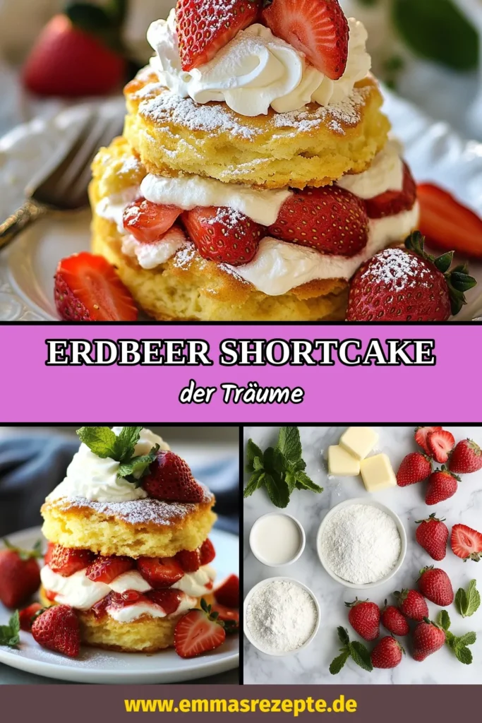 Entdecken Sie das ultimative Erdbeer-Shortcake Rezept, das perfekte Sommerdessert mit Erdbeeren! Diese leckere Erdbeertorte kombiniert zarte Shortcakes mit Schlagsahne und frischen Erdbeeren für ein unvergessliches Geschmackserlebnis. Einfach zuzubereiten, ist dieses Dessert ideal für jede Gelegenheit. Probieren Sie es aus und machen Sie aus Ihrem nächsten Fest einen Hit! Speichern Sie dieses einfache Dessertrezept für später! #ErdbeerShortcake #Erdbeertorte #Dessertrezepte #Sommerdessert