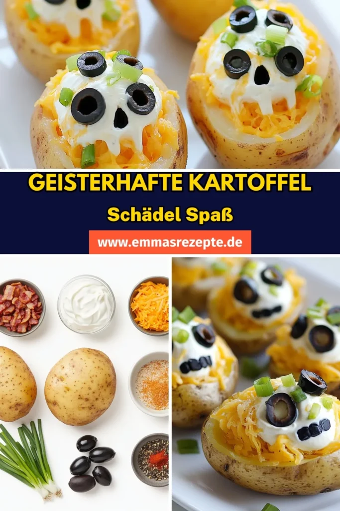 Entdecke unser Halloween Rezept für köstliche Halloween Kartoffel Bites! Diese Totenschädel Snacks bringen Spaß auf jede Halloween Party. Gefüllte Kartoffeln mit cremigem Käse, speckigen Stückchen und kreativem Design sind der Hit! Perfekt für dein Party Essen. Lass dir diese gruselige Leckerei nicht entgehen! Speichere das Rezept und mache deine Feier unvergesslich! #HalloweenRezept #TotenschädelSnacks #HalloweenPartyEssen #GefüllteKartoffeln