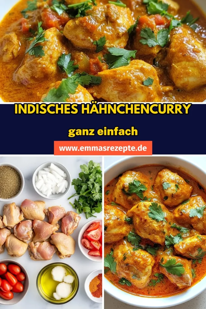Entdecke das originale indische Hähnchencurry mit diesem würzigen Hähnchencurry Rezept! Diese einfache Zubereitung kombiniert zartes Hähnchen mit Gewürzen und cremiger Kokosmilch für ein unvergessliches Geschmackserlebnis. Perfekt für ein herzhaftes Abendessen. Probiere es aus und bringe den Geschmack Indiens in deine Küche! Speichere das Rezept für dein nächstes kochendes Abenteuer. #IndischesHähnchencurry #CurryMitKokosmilch #EinfachesIndischesCurry #WürzigesHähnchencurryRezept