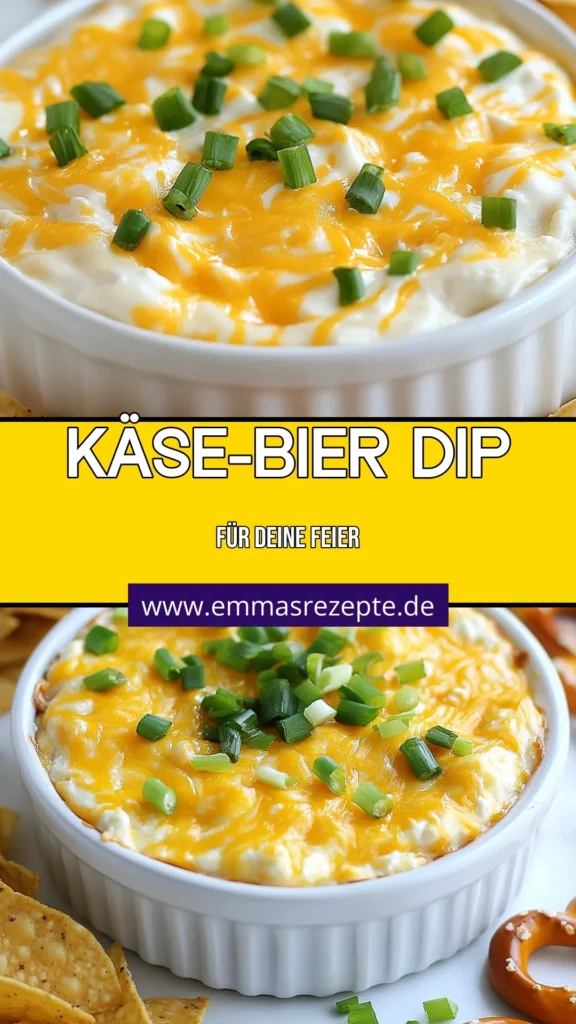 Entdecken Sie den köstlichen Käse-Bier Dip, ein einfacher Party Dip, der garantiert alle begeistert! Dieses cremige Rezept mit Frischkäse und scharfen Cheddar wird mit alkoholfreiem Bier verfeinert und bietet den perfekten Geschmack für jede Gelegenheit. Servieren Sie ihn mit Brezeln oder Gemüse – der perfekte Snack! Jetzt ausprobieren und für Ihre nächste Feier speichern! #KäseBierDip #FrischkäseDipRezept #PartyDip #AlkoholfreiesBierRezept