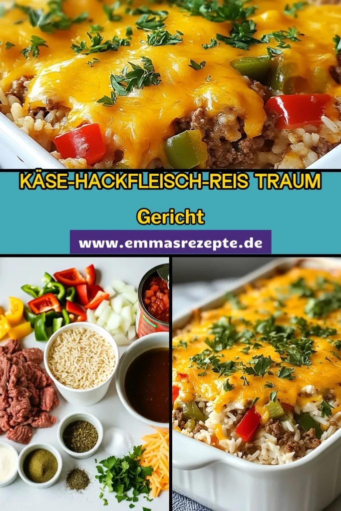 Entdecken Sie unser leckeres Rezept für Käse-Hackfleisch-Reis-Auflauf, einen einfachen Auflauf mit Rinderhack, der perfekt für die ganze Familie ist. Dieses herzhaftes Rezept mit Reis, Käse und Hackfleisch ist einfach zuzubereiten und voller Geschmack. Ideal für ein schnelles Abendessen! Probieren Sie es aus und lassen Sie sich von der Kombination aus saftigem Hackfleisch und geschmolzenem Käse begeistern. Speichern Sie das Rezept! #AuflaufRezept #KäseHackfleisch #EinfachKochen #Herzhaftessen