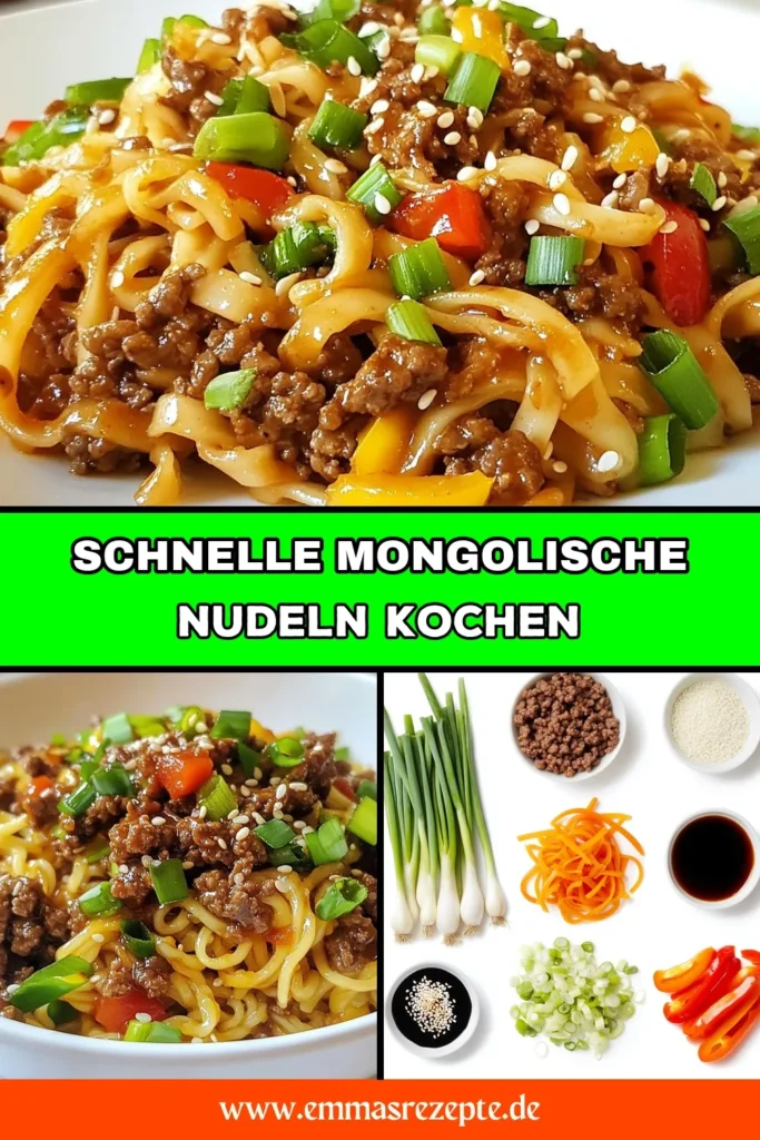 Entdecke das leckere Rezept für mongolische Rinderhack-Nudeln! Dieses Gericht vereint zartes Rinderhackfleisch mit Eiernudeln und frischem Gemüse und ist perfekt für asiatische Nudelgerichte. Schnelles und einfaches Kochen wird hier zum Genuss mit diesem Rinderhackfleisch Rezept, das in nur 30 Minuten zubereitet ist. Lass dir dieses köstliche Mahl nicht entgehen! Speichere das Rezept für deine nächste Kochsession! #RinderhackfleischRezept #EiernudelnMitGemüse #AsiatischeNudelgerichte #SchnellUndEinfachKochen