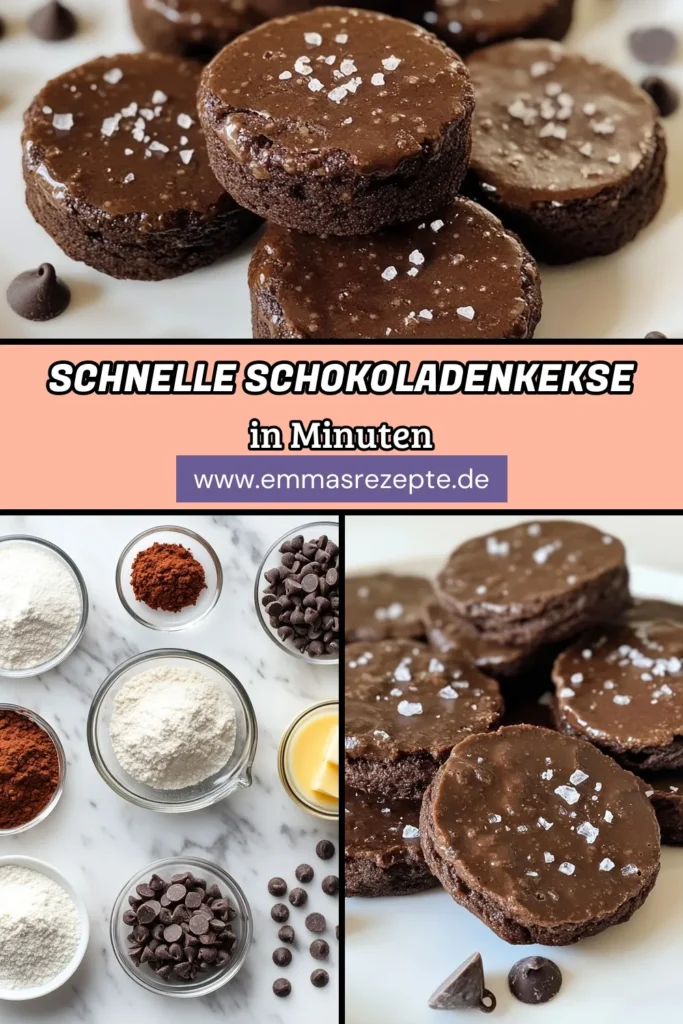 Entdecke unser schnelles Rezept für Minuten Schokoladenkekse! In nur 25 Minuten zauberst du einfache Schokoladenkekse, die mit köstlichen Schokoladenstückchen gefüllt sind. Perfekt für den kleinen Hunger oder als süße Belohnung nach einem langen Tag. Lass dir diese leckeren Kakaokekse nicht entgehen und probiere unser schnelles Kekse Rezept aus! Speichere es für später! #MinutenSchokoladenkekse #schnelleKekseRezept #KekseMitSchokoladenstückchen #KakaokekseRezept