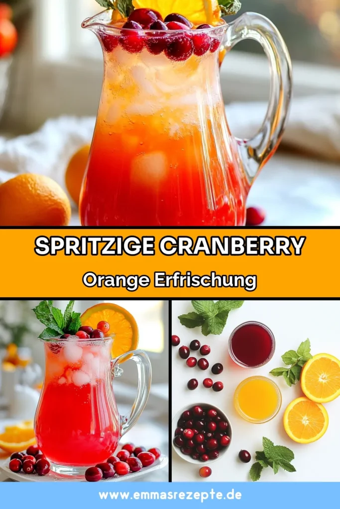 Entdecke das perfekte Cranberry-Orange Getränk für heiße Sommertage! Dieser erfrischende Cocktail kombiniert 100% Cranberrysaft und frisch gepressten Orangensaft, ideal für gesunde Erfrischungen. Unsere alkoholfreien Getränke sind nicht nur lecker, sondern auch spritzige Sommerdrinks für jeden Anlass. Probiere jetzt dieses einfache Rezept und genieße einen spritzigen Genuss! #CranberryOrange #ErfrischendeCocktails #AlkoholfreieGetränke #Sommerdrinks