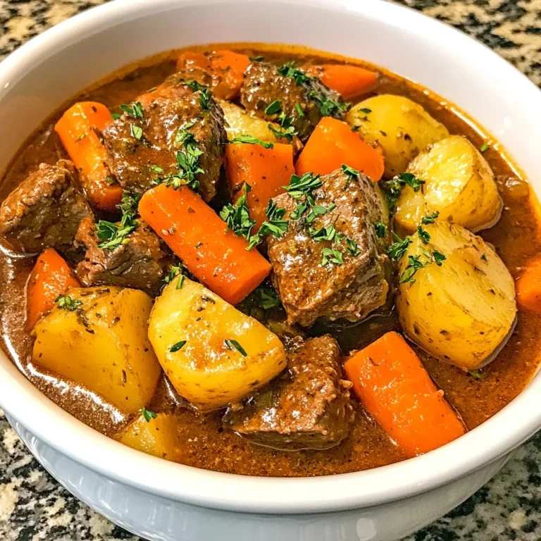 - 900 g Rinderhackfleisch (Chuck), in 2,5 cm große Würfel geschnitten - 3 Esslöffel Olivenöl - 1 große Zwiebel, grob gehackt - 3 Knoblauchzehen, fein gehackt - 4 mittelgroße Karotten, in Scheiben geschnitten - 3 mittelgroße Kartoffeln, gewürfelt - 500 ml Rinderbrühe - 1 Esslöffel Worcestershire-Sauce - 1 Teelöffel getrockneter Thymian - 1 Teelöffel getrockneter Rosmarin - 2 Lorbeerblätter - Salz und Pfeffer nach Geschmack Die Hauptzutaten sind wichtig. Rinderhackfleisch bringt viel Geschmack. Gemüse wie Zwiebeln, Karotten und Kartoffeln machen das Gericht nahrhaft. Die Brühe gibt Tiefe. Gewürze wie Thymian und Rosmarin fügen Aroma hinzu. - 2 Esslöffel Maisstärke (optional, zum Binden) - Frische Petersilie, grob gehackt (zum Garnieren) Die Maisstärke hilft, den Eintopf dicker zu machen. Wenn du die Konsistenz magst, nutze sie. Die frische Petersilie bringt Farbe und Frische. Sie macht das Gericht noch ansprechender. {{ingredient_image_2}} Stelle deinen Instant Pot auf die Sauté-Einstellung. Füge drei Esslöffel Olivenöl hinzu und lasse es heiß werden. Brate das Rindfleisch portionsweise an. Achte darauf, dass die Würfel von allen Seiten schön braun sind. Dies verbessert den Geschmack. Nachdem das Fleisch schön angebraten ist, nimm es heraus und lege es beiseite. Jetzt ist es Zeit für das Gemüse. Gib die grob gehackte Zwiebel und den fein gehackten Knoblauch in den Topf. Brate sie für etwa drei bis vier Minuten an. Sie sollten weich und duftend sein. Dann füge die geschnittenen Karotten und gewürfelten Kartoffeln hinzu. Rühre alles gut um, damit sich die Aromen vermischen. Gib das angebratene Rindfleisch zurück in den Topf. Füge 500 ml Rinderbrühe, einen Esslöffel Worcestershire-Sauce, einen Teelöffel getrockneten Thymian und einen Teelöffel getrockneten Rosmarin hinzu. Vergiss nicht, großzügig mit Salz und Pfeffer zu würzen. Setze den Deckel auf den Instant Pot und stelle ihn auf „Manuell“ oder „Druckgaren“. Wähle 35 Minuten unter hohem Druck. Nach der Garzeit lasse den Druck für zehn Minuten natürlich ab, bevor du das Ventil öffnest. Um eine cremige Konsistenz zu erreichen, kann Maisstärke helfen. Mische 2 Esslöffel Maisstärke mit etwas Brühe. Dies nennt man einen Slurry. Rühre den Slurry in den Eintopf, wenn er fertig gekocht ist. Das macht dein Gericht dick und lecker. Falls du eine dünnere Brühe magst, füge mehr Flüssigkeit hinzu. Achte darauf, die Rinderbrühe nach deinem Geschmack anzupassen. So erhältst du die perfekte Textur, die du willst. Zusätzliche Gewürze und Kräuter bringen mehr Geschmack. Probiere es mit einer Prise Paprika oder einem Schuss Sojasauce. Thymian und Rosmarin sind tolle Optionen, um das Aroma zu heben. Frische Kräuter sind ebenfalls eine gute Wahl. Um das Rindfleisch noch besser zu machen, mariniere es vor dem Kochen. Eine einfache Marinade aus Öl, Knoblauch und Gewürzen macht einen großen Unterschied. Lass das Fleisch mindestens 30 Minuten ziehen. So wird der Geschmack noch intensiver. Vorbereitungen im Voraus helfen dir, Zeit zu sparen. Schneide das Gemüse am Vortag und lagere es im Kühlschrank. Das macht das Kochen schneller und einfacher. Meal Prep ist auch eine gute Idee. Bereite große Portionen vor und lagere sie in Portionen im Gefrierfach. So hast du immer einen schnellen, leckeren Eintopf bereit. Das ist perfekt für stressige Tage. Pro Tipps Rindfleisch anbraten: Achte darauf, das Rindfleisch in Portionsgrößen anzubraten, um eine gleichmäßige Bräunung zu erreichen und den vollen Geschmack zu entfalten. Gemüse vorbereiten: Schneide das Gemüse gleichmäßig, damit es gleichzeitig gar wird und eine schöne Textur im Eintopf erhält. Würze kontrollieren: Probiere den Eintopf vor dem Servieren und passe die Gewürze nach deinem Geschmack an, um das perfekte Aroma zu erreichen. Frische Kräuter hinzufügen: Frische Petersilie oder andere Kräuter erst kurz vor dem Servieren hinzufügen, um ihren Geschmack und ihre Farbe zu bewahren. {{image_4}} Um eine vegetarische Version des Rindereintopfs zu machen, tauscht man das Rinderhackfleisch aus. Ich empfehle, stattdessen eine Mischung aus Linsen oder Kichererbsen zu verwenden. Diese Hülsenfrüchte sind nahrhaft und voll von Geschmack. Für die Brühe nimmt man Gemüsebrühe anstelle von Rinderbrühe. Das bringt eine leichte, aber herzhafte Note. Man kann auch Pilze hinzufügen, um mehr Tiefe zu schaffen. Champignons sind eine tolle Wahl, da sie einen fleischigen Geschmack haben. Zu einem herzhaften Eintopf passen viele Beilagen. Ich finde, dass knuspriges Brot ideal ist, um die Aromen aufzunehmen. Baguette oder Ciabatta sind großartig zum Dippen. Alternativ kann man auch Reis dazu servieren. Beilagenreis ist einfach zuzubereiten und ergänzt den Eintopf gut. Man kann auch Quinoa verwenden, um eine proteinreiche Option zu bieten. Um dem Eintopf eine internationale Note zu geben, kann man verschiedene Gewürze einfügen. Für einen Tex-Mex-Stil fügt man Kreuzkümmel und Paprika hinzu. Für asiatische Aromen kann man Sojasauce und Ingwer verwenden. Diese Gewürze verleihen dem Gericht eine neue Dimension. Experimentiere gerne und finde deine Lieblingskombination. Um deinen Eintopf frisch zu halten, lagere ihn im Kühlschrank. Verwende einen luftdichten Behälter. So bleibt der Geschmack erhalten. Du kannst den Eintopf bis zu drei Tage im Kühlschrank behalten. Vor dem Servieren, erhitze ihn gut. Für Langzeitlagerung ist der Gefrierschrank ideal. Teile den Eintopf in Portionen auf. Verwende ebenfalls luftdichte Behälter oder Gefrierbeutel. So bleibt der Eintopf bis zu drei Monate frisch. Achte darauf, die Luft gut herauszudrücken. Der Eintopf ist im Kühlschrank bis zu drei Tage haltbar. Achte auf Geruch oder Aussehen. Wenn er seltsam riecht oder sich die Farbe ändert, wirf ihn weg. Im Gefrierschrank bleibt der Eintopf bis zu drei Monate gut. Nach dieser Zeit kann der Geschmack leiden. Achte auf Anzeichen von Frost oder Eiskristallen. Diese zeigen, dass der Eintopf nicht mehr frisch ist. Die Gesamtdauer für den Rindereintopf im Instant Pot beträgt etwa eine Stunde. Die Vorbereitungszeit liegt bei 15 Minuten. Danach kochst du den Eintopf für 35 Minuten unter Druck. Nach der Garzeit lässt du den Druck für 10 Minuten natürlich ab. Danach öffnest du das Ventil. So erhältst du einen herzhaften Eintopf, der in kurzer Zeit fertig ist. Ja, du kannst gefrorenes Fleisch verwenden. Es ist jedoch besser, das Fleisch vorher aufzutauen. Wenn das Fleisch gefroren ist, erhöht sich die Kochzeit. Du kannst die Garzeit um 10-15 Minuten verlängern, um sicherzustellen, dass das Fleisch gut durchgekocht ist. Das Auftauen sorgt dafür, dass der Eintopf gleichmäßig gart und die Aromen besser einziehen. Um den Eintopf würziger zu machen, kannst du zusätzliche Gewürze hinzufügen. Zum Beispiel mehr getrockneten Thymian oder Rosmarin. Auch Paprika oder Chili passen gut dazu. Wenn du magst, kannst du auch frische Kräuter wie Petersilie oder Basilikum verwenden. Eine Prise Cayennepfeffer gibt dem Eintopf eine angenehme Schärfe. Experimentiere mit den Gewürzen, um deinen perfekten Geschmack zu finden. Der Rindereintopf im Instant Pot ist ein einfaches, aber leckeres Gericht. Wir haben die wichtigsten Zutaten, die Zubereitung und Tipps zur Verbesserung des Geschmacks besprochen. Sie können mit Variationen experimentieren, um jedes Mal neue Aromen zu entdecken. Vergessen Sie nicht, wie wichtig die richtige Lagerung ist, um die Frische zu erhalten. Experimentieren Sie mit den Zutaten und genießen Sie Ihre eigenen Kreationen. Kochen Sie mit Freude und bringen Sie Ihre Familie an den Tisch!