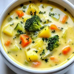 Für diese cremige Gemüsesuppe brauchen Sie: - 1 Tasse gewürfelte Karotten - 1 Tasse gewürfelter Sellerie - 1 Tasse gewürfelte Kartoffeln - 1 Tasse gehackte Brokkoliröschen - 1 Tasse gewürfelte Zucchini - 1 Tasse gehackter Spinat - 1 mittelgroße Zwiebel, gewürfelt - 3 Knoblauchzehen, fein gehackt - 4 Tassen Gemüsebrühe - 1 Tasse Kokosmilch - 2 Esslöffel Olivenöl - 1 Teelöffel getrockneter Thymian - 1 Teelöffel getrocknetes Basilikum - Salz und Pfeffer nach Geschmack - Optional: Frische Kräuter (wie Petersilie oder Schnittlauch) zur Garnitur Kokosmilch bringt eine tolle Cremigkeit in die Suppe. Sie gibt einen feinen, süßlichen Geschmack, der gut zu Gemüse passt. Achten Sie darauf, ungesüßte Kokosmilch zu wählen. Diese ist ideal, um den Geschmack nicht zu überdecken. Wenn Sie keinen Zugang zu Kokosmilch haben, können Sie auch Sahne oder Mandelmilch verwenden. Diese Alternativen bieten ebenfalls eine cremige Textur. Wenn Sie eine Zutat nicht mögen, können Sie sie leicht ersetzen. Karotten können durch Süßkartoffeln oder Kürbis ersetzt werden. Sellerie lässt sich durch Lauch oder Fenchel austauschen. Für die Zucchini können Sie Auberginen oder Paprika verwenden. Diese Variationen helfen, den Geschmack anzupassen und neue Aromen zu entdecken. Seien Sie kreativ und nutzen Sie das Gemüse, das Sie gerade zur Hand haben! {{ingredient_image_2}} Zuerst wasche und schäle das Gemüse. Du brauchst Karotten, Sellerie und Kartoffeln. Schneide alles in kleine Würfel. Für die Zucchini und den Brokkoli schneide sie in kleine Stücke. Der Spinat wird einfach grob gehackt. Wenn alles bereit ist, hast du die Basis für die Suppe. Nimm einen großen Topf und erhitze darin das Olivenöl. Füge die gewürfelte Zwiebel hinzu. Brate die Zwiebel für etwa fünf Minuten an, bis sie schön glasig ist. Jetzt kommt der fein gehackte Knoblauch dazu. Brate ihn für eine Minute mit. So entfaltet sich der Geschmack. Gib die vorbereiteten Karotten, Sellerie und Kartoffeln in den Topf. Brate sie für weitere fünf bis sieben Minuten. Dann füge den Brokkoli und die Zucchini hinzu. Rühre die getrockneten Kräuter ein. Gieße jetzt die Gemüsebrühe in den Topf. Lass die Suppe 15 bis 20 Minuten köcheln. Wenn das Gemüse weich ist, püriere die Mischung mit einem Stabmixer. Füge die Kokosmilch hinzu und würze mit Salz und Pfeffer. Erhitze die Suppe sanft für fünf Minuten. Serviere sie heiß und garniere nach Belieben mit frischen Kräutern. Um die beste Konsistenz zu erzielen, pürieren Sie die Suppe gut. Ich empfehle, einen Stabmixer zu verwenden. So kontrollieren Sie die Glätte einfach. Wenn Sie es stückiger mögen, pürieren Sie nur die Hälfte. Das gibt mehr Textur und ist sehr lecker. Achten Sie darauf, die Suppe nicht zu lange zu pürieren. Zu viel Pürieren macht die Suppe zu flüssig. Für mehr Geschmack können Sie frische Kräuter verwenden. Petersilie oder Schnittlauch passen gut. Auch ein Spritzer Zitrone macht die Suppe frisch. Fügen Sie ein wenig Chili hinzu, wenn Sie es schärfer mögen. Das gibt der Suppe einen tollen Kick. Probieren Sie auch, geröstete Gewürze wie Kreuzkümmel oder Paprika hinzuzufügen. Die Garnitur macht viel aus. Frische Kräuter sind ein Muss. Sie sehen nicht nur schön aus, sondern bringen auch Geschmack. Ein Klecks Joghurt oder Kokoscreme verleiht der Suppe einen reichen Geschmack. Sie können auch geröstete Nüsse oder Samen darüberstreuen. Das gibt einen tollen Crunch. Seien Sie kreativ mit Ihrer Garnitur! Pro Tipps Frisches Gemüse wählen: Verwenden Sie möglichst frisches Gemüse, um den besten Geschmack und die höchste Nährstoffdichte zu erzielen. Kokosmilch hinzufügen: Für eine besonders cremige Konsistenz können Sie die Kokosmilch am Ende der Kochzeit hinzufügen, um ihren Geschmack zu bewahren. Variieren Sie die Gewürze: Experimentieren Sie mit verschiedenen Kräutern und Gewürzen, wie z.B. Paprika oder Kreuzkümmel, um der Suppe eine persönliche Note zu verleihen. Suppenreste einfrieren: Die Suppe lässt sich hervorragend einfrieren. Portionieren Sie sie in Behälter und genießen Sie sie später als schnelles Abendessen. {{image_4}} Für eine vegane Version der cremigen Gemüsesuppe tauschen Sie die Kokosmilch gegen eine andere pflanzliche Milch. Mandeldrink oder Hafermilch sind gute Optionen. Sie geben der Suppe eine schöne Creme. Achten Sie darauf, Gemüsebrühe ohne tierische Zutaten zu verwenden. So bleibt die Suppe rein pflanzlich und lecker. Diese Suppe ist von Natur aus glutenfrei, wenn Sie glutenfreie Brühe verwenden. Achten Sie darauf, dass die Gemüsebrühe keine Zusatzstoffe enthält, die Gluten beinhalten. So können auch Menschen mit Glutenunverträglichkeit diese Suppe genießen. Wenn Sie die Suppe kalorienärmer machen möchten, verwenden Sie weniger Kokosmilch. Sie können auch das Öl reduzieren und stattdessen etwas Brühe zum Anbraten verwenden. Für mehr Protein fügen Sie Linsen oder Kichererbsen hinzu. Diese Zutaten machen die Suppe nahrhafter und sättigender. Um die Cremige Gemüsesuppe frisch zu halten, lassen Sie sie zuerst abkühlen. Lagern Sie die Suppe dann in einem luftdichten Behälter. Dies schützt die Suppe vor Gerüchen im Kühlschrank. Sie können auch Portionsgrößen abfüllen. So haben Sie immer eine schnelle Mahlzeit zur Hand. Wenn Sie die Suppe aufwärmen, machen Sie das sanft. Gießen Sie die Suppe in einen Topf und erhitzen Sie sie bei niedriger Hitze. Rühren Sie oft um, damit nichts anbrennt. Sie können auch etwas Wasser oder Brühe hinzufügen, um die Konsistenz zu verbessern. Dies bringt den Geschmack zurück. Im Kühlschrank hält sich die Suppe etwa 3-5 Tage. Achten Sie darauf, sie gut abzudecken. Wenn Sie die Suppe länger aufbewahren möchten, frieren Sie sie ein. In einem gefrierfesten Behälter hält sie bis zu 3 Monate. Lassen Sie die Suppe vor dem Servieren im Kühlschrank auftauen. Um die Suppe weniger cremig zu machen, können Sie die Kokosmilch reduzieren. Fügen Sie stattdessen mehr Gemüsebrühe hinzu. So bleibt der Geschmack stark, aber die Konsistenz wird leichter. Eine andere Möglichkeit ist, die Kokosmilch ganz wegzulassen. Kochen Sie die Suppe nur mit Gemüsebrühe und pürierten Gemüsesorten. Sie können auch einen Spritzer Zitronensaft für Frische hinzufügen. Die cremige Gemüsesuppe passt gut zu vielen Beilagen. Hier sind einige tolle Vorschläge: - Frisches Brot oder Baguette - Knusprige Croutons - Ein einfacher grüner Salat - Gegrilltes Gemüse als Beilage - Käsecracker oder Grissini Diese Beilagen ergänzen die Suppe gut und machen die Mahlzeit vollwertiger. Reste der cremigen Gemüsesuppe sind sehr vielseitig. Sie können sie einfach aufwärmen und als schnelles Mittagessen genießen. Eine weitere Idee ist, sie als Soße für Pasta zu nutzen. Mischen Sie die Suppe mit gekochter Pasta und etwas Käse. Sie können die Suppe auch in einem Auflauf verwenden. Geben Sie sie über Gemüse und backen Sie alles im Ofen. So sparen Sie Zeit und genießen gleich mehrere Gerichte! Die Zutaten sind der Grundstein für eine leckere Suppe. Wir haben die nötigen Zutaten aufgelistet und Alternativen gegeben. Die Schritt-für-Schritt-Anleitung hilft dir, die Suppe einfach zuzubereiten. Tipps und Tricks geben dir den perfekten Geschmack und die richtige Konsistenz. Sowohl vegane als auch glutenfreie Variationen zeigen dir, wie flexibel das Rezept ist. Achte auf die Lagerung, damit die Suppe frisch bleibt. Nutze die FAQs, um häufige Fragen schnell zu klären. Klarheit und Genuss sind bei jedem Schritt wichtig.