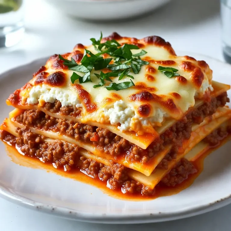 Um die beste Lasagne zu machen, brauchen Sie einige wichtige Zutaten. Hier sind sie: - 9 Lasagneplatten - 450 g Rinderhackfleisch - 450 g Putenhackfleisch - 480 g Ricotta-Käse - 1 Ei - 360 g geriebener Mozzarella-Käse - 480 ml Marinara-Sauce - 100 g geriebener Parmesan-Käse Diese Zutaten sorgen für eine tolle Textur und einen köstlichen Geschmack. Das Rinder- und Putenhackfleisch gibt der Lasagne einen herzhaften Biss. Ricotta macht sie cremig und der Mozzarella sorgt für den perfekten Käsegeschmack. Einige Gewürze und Zutaten bringen den Geschmack der Lasagne zur Geltung: - 1 Esslöffel italienische Gewürzmischung - 2 Knoblauchzehen, gehackt - Salz und Pfeffer nach Geschmack - Frische Basilikumblätter zur Garnitur Die italienische Gewürzmischung bringt das Aroma der Lasagne hervor. Knoblauch fügt einen köstlichen Duft hinzu. Frischer Basilikum ist das perfekte Finish. Käse ist der Star der Lasagne. Hier sind meine Empfehlungen: - Mozzarella: Für die beste Schmelzfähigkeit. - Ricotta: Für die cremige Schicht. - Parmesan: Für den würzigen Kick. Verwenden Sie frischen Käse, wenn möglich. Das macht einen großen Unterschied im Geschmack. Kombinieren Sie verschiedene Käsesorten, um die Lasagne noch leckerer zu machen. {{ingredient_image_2}} Zuerst heizen wir den Ofen auf 190°C vor. Nehmen Sie dann die Lasagneplatten und kochen Sie sie gemäß der Anleitung auf der Verpackung. Achten Sie darauf, dass sie al dente sind. Nach dem Kochen gießen Sie die Platten ab und lassen sie beiseite. So sind sie bereit für die Schichtung. In einer großen Pfanne erhitzen Sie das Rinderhackfleisch und das Putenhackfleisch bei mittlerer Hitze. Braten Sie das Fleisch an, bis es braun ist. Zerdrücken Sie das Fleisch mit einem Spatel. Fügen Sie die gehackten Knoblauchzehen hinzu und braten Sie sie kurz mit. Würzen Sie die Mischung mit Salz, Pfeffer und italienischen Gewürzen. Geben Sie die Marinara-Sauce hinzu und lassen Sie alles fünf Minuten köcheln. Dann nehmen Sie die Pfanne vom Herd. Um die Lasagne zu schichten, geben Sie eine dünne Schicht der Fleischsauce auf den Boden einer Auflaufform. Die Form sollte 23x33 cm groß sein. Legen Sie drei Lasagneplatten auf die Sauce. Dann verteilen Sie die Hälfte der Ricotta-Mischung darauf. Fügen Sie ein Drittel des Mozzarella-Käses und ein weiteres Drittel der Fleischsauce hinzu. Wiederholen Sie diesen Vorgang für die zweite Schicht. Decken Sie die Lasagne mit den letzten drei Platten ab. Geben Sie die restliche Fleischsauce darauf und bestreuen Sie alles mit dem übrigen Mozzarella und Parmesan. Decken Sie die Form mit Folie ab und backen Sie sie 25 Minuten. Entfernen Sie die Folie und backen Sie weitere 15-20 Minuten, bis der Käse goldbraun ist. Lassen Sie die Lasagne 10 Minuten abkühlen und garnieren Sie sie mit frischen Basilikumblättern. Um eine perfekte Lasagne zu machen, sind einige Fehler zu vermeiden. Hier sind die häufigsten: - Überkochen der Lasagneplatten: Kochen Sie die Platten nur bis sie al dente sind. Sie weichen im Ofen weiter auf. - Zu wenig Fleischsauce: Eine dicke Schicht Fleischsauce sorgt für Geschmack und Saftigkeit. - Falsche Schichtung: Beginnen Sie mit Sauce, dann Platten, gefolgt von Ricotta und Käse. - Zu wenig Käse: Käse macht die Lasagne cremig und lecker. Nicht sparen! - Mit Folie backen: Decken Sie die Lasagne die ersten 25 Minuten ab. Danach entfernen Sie die Folie, um den Käse zu bräunen. Die ideale Temperatur zum Backen ist 190°C. So backt die Lasagne gleichmäßig. - Erste Backzeit: 25 Minuten mit Folie. - Zweite Backzeit: 15-20 Minuten ohne Folie. - Fertig: Die Lasagne ist fertig, wenn der Käse blubbert und goldbraun ist. Lassen Sie die Lasagne nach dem Backen etwa 10 Minuten ruhen. So lässt sie sich besser schneiden. Servieren Sie die Lasagne mit frischem Brot oder einem einfachen Salat. Hier sind einige Ideen: - Frischer grüner Salat: Ein leichter Salat mit Öl und Essig passt gut. - Knoblauchbrot: Knuspriges Brot ist perfekt, um die Sauce aufzutunken. - Gemischtes Gemüse: Gedünstetes Gemüse bringt Farbe und Vitamine auf den Teller. Garnieren Sie die Lasagne mit frischen Basilikumblättern. Das sieht schön aus und schmeckt frisch. Pro Tipps Die richtige Nudelwahl: Verwenden Sie Lasagneplatten ohne Vorkochen, um die Zubereitungszeit zu verkürzen und eine perfekte Textur zu gewährleisten. Schichten für den besten Geschmack: Achten Sie darauf, die Zutaten gleichmäßig zu schichten, damit jede Portion die perfekte Balance aus Fleisch, Käse und Sauce hat. Vorbereitung der Sauce: Lassen Sie die Marinara-Sauce länger köcheln, um die Aromen zu intensivieren und eine köstlichere Lasagne zu kreieren. Abkühlen lassen: Lassen Sie die Lasagne nach dem Backen einige Minuten ruhen, damit sich die Schichten setzen und das Schneiden erleichtert wird. {{image_4}} Eine vegetarische Lasagne bringt frischen Geschmack auf den Tisch. Statt Fleisch verwenden Sie Spinat, Zucchini und Pilze. Diese Zutaten sind lecker und gesund. Mischen Sie den Spinat mit Ricotta für die Füllung. Fügen Sie auch etwas Feta hinzu, um den Käsegeschmack zu verstärken. Schichten Sie die Gemüsefüllung wie in der klassischen Lasagne. Sie können auch eine Bechamelsauce verwenden, um die Lasagne cremiger zu machen. Meeresfrüchte bringen einen besonderen Twist in die Lasagne. Verwenden Sie Garnelen, Muscheln und Tintenfisch. Diese Zutaten machen die Lasagne leicht und frisch. Kochen Sie die Meeresfrüchte mit Knoblauch und etwas Olivenöl. Fügen Sie dann die Marinara-Sauce hinzu. Schichten Sie die Meeresfrüchte wie gewöhnt. Vergessen Sie nicht, etwas Zitronensaft für den frischen Geschmack hinzuzufügen. Diese Lasagne ist perfekt für besondere Anlässe. Für eine glutenfreie Lasagne nutzen Sie spezielle glutenfreie Lasagneplatten. Diese sind einfach zu finden. Alternativ können Sie Zucchini oder Auberginen als Schichten verwenden. Schneiden Sie die Zucchini in dünne Scheiben und schichten Sie sie zwischen die Füllung. Dies gibt der Lasagne eine tolle Textur. Achten Sie darauf, die Sauce gut zu würzen, damit der Geschmack nicht verloren geht. So genießen alle eine leckere Lasagne ohne Gluten. Wenn Sie Lasagne übrig haben, bewahren Sie sie in einem luftdichten Behälter auf. Lassen Sie die Lasagne zuerst abkühlen. So bleibt sie frisch. Stellen Sie den Behälter in den Kühlschrank. Übrig gebliebene Lasagne bleibt im Kühlschrank etwa 3 bis 5 Tage gut. Das Einfrieren ist eine gute Idee für Lasagne. Schneiden Sie die Lasagne in Portionen. Wickeln Sie jede Portion in Frischhaltefolie ein. Legen Sie die eingewickelten Stücke in einen gefrierfesten Behälter. So bleibt die Lasagne bis zu 3 Monate frisch. Achten Sie darauf, das Datum auf dem Behälter zu notieren. Um die Lasagne aufzuwärmen, verwenden Sie den Ofen für die besten Ergebnisse. Heizen Sie den Ofen auf 175°C vor. Legen Sie die Lasagne in eine Auflaufform. Decken Sie sie mit Aluminiumfolie ab. Erwärmen Sie sie für etwa 25 Minuten. Wenn Sie eine einzelne Portion aufwärmen, verwenden Sie die Mikrowelle. Stellen Sie die Mikrowelle auf mittlere Leistung. Erwärmen Sie die Portion für 2 bis 3 Minuten. Überprüfen Sie, ob der Käse gut schmilzt. Die Weltbeste Lasagne hat eine perfekte Mischung aus Aromen. Das Rinder- und Putenhackfleisch bringt viel Geschmack. Der Ricotta-Käse macht die Schichten cremig und zart. Auch die Marinara-Sauce spielt eine große Rolle. Sie bringt frische Tomaten und Gewürze ins Spiel. Die Kombination von Mozzarella und Parmesan sorgt für eine köstliche Käsekruste. Jede Biss ist ein Genuss! Die Zubereitung der Lasagne dauert etwa 30 Minuten. Das Kochen und Schichten nimmt etwas Zeit in Anspruch. Danach backt die Lasagne für insgesamt 40 bis 45 Minuten. Ingesamt brauchst du also ca. 1 Stunde und 10 Minuten. Es ist eine kleine Zeitinvestition für ein großes Gericht! Ja, du kannst die Lasagne im Voraus machen. Bereite die Schichten einfach wie gewohnt vor. Decke sie dann ab und stelle sie in den Kühlschrank. Du kannst die Lasagne bis zu zwei Tage im Voraus zubereiten. Wenn du bereit bist, backe sie einfach im Ofen. So sparst du Zeit und kannst die Zeit mit deinen Gästen genießen! Diese Anleitung zeigt dir, wie man die weltbeste Lasagne macht. Wir haben alle Zutaten und Schritte behandelt, von der Vorbereitung bis zum Backen. Du kannst auch verschiedene Variationen ausprobieren, etwa vegetarisch oder glutenfrei. Achte auf Tipps, um Fehler zu vermeiden, und lerne, wie du Reste richtig lagerst. Egal, ob du ein neuer Koch oder ein Profi bist, du kannst all diese Tipps nutzen, um ein köstliches Gericht zu zaubern. Jetzt liegt es an dir, deine persönliche Lasagne zu kreieren und zu genießen. Viel Spaß beim Kochen!
