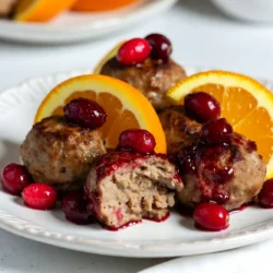 - 450 g gemahlenes Puten- oder Hühnerfleisch - 125 g Semmelbrösel - 60 g frisch gehackte Petersilie - 240 ml Preiselbeersauce Die Hauptzutaten sind einfach zu finden. Gemahlenes Puten- oder Hühnerfleisch ist eine tolle Basis. Es gibt viel Geschmack und eine schöne Textur. Semmelbrösel helfen, die Bällchen zu binden. Frisch gehackte Petersilie bringt Farbe und einen frischen Geschmack. Die Preiselbeersauce ist das Herzstück des Gerichts. Sie sorgt für eine süß-saure Note, die einfach köstlich ist. - 1/2 Teelöffel Knoblauchpulver - 1/2 Teelöffel Zwiebelpulver - Schale von 1 Orange - 2 Esslöffel Orangensaft - 1 Esslöffel Sojasauce - 1 Teelöffel frischer Ingwer, gerieben Die Gewürze und Aromen machen die Fleischbällchen besonders. Knoblauchpulver und Zwiebelpulver sind Klassiker. Sie fügen Tiefe und Geschmack hinzu. Die Orangenschale und der Orangensaft bringen frische Zitrusnoten. Sojasauce fügt eine salzige Umami-Note hinzu. Frischer Ingwer bringt etwas Schärfe und Wärme. Diese Kombination macht die Cranberry Orange Meatballs zu einem echten Genuss. {{ingredient_image_2}} - Vermischen der Zutaten Nehmen Sie eine große Schüssel. Geben Sie das gemahlene Puten- oder Hühnerfleisch hinein. Fügen Sie die Semmelbrösel, die gehackte Petersilie, das Ei, das Knoblauchpulver, das Zwiebelpulver, Salz und Pfeffer hinzu. Mischen Sie alles gut. Achten Sie darauf, dass keine Klumpen bleiben. Es sollte eine gleichmäßige Masse entstehen. - Formen der Bällchen Nehmen Sie etwas von der Fleischmasse. Formen Sie kleine Bällchen, etwa so groß wie Golfbälle. Legen Sie die Bällchen auf ein mit Backpapier ausgelegtes Backblech. Stellen Sie sicher, dass sie genug Platz haben, um beim Backen nicht zusammenzukleben. - Mischen der Sauce Zutaten In einer separaten Schüssel geben Sie die Preiselbeersauce, die Orangenschale, den Orangensaft, die Sojasauce und den geriebenen Ingwer. Rühren Sie alles gut um. Die Sauce sollte eine glatte Konsistenz haben. - Bällchen mit Sauce bedecken Gießen Sie die Hälfte der Cranberry-Orangensauce über die Fleischbällchen. Achten Sie darauf, dass jede Bällchen gut bedeckt ist. Die restliche Sauce stellen Sie für später beiseite. - Ofen vorheizen Heizen Sie den Ofen auf 200°C vor. Dies sorgt dafür, dass die Fleischbällchen gleichmäßig garen. - Backzeit und -temperatur Backen Sie die Fleischbällchen für 20 bis 25 Minuten. Sie sind fertig, wenn sie gar und leicht gebräunt sind. Nehmen Sie sie aus dem Ofen und träufeln Sie die reservierte Sauce darüber. Geben Sie die Bällchen für weitere 5 Minuten zurück in den Ofen. Um perfekte Fleischbällchen zu machen, achte auf die Konsistenz. Nutze 450 g gemahlenes Puten- oder Hühnerfleisch. Füge 125 g Semmelbrösel und 60 g frisch gehackte Petersilie hinzu. Diese Zutaten halten die Bällchen locker. Ein Ei bindet alles gut zusammen. Verwende 1/2 Teelöffel Knoblauchpulver und 1/2 Teelöffel Zwiebelpulver für den Geschmack. Für die richtige Würze ist Salz und Pfeffer wichtig. Probiere das Fleisch vor dem Formen. So kannst du sicherstellen, dass die Würze passt. Für die Garnierung nutze frische Preiselbeeren und Orangenscheiben. Diese Farben machen das Gericht lebendig und einladend. Serviere die Fleischbällchen auf einem schönen Teller. Ein wenig Sauce oben drauf sieht toll aus. Als Beilage passen Reis oder Kartoffeln gut. Ein frischer Salat ergänzt die Mahlzeit perfekt. So wird dein Essen nicht nur lecker, sondern auch hübsch. Pro Tipps Fleischwahl: Für eine aromatischere Note können Sie gemischtes Hackfleisch verwenden, z. B. Rind und Schwein, anstelle von Puten- oder Hühnerfleisch. Sauce anpassen: Experimentieren Sie mit verschiedenen Kräutern und Gewürzen in der Cranberry-Orangensauce, um den Geschmack Ihrem persönlichen Vorlieben anzupassen. Vorfrittieren: Wenn Sie eine knusprigere Textur wünschen, können Sie die Fleischbällchen vor dem Backen leicht anbraten. Serviervorschlag: Diese Fleischbällchen passen hervorragend zu einem frischen Salat oder als Füllung in einem Sandwich. {{image_4}} Du kannst die Cranberry Orange Meatballs einfach glutenfrei machen. Ersetze die Semmelbrösel durch glutenfreie Semmelbrösel. Diese sind in vielen Supermärkten erhältlich. Sie geben den Bällchen die gleiche Textur. So kannst du die leckeren Aromen genießen, ohne Gluten zu verwenden. Wenn du eine vegane Option suchst, gibt es viele Alternativen für Fleisch. Du kannst zerdrückte Kichererbsen oder Linsen verwenden. Diese bieten eine tolle Konsistenz und Geschmack. Verwende auch pflanzliche Ei-Alternativen wie Leinsamen oder Chia-Samen. Mische 1 Esslöffel geschrotete Leinsamen mit 3 Esslöffeln Wasser. Lass es einige Minuten quellen. So bleibt die Mischung zusammen und du hast einen veganen Genuss. Du kannst die Aromen dieser Fleischbällchen kreativ erweitern. Probiere, andere Fruchtsaucen wie Pflaumensauce oder Mango-Chutney hinzuzufügen. Diese bringen neue Geschmäcker und Frische. Auch Gewürze wie Paprika oder Kreuzkümmel können einen besonderen Kick geben. Spiele mit den Zutaten, um deinen eigenen Twist zu finden! - Kühlung: Bewahren Sie die Fleischbällchen in einem luftdichten Behälter auf. Sie bleiben frisch im Kühlschrank. - Einfrieren: Lassen Sie die Fleischbällchen abkühlen. Legen Sie sie in einen gefriergeeigneten Behälter oder einen Beutel. So halten sie bis zu drei Monate. - Wie lange sind die Fleischbällchen haltbar? Im Kühlschrank sind die Fleischbällchen bis zu vier Tage haltbar. Im Gefrierfach bleiben sie bis zu drei Monate gut. Achten Sie darauf, sie gut zu verpacken. So vermeiden Sie Gefrierbrand und sorgen für den besten Geschmack. Die Zubereitung der Cranberry Orange Meatballs dauert insgesamt 40 Minuten. Davon entfallen 15 Minuten auf die Vorbereitung und 25 Minuten auf das Backen. Diese Zeit ist schnell vergangen, wenn Sie alles bereit haben. Ja, Sie können die Fleischbällchen im Voraus zubereiten. Formen Sie die Bällchen und legen Sie sie auf ein Backblech. Decken Sie sie mit Frischhaltefolie ab und stellen Sie sie in den Kühlschrank. Sie können sie bis zu einem Tag im Voraus machen. Backen Sie sie einfach, wenn Sie bereit sind, sie zu servieren. Wenn Sie keine Preiselbeersauce haben, probieren Sie andere Fruchtsaucen. Sie können Kirsch- oder Himbeersauce verwenden. Diese Saucen bringen auch einen fruchtigen Geschmack. Für einen herzhaften Touch können Sie BBQ-Sauce oder Teriyaki-Sauce verwenden. Diese Anleitung zur Zubereitung von Cranberry-Orangen-Fleischbällchen bietet Ihnen alles, was Sie brauchen. Sie haben gelernt, die Hauptzutaten wie das Fleisch und die Gewürze perfekt zu kombinieren. Die Schritt-für-Schritt-Anleitung hilft Ihnen beim Formen und Backen der Bällchen. Unsere Tipps garantieren, dass Ihre Fleischbällchen immer gelingen. Variationen und Lagertipps rundet das Rezept ab. Schlussendlich können Sie einfach und lecker essen, ohne viel Aufwand. Experimentieren Sie und finden Sie Ihre Lieblingsversion!