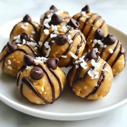 Für die perfekten No-Bake Baileys Keks-Teig-Bällchen brauchen Sie einige einfache Zutaten. Hier ist, was Sie benötigen: - 1 Tasse Mandelmehl - 1/2 Tasse Mandelbutter - 1/4 Tasse Ahornsirup - 1 Teelöffel Vanilleextrakt - 1/4 Teelöffel Salz - 1/2 Tasse Mini-Schokoladenstückchen Diese Zutaten bilden die Basis für einen leckeren und cremigen Keks-Teig. Mandelmehl gibt den Bällchen eine gute Textur. Mandelbutter sorgt für den nötigen Geschmack und die Feuchtigkeit. Der Ahornsirup bringt eine süße Note und der Vanilleextrakt rundet alles ab. Es gibt auch einige optionale Zutaten, die Sie hinzufügen können, um den Geschmack zu variieren: - 1/4 Tasse geraspelte Kokosnuss - Zusätzliche Schokoladenstückchen für die Beschichtung Die Kokosnuss fügt einen tollen tropischen Geschmack hinzu. Wenn Sie mehr Schokolade lieben, dann tauchen Sie die Bällchen in geschmolzene Schokolade. So werden die Keks-Teig-Bällchen noch schokoladiger und leckerer. Achten Sie darauf, frische Zutaten zu verwenden. Wenn Sie Mandelmehl wählen, stellen Sie sicher, dass es fein gemahlen ist. Das sorgt für eine bessere Textur. Wenn Sie eine nussfreie Option benötigen, verwenden Sie Sonnenblumenbutter anstelle von Mandelbutter. Das Rezept bleibt einfach und lecker. Sammeln Sie alle Zutaten, bevor Sie beginnen. Das macht den Prozess schneller und einfacher. So haben Sie mehr Zeit, Ihre köstlichen Keks-Teig-Bällchen zu genießen! {{ingredient_image_2}} Um den Keks-Teig für die Bällchen zu machen, beginne mit einer großen Schüssel. Mische dort 1 Tasse Mandelmehl, 1/2 Tasse Mandelbutter, 1/4 Tasse Ahornsirup, 1 Teelöffel Vanilleextrakt und 1/4 Teelöffel Salz. Du kannst einen Spatel oder deine Hände verwenden, um alles gut zu vermengen. Der Teig sollte sehr geschmeidig sein. Das ist der erste Schritt für die No-Bake Baileys Keks-Teig-Bällchen. Jetzt kommen wir zum Spaß! Nimm etwas Teig und forme kleine Bällchen, die etwa 2,5 cm groß sind. Lege diese Bällchen auf ein Backblech, das du mit Backpapier ausgelegt hast. Achte darauf, dass sie genug Platz haben, damit sie nicht zusammenkleben. Es sollte einfach sein, mit deinen Händen zu arbeiten. Wenn alle Bällchen geformt sind, ist es Zeit für die Kühlung. Stelle das Backblech für etwa 30 Minuten in den Kühlschrank. Das hilft den Bällchen, fest zu werden. Wenn du magst, kannst du auch einige Schokoladenstückchen schmelzen. Tauche die Bällchen in die geschmolzene Schokolade. Danach lege sie wieder auf das Backpapier. Lass sie für einen weiteren Moment im Kühlschrank, damit die Schokolade fest wird. So erhältst du eine tolle Schokoladenschicht um die Bällchen. Um die perfekte Konsistenz für deine No-Bake Baileys Keks-Teig-Bällchen zu erreichen, achte darauf, die Zutaten gut zu vermengen. Das Mandelmehl und die Mandelbutter müssen gleichmäßig verteilt sein. Wenn der Teig zu trocken ist, füge einen kleinen Schuss mehr Ahornsirup hinzu. Ist er zu feucht, gib einfach etwas mehr Mandelmehl hinzu. Du kannst auch die Mini-Schokoladenstückchen gleichmäßig unterheben, um eine schöne Textur zu erhalten. Die Keks-Teig-Bällchen halten sich in einem luftdichten Behälter im Kühlschrank bis zu einer Woche. So bleiben sie frisch und lecker. Wenn du sie länger aufbewahren möchtest, kannst du sie auch einfrieren. Dazu lege die Bällchen auf ein Backblech und friere sie ein. Danach packst du sie in einen Gefrierbeutel. So hast du immer einen schnellen Snack zur Hand. Vermeide es, die Zutaten nicht richtig zu messen. Zu viel oder zu wenig von einer Zutat kann die Konsistenz verändern. Achte darauf, dass die Schokoladenstückchen nicht zu groß sind. Sie sollten klein genug sein, um sich gut im Teig zu verteilen. Wenn du die Bällchen nicht kühlst, verlieren sie ihre Form. Also stelle sicher, dass du sie mindestens 30 Minuten im Kühlschrank lässt, bevor du sie servierst. Pro Tipps Die richtige Konsistenz: Achten Sie darauf, dass der Teig nicht zu trocken oder zu feucht ist. Fügen Sie bei Bedarf etwas mehr Mandelbutter oder Mandelmehl hinzu, um die perfekte Textur zu erreichen. Variationen ausprobieren: Fügen Sie verschiedene Zutaten wie gehackte Nüsse, Trockenfrüchte oder Proteinpulver hinzu, um die Bällchen nach Ihrem Geschmack anzupassen. Schokoladenbeschichtung: Verwenden Sie hochwertige Schokolade für die Beschichtung, um den Geschmack zu intensivieren. Experimentieren Sie mit Zartbitter- oder Vollmilchschokolade. Kühlen ist wichtig: Lassen Sie die Bällchen ausreichend im Kühlschrank fest werden, damit sie ihre Form behalten und die Aromen sich entfalten können. {{image_4}} Wenn du eine glutenfreie Option suchst, ist Mandelmehl perfekt. Es hat eine feine Textur und einen tollen Geschmack. Du kannst auch Kokosmehl nutzen. Achte darauf, die Menge zu ändern, da es dicker ist. Mische es mit etwas mehr Flüssigkeit, damit der Teig gut wird. Um neue Geschmäcker zu probieren, füge Aromen hinzu. Du kannst Zimt oder Kakaopulver verwenden. Diese Zutaten geben den Bällchen einen neuen Twist. Auch etwas Espresso-Pulver kann überraschend gut schmecken. Experimentiere, um deinen Lieblingsgeschmack zu finden. Wenn du keine Schokoladenstückchen magst, gibt es gute Alternativen. Versuche getrocknete Früchte wie Cranberries oder Rosinen. Diese bringen Süße und eine fruchtige Note. Du kannst auch Nüsse oder Samen hinzufügen. Sie geben einen tollen Crunch und sind gesund. Die No-Bake Baileys Keks-Teig-Bällchen sind einfach zu lagern. Du kannst sie in einem luftdichten Behälter im Kühlschrank aufbewahren. So bleiben sie frisch und lecker. Am besten genießt du sie direkt aus dem Kühlschrank. Die Kälte macht sie besonders erfrischend. Wenn du mehr Bällchen zubereitest, kannst du sie auch einfrieren. Lege die Bällchen einfach auf ein Backblech und friere sie zuerst ein. Nach ein paar Stunden kannst du sie in einen Gefrierbeutel geben. So nehmen sie weniger Platz ein. Zum Genießen nimm einfach ein paar Bällchen heraus und lasse sie kurz auftauen. Im Kühlschrank halten sich die Keks-Teig-Bällchen bis zu einer Woche. Im Gefrierschrank bleiben sie bis zu drei Monate frisch. Das macht sie ideal für einen schnellen Snack oder ein Dessert. Achte darauf, sie gut zu verpacken, damit sie nicht austrocknen. Die No-Bake Baileys Keks-Teig-Bällchen bleiben bis zu einer Woche frisch. Lagern Sie sie in einem luftdichten Behälter im Kühlschrank. So behalten sie ihre leckere Konsistenz und ihren Geschmack. Wenn Sie sie einfrieren, halten sie bis zu drei Monate. Das macht sie perfekt für einen späteren Genuss. Ja, Sie können die Bällchen vegan machen! Ersetzen Sie die Mandelbutter durch eine andere pflanzliche Butter. Verwenden Sie zudem einen veganen Sirup anstelle von Ahornsirup, falls gewünscht. Achten Sie darauf, dass die Schokoladenstückchen auch vegan sind. So bleibt der Genuss ganz ohne tierische Produkte. Ja, es ist wichtig, die Bällchen zu kühlen. Dies hilft, ihre Form zu behalten und die Textur zu verbessern. Die Kühlung für etwa 30 Minuten macht sie fester und leichter zu essen. Ohne Kühlung könnten die Bällchen zu weich sein und auseinanderfallen. Die No-Bake Baileys Keks-Teig-Bällchen sind einfach zuzubereiten. Wir haben die Hauptzutaten und Variationen behandelt. Ich habe dir gezeigt, wie du den Teig zubereitest und die Bällchen formst. Es ist wichtig, die richtige Konsistenz zu erreichen und häufige Fehler zu vermeiden. Vergiss nicht die Lagerung im Kühlschrank oder Gefrierschrank. Diese Köstlichkeiten bieten viele Anpassungsmöglichkeiten. Du kannst sie leicht deins machen. Mit den Tipps kannst du sie perfekt genießen oder verschenken. Viel Spaß beim Zubereiten!