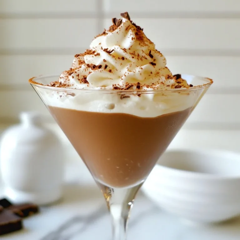 Um den ultimativen Baileys Chocolate Martini zu machen, brauchst du: - 120 ml Schokoladenmilch - 60 ml Sahne oder Halb-und-Halb - 30 ml Schokoladensirup - 45 g Kakaopulver - 60 ml Vanilleextrakt - 15 g Puderzucker (optional) - Eiswürfel - Schokoladenspäne oder Kakaopulver zum Garnieren - Schlagsahne zum Topping Hier sind einige nützliche Umrechnungen: - 1 ml = 1 g (für Flüssigkeiten) - 1 Tasse = 240 ml - 1 Esslöffel = 15 ml - 1 Teelöffel = 5 ml Diese Maßeinheiten helfen dir, die Zutaten genau abzumessen. Du kannst die Zutaten an deinen Geschmack anpassen: - Ersetze die Sahne durch pflanzliche Milch für eine leichtere Option. - Nutze dunklen oder weißen Schokoladensirup für einen anderen Geschmack. - Füge einen Schuss Espresso hinzu, um einen Kaffeegeschmack zu bekommen. Experimentiere mit verschiedenen Zutaten, um deinen perfekten Martini zu finden. {{ingredient_image_2}} Um den ultimativen Baileys Chocolate Martini zu machen, brauche ich einige wichtige Zutaten. Hier ist, was ich benötige: - 120 ml Schokoladenmilch - 60 ml Sahne oder Halb-und-Halb - 30 ml Schokoladensirup - 45 g Kakaopulver - 60 ml Vanilleextrakt - 15 g Puderzucker (optional) - Eiswürfel - Schokoladenspäne oder Kakaopulver zum Garnieren - Schlagsahne zum Topping Ich stelle sicher, dass alle Zutaten frisch sind. Frische Zutaten machen den Drink noch besser. Ich messe alles genau ab, um den besten Geschmack zu erzielen. Jetzt wird es spannend! Ich gebe die Schokoladenmilch, Sahne, Schokoladensirup, Kakaopulver, Vanilleextrakt und Puderzucker in einen Cocktailshaker. Dann fülle ich den Shaker mit einer Handvoll Eiswürfel. Ich setze den Deckel fest auf und schüttle kräftig für etwa 30 Sekunden. Das Schütteln ist wichtig, um alles gut zu vermischen und kühl zu machen. Ich nehme ein vorgekühltes Martini-Glas und siebe die Mischung hinein. Das Sieben hält die Klumpen zurück und sorgt für eine glatte Textur. Dann kröne ich den Drink mit einem Schwung Schlagsahne. Zum Schluss streue ich großzügig Schokoladenspäne oder einen Hauch Kakaopulver oben drauf. Um den Drink noch schöner zu machen, kann ich einen Schokoladenstängel oder eine Mini-Schokoladentafel am Rand des Glases anbringen. So sieht er toll aus und schmeckt himmlisch! Um den ultimativen Baileys Chocolate Martini zu machen, ist die Mischung wichtig. Verwende kalte Zutaten. Kühle dein Martini-Glas im Kühlschrank oder mit Eis. Fülle deinen Shaker mit Eiswürfeln. Dies hilft, die Mischung schnell zu kühlen. Schüttle den Shaker gut für etwa 30 Sekunden. So wird alles gleichmäßig vermischt und kalt. Die Präsentation macht den Drink besonders. Verwende ein schönes Martini-Glas. Kröne deinen Martini mit frischer Schlagsahne. Streue Schokoladenspäne oder Kakaopulver oben drauf. Du kannst auch einen Schokoladenstängel am Rand des Glases anbringen. Für einen festlichen Look, füge essbare Glitzer hinzu. Das zieht die Blicke an und macht den Drink einladend. Ein häufiger Fehler ist, die Zutaten nicht gut zu mischen. Achte darauf, alle Zutaten in den Shaker zu geben. Verwende frische Sahne für den besten Geschmack. Ein weiterer Fehler ist, das Glas nicht vorzubereiten. Ein kaltes Glas hält den Drink länger kühl. Überfülle den Shaker nicht mit Eis. Das kann die Mischung verwässern. Halte dich an die Mengen, um die perfekte Süße zu erreichen. Pro Tipps Verwende hochwertige Schokolade: Hochwertige Schokolade sorgt für einen intensiveren und reichhaltigeren Geschmack in deinem Martini. Experimentiere mit Aromen: Füge einen Hauch von Pfefferminz- oder Orangenlikör hinzu, um deinem Martini eine interessante Geschmacksnote zu verleihen. Die richtige Temperatur: Stelle sicher, dass alle Zutaten gut gekühlt sind, um einen erfrischenden und angenehmen Cocktail zu genießen. Garnierungen kreativ gestalten: Nutze nicht nur Schokoladenspäne, sondern auch geröstete Nüsse oder essbare Blüten für eine ansprechende Präsentation. {{image_4}} Du kannst den Baileys Chocolate Martini auf viele Arten anpassen. Füge einen Hauch von Minze hinzu. Ein paar Tropfen Pfefferminzextrakt machen den Drink frisch. Alternativ kannst du eine Prise Zimt für warme Aromen einstreuen. Diese kleinen Änderungen bringen neuen Schwung in den klassischen Geschmack. Wenn du auf Alkohol verzichten möchtest, ist das kein Problem. Tausche Baileys gegen eine alkoholfreie Schokoladencreme aus. Verwende die gleichen anderen Zutaten wie Schokoladenmilch und Sahne. So erhältst du einen leckeren, alkoholfreien Genuss, der allen schmeckt. Experimentiere mit verschiedenen Schokoladen. Dunkle Schokolade gibt dem Martini einen intensiveren Geschmack. Weiße Schokolade sorgt für eine süßere und cremigere Note. Probiere auch Haselnussschokolade aus. Diese Variation bringt einen nussigen Geschmack in dein Getränk. Wenn du deinen Baileys Chocolate Martini nicht sofort servierst, lagere ihn im Kühlschrank. Du kannst den Cocktail in einem gut verschlossenen Behälter aufbewahren. Achte darauf, dass der Behälter luftdicht ist. So bleibt der Drink frisch. Er sollte aber innerhalb von 24 Stunden getrunken werden, um den besten Geschmack zu genießen. Die Zutaten für den Martini haben unterschiedliche Haltbarkeiten. Schokoladenmilch hält sich in der Regel etwa eine Woche im Kühlschrank. Sahne oder Halb-und-Halb sind meist 3 bis 5 Tage haltbar, nachdem du sie geöffnet hast. Schokoladensirup und Kakaopulver bleiben gut, solange sie trocken und kühl gelagert werden. Überprüfe immer das Haltbarkeitsdatum auf der Verpackung. Wenn du Reste übrig hast, schau dir ein paar kreative Ideen an. Du kannst die Schokoladenmilch in einem leckeren Schokoladenpudding verwenden. Sahne kannst du für Desserts oder in Kaffee verwenden. Auch das Kakaopulver ist vielseitig. Streue es über Joghurt oder benutze es in einem Kuchenrezept. So verschwenden wir keine Zutaten und genießen neue Leckereien! Baileys Irish Cream ist ein leckerer Likör. Er besteht aus irischer Sahne und Whiskey. Der Geschmack ist süß und cremig. Man findet oft Schokolade und Vanille in Baileys. Viele nutzen ihn in Cocktails oder Desserts. Um den Cocktail süßer zu machen, füge mehr Schokoladensirup hinzu. Du kannst auch Puderzucker verwenden. Wenn du es weniger süß magst, reduziere die Menge an Schokoladensirup. Auch weniger Puderzucker hilft. Probiere es aus, um den perfekten Geschmack zu finden. Der Ultimate Baileys Chocolate Martini ist nicht vegan. Die Hauptzutaten wie Sahne sind tierisch. Du kannst jedoch vegane Alternativen nutzen. Ersetze die Sahne durch eine pflanzliche Variante. Das kann Hafer- oder Mandelmilch sein. So wird der Cocktail vegan und lecker! Zusammenfassend haben wir die Zutaten, die Zubereitung und praktische Tipps für den Ultimate Baileys Chocolate Martini behandelt. Du kannst die Zutaten anpassen und verschiedene Variationen ausprobieren. Denke daran, deinen Cocktail gut zu kühlen und schön zu präsentieren. Vermeide häufige Fehler, um das Beste aus deinem Drink herauszuholen. Mit diesen Tipps wird dein Cocktail-Genuss garantiert ein Treffer. Experimentiere und finde deinen perfekten Geschmack!