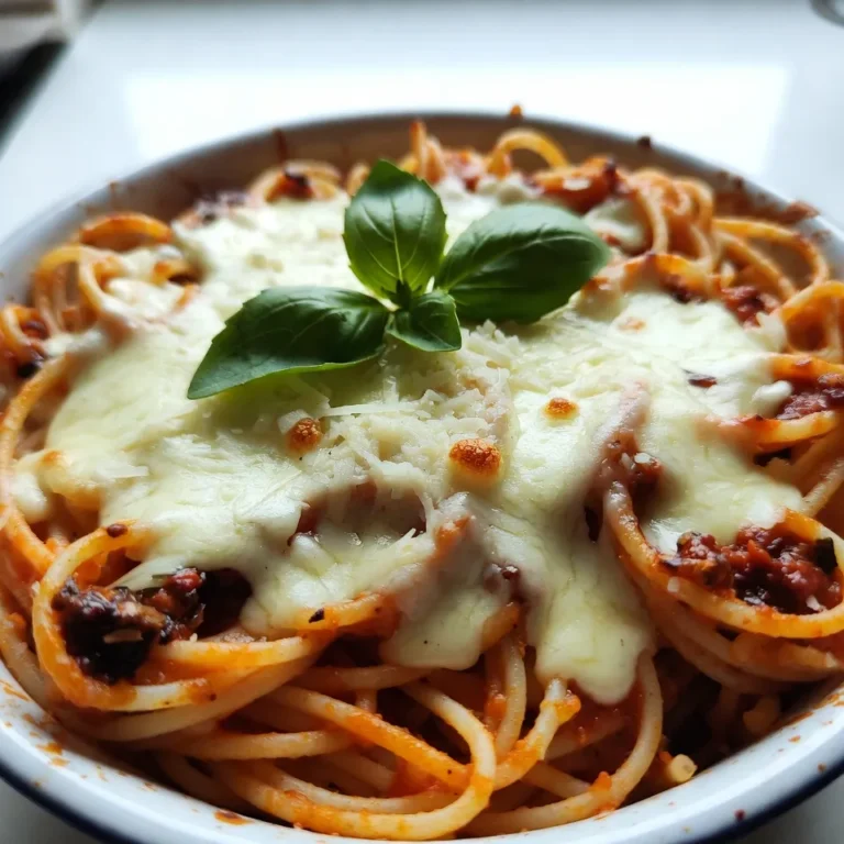 Für ein leckeres Gericht benötigst du einige einfache Zutaten. Hier ist die Liste: - 225 g Spaghetti - 1 EL Olivenöl - 1 kleine Zwiebel, fein gehackt - 2 Knoblauchzehen, fein gehackt - 1 Dose (400 g) pürierte Tomaten - 240 ml Schlagsahne - 100 g Mozzarella, gerieben - 50 g Parmesan, gerieben - 1 TL getrockneter Oregano - 1 TL getrocknetes Basilikum - Salz und Pfeffer nach Geschmack - Frische Basilikumblätter zur Garnierung Jede Zutat hat ihren eigenen Geschmack und trägt zur Cremigkeit des Gerichts bei. Die Spaghetti sind die Basis und machen das Gericht sättigend. Olivenöl gibt Geschmack und hilft beim Anbraten. Zwiebeln und Knoblauch bringen eine wunderbare Aromenvielfalt. Pürierte Tomaten und Schlagsahne machen die Sauce reichhaltig und cremig. Der Käse, Mozzarella und Parmesan, sorgt für eine köstliche Kruste, die beim Backen goldbraun wird. Die Gewürze wie Oregano und Basilikum bringen italienischen Flair in die Spaghetti. Salz und Pfeffer passen alles an und machen die Aromen lebendig. Die frischen Basilikumblätter am Ende sind das i-Tüpfelchen und sorgen für einen frischen Geschmack. Mit diesen Zutaten bereitest du ein Gericht zu, das deine Familie und Freunde begeistert. {{ingredient_image_2}} Heize deinen Ofen auf 175 °C vor. Diese Temperatur sorgt für ein perfektes Backergebnis. Koche dann die Spaghetti. Folge den Anweisungen auf der Verpackung. Du willst sie al dente kochen. Das bedeutet, sie sollten noch etwas Biss haben. Nach dem Kochen, lass die Spaghetti abtropfen und stelle sie beiseite. Jetzt geht's an die Sauce. Erhitze 1 Esslöffel Olivenöl in einer großen Pfanne. Füge die fein gehackte Zwiebel hinzu. Brate sie etwa 5 Minuten, bis sie weich und durchsichtig ist. Danach rühre den gehackten Knoblauch ein. Koche ihn eine Minute, bis er aromatisch ist. Nun kommt der spannende Teil! Gib die pürierten Tomaten in die Pfanne. Füge die Schlagsahne, Oregano, Basilikum, Salz und Pfeffer hinzu. Rühre alles gut um. Lass die Mischung 5-7 Minuten köcheln. So dickt die Sauce leicht ein und wird cremig. Jetzt mischst du die Spaghetti mit der Sauce. Nimm eine große Rührschüssel dafür. Stelle sicher, dass jede Nudel gut mit Sauce bedeckt ist. Übertrage dann die Pasta-Mischung in eine eingefettete Auflaufform. Bestreue die Mischung gleichmäßig mit geriebenem Mozzarella und Parmesan. Jetzt wird's spannend! Backe das Ganze im Ofen für 20-25 Minuten. Der Käse sollte sprudelnd und goldbraun sein. Lass das Gericht nach dem Backen ein paar Minuten abkühlen. So kannst du die Aromen besser genießen. - Wählen Sie die richtige Sahne: Für die beste Cremigkeit verwenden Sie Schlagsahne. Sie hat einen hohen Fettgehalt und sorgt für eine reichhaltige Sauce. Sie können auch Crème Fraîche verwenden, wenn Sie eine leicht säuerliche Note mögen. - Köcheln der Sauce: Lassen Sie die Sauce für 5 bis 7 Minuten köcheln. Dies hilft, die Aromen zu verbinden und die Sauce leicht einzudicken. Rühren Sie während des Köchelns gut um, um ein Anbrennen zu vermeiden. - Verwenden von anderen Käsesorten: Neben Mozzarella und Parmesan können Sie auch Cheddar oder Gouda verwenden. Diese Käse bringen ihren eigenen Geschmack in das Gericht. Experimentieren Sie mit verschiedenen Kombinationen für neue Geschmackserlebnisse. - Mengenanpassungen: Wenn Sie es besonders käsig mögen, erhöhen Sie die Menge an Käse. Fügen Sie mehr Mozzarella oder Parmesan hinzu. Achten Sie darauf, dass die Käsemenge gut mit der Sauce harmoniert. - Paare mit frischem Salat: Ein einfacher grüner Salat passt gut dazu. Er bringt Frische und einen knackigen Kontrast zur cremigen Pasta. Verwenden Sie ein leichtes Dressing für den perfekten Ausgleich. - Kombination mit Brot: Servieren Sie das Gericht mit knusprigem Brot. Baguette oder Ciabatta sind tolle Optionen. Sie können das Brot auch mit Knoblauchbutter bestreichen und im Ofen rösten. Pro Tipps Die richtige Nudelwahl: Verwenden Sie Spaghetti oder eine andere Pasta, die gut die cremige Sauce aufnimmt. Dickere Nudeln wie Rigatoni könnten ebenfalls gut funktionieren. Frische Kräuter: Für einen intensiveren Geschmack können Sie frische Kräuter wie Oregano und Basilikum anstelle von getrockneten verwenden. Fügen Sie sie kurz vor dem Servieren hinzu. Rösten Sie den Käse: Um eine knusprige Käsekruste zu erhalten, können Sie die letzten 2-3 Minuten den Grill des Ofens einschalten. Achten Sie darauf, dass der Käse nicht verbrennt. Variationen der Sauce: Fügen Sie Gemüse wie Spinat oder Zucchini hinzu, um das Gericht noch gesünder zu machen. Sie können auch Hackfleisch oder Wurst hinzufügen, wenn Sie eine herzhaftere Version wünschen. {{image_4}} Ich liebe es, Gemüse in meine cremigen Ofen-gebackenen Spaghetti zu integrieren. Eine tolle Idee ist, Spinat oder Paprika hinzuzufügen. Diese Gemüse geben nicht nur Farbe, sondern auch einen frischen Geschmack. Wenn du Spinat verwendest, füge ihn einfach in die Sauce, bevor du die Spaghetti mischst. Er wird weich und schmackhaft. Eine weitere interessante Option ist die Verwendung von Zucchini-Nudeln. Sie sind leicht und gesund. Diese Nudeln sind eine großartige Alternative zu traditionellen Spaghetti. Du kannst sie einfach in die Sauce einarbeiten. Achte darauf, dass du die Zucchini gut abtropfen lässt, damit die Sauce nicht zu wässrig wird. Wenn du etwas Herzhaftes möchtest, füge gebratenes Hühnchen oder Speck hinzu. Das gibt deiner Pasta mehr Biss und Geschmack. Brate das Hühnchen in der Pfanne an, bis es goldbraun ist, bevor du es mit den Spaghetti vermischst. Speck kann auch knusprig gebraten werden und dann zerbröselt werden. Für vegetarische Alternativen kannst du Tofu oder Linsen verwenden. Diese Optionen sind nahrhaft und fügen Protein hinzu. Brate die Tofu-Würfel an, bis sie goldbraun sind. Linsen können in der Sauce gekocht werden, bis sie weich sind. So bleibt dein Gericht lecker und gesund. - Kühlschranklagerung: Bewahren Sie die Reste in einem luftdichten Behälter auf. So bleibt der Geschmack frisch. Lassen Sie das Gericht abkühlen, bevor Sie es in den Kühlschrank stellen. - Haltbarkeit der Reste: Die Reste halten bis zu drei Tage im Kühlschrank. Achten Sie darauf, dass sie gut verschlossen sind, um den Geschmack zu bewahren. - Methoden zum Erwärmen: Nutzen Sie den Ofen zur Aufwärmung. Stellen Sie ihn auf 175 °C ein. Decken Sie die Auflaufform mit Folie ab, damit das Gericht gleichmäßig warm wird. Alternativ können Sie die Mikrowelle verwenden. Hierbei sollten Sie das Gericht in kurzen Intervallen erwärmen und zwischendurch umrühren. - Vermeidung von Austrocknen: Fügen Sie etwas Schlagsahne oder Brühe hinzu, wenn Sie das Gericht aufwärmen. Dies hilft, die Cremigkeit zu bewahren und ein Austrocknen zu verhindern. Du kannst die Reste von cremigen Ofen-gebackenen Spaghetti in einem luftdichten Behälter im Kühlschrank bis zu fünf Tage aufbewahren. Achte darauf, sie gut zu kühlen. Wenn du sie länger aufbewahren möchtest, friere sie ein. Gefrorene Spaghetti halten sich bis zu drei Monate. Ja, du kannst die Sauce einen Tag im Voraus zubereiten. Kühle sie nach dem Kochen ab und stelle sie in den Kühlschrank. Wenn du bereit bist, die Spaghetti zu backen, erwärme die Sauce leicht und mische sie mit den gekochten Spaghetti. Ofen-gebackene Spaghetti schmecken hervorragend mit einem frischen grünen Salat. Ein einfacher Rucola- oder Caesar-Salat ergänzt die Cremigkeit. Du kannst auch Knoblauchbrot oder Bruschetta dazu servieren. Diese Beilagen runden das italienische Erlebnis perfekt ab. Ja, du kannst glutenfreie Spaghetti verwenden. Es gibt viele gute Marken, die sich gut für dieses Rezept eignen. Achte darauf, die Kochzeit entsprechend anzupassen, da glutenfreie Pasta oft schneller gar ist. Diese Ofen-gebackenen Spaghetti sind einfach und lecker. Wir haben die besten Zutaten und Schritte behandelt. Eine cremige Sauce und der richtige Käse machen den Unterschied. Vergiss nicht, mit frischen Kräutern zu garnieren. Denke auch an die vielen Variationen, die du ausprobieren kannst. Gemüse oder Fleisch geben dem Gericht neuen Schwung. Mit den Tipps zur Lagerung bleibt dein Essen frisch. Diese Spaghetti sind perfekt für ein schnelles Abendessen oder ein großes Festmahl. Gerichte wie dieses machen jede Mahlzeit besonders.