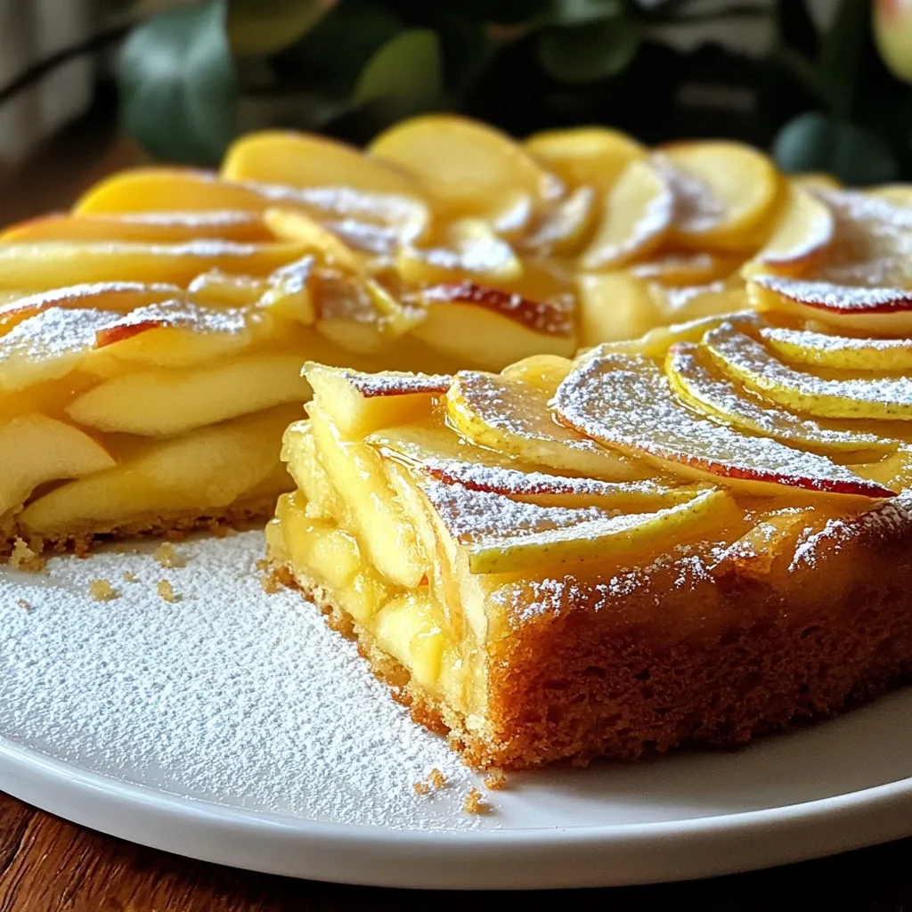 Um diesen köstlichen Kuchen zu machen, brauchst du: - 6 mittelgroße Äpfel (Granny Smith oder Fuji), geschält, entkernt und dünn geschnitten - 3 große Eier - 130 g (2/3 Tasse) Zucker - 200 ml (ca. ¾ Tasse) Milch - 80 ml (1/3 Tasse) Pflanzenöl - 190 g (1 ½ Tassen) Weizenmehl - 1 Esslöffel Backpulver - 1 Teelöffel Vanilleextrakt - 1/2 Teelöffel gemahlener Zimt - Eine Prise Salz - Puderzucker zum Bestäuben (optional) Diese Zutaten sind einfach zu finden. Sie helfen, den Kuchen zart und saftig zu machen. Die Wahl der Äpfel ist entscheidend. Granny Smith ist sauer und gibt dem Kuchen einen tollen Kontrast. Fuji-Äpfel sind süßer und machen den Kuchen milder. Du kannst auch andere Sorten ausprobieren. Achte darauf, dass die Äpfel frisch sind. Das sorgt für mehr Geschmack. Falls du keine bestimmten Zutaten hast, gibt es Alternativen. - Anstelle von Zucker kannst du Honig oder Ahornsirup verwenden. - Für laktosefreie Optionen nutze pflanzliche Milch. - Wer kein Weizenmehl hat, kann Mandel- oder Hafermehl nehmen. Diese Alternativen helfen dir, den Kuchen nach deinem Geschmack anzupassen. {{ingredient_image_2}} Heize deinen Ofen auf 180°C vor. Nimm eine runde Kuchenform mit 23 cm Durchmesser. Fette sie gut ein oder lege sie mit Backpapier aus. Dies hilft, den Kuchen später leicht herauszunehmen. Schlage in einer großen Schüssel die Eier und den Zucker. Nutze einen Elektromixer und schlage die Mischung für 2 bis 3 Minuten. Die Mischung sollte leicht und schaumig sein. Dies ist wichtig für die luftige Textur des Kuchens. In einer anderen Schüssel siebe das Mehl, Backpulver, Zimt und Salz zusammen. Füge die trockenen Zutaten nach und nach zur Eiermischung hinzu. Rühre sanft, bis alles gut kombiniert ist. Achte darauf, keine Klumpen zu hinterlassen. Jetzt kommen die Äpfel ins Spiel! Schneide 6 Äpfel dünn und füge sie direkt in den Teig. Rühre vorsichtig, damit sie gleichmäßig im Teig verteilt sind. Der Teig wird dick sein, aber das ist perfekt für diesen Kuchen. Gieße den Teig in die vorbereitete Form. Verteile ihn gleichmäßig. Backe den Kuchen für 40 bis 45 Minuten. Er ist fertig, wenn die Oberseite goldbraun ist und ein Zahnstocher sauber herauskommt. Lass den Kuchen nach dem Backen 10 Minuten in der Form abkühlen, bevor du ihn auf ein Kuchengitter stürzt. Um den Teig perfekt zu machen, ist es wichtig, die Äpfel richtig zu schneiden. Dünne Scheiben sind der Schlüssel. So verteilt sich der Geschmack gleichmäßig. Mischen Sie die Eier mit Zucker, bis sie leicht und schaumig sind. Verwenden Sie einen Elektromixer für beste Ergebnisse. Achten Sie darauf, die trockenen Zutaten sanft unterzuheben. Zu viel Rühren macht den Teig schwer. Servieren Sie den Kuchen warm oder bei Raumtemperatur. Das ist der beste Zeitpunkt, um den Geschmack zu genießen. Lassen Sie den Kuchen nach dem Backen etwas abkühlen. Nach etwa 10 Minuten können Sie ihn auf ein Kuchengitter stürzen. Warten Sie dann, bis er vollständig abgekühlt ist. So bleibt er saftig und frisch. Für eine ansprechende Präsentation schneiden Sie den Kuchen in gleichmäßige Stücke. Legen Sie die Stücke auf individuelle Teller. Eine Garnitur mit Schlagsahne oder Vanilleeis macht das Ganze noch besser. Bestäuben Sie den Kuchen mit Puderzucker für einen eleganten Look. Das sieht nicht nur toll aus, sondern schmeckt auch lecker. Pro Tipps Äpfel auswählen: Verwenden Sie frische, saftige Äpfel wie Granny Smith oder Fuji für den besten Geschmack und die optimale Textur. Teigkonsistenz: Der Teig sollte dick sein, also sorgen Sie dafür, dass die Äpfel gut umhüllt sind, um ein gleichmäßiges Backen zu gewährleisten. Backzeit beachten: Überprüfen Sie den Kuchen nach 40 Minuten. Wenn der Zahnstocher nicht sauber herauskommt, verlängern Sie die Backzeit um einige Minuten. Serviervorschlag: Servieren Sie den Kuchen warm mit einer Kugel Vanilleeis oder einem Klecks Schlagsahne für ein besonderes Geschmackserlebnis. {{image_4}} Du kannst Äpfel leicht durch andere Früchte ersetzen. Birnen sind eine leckere Wahl. Auch Pfirsiche oder Beeren passen gut in den Teig. Diese Alternativen bringen neue Aromen. Denke daran, die Frucht gut zu schneiden, damit sie gleichmäßig verteilt ist. So bleibt die Textur ähnlich. Nüsse oder Rosinen bringen einen schönen Crunch und zusätzlichen Geschmack. Walnüsse oder Mandeln sind toll. Füge sie einfach mit den Äpfeln in den Teig ein. Rosinen geben eine süße Note. Achte darauf, die Menge nicht zu groß zu wählen. Ein halbes Tasse reicht meist aus, um den Kuchen nicht zu überladen. Für Menschen mit Allergien gibt es einfache Änderungen. Verwende glutenfreies Mehl, um den Kuchen glutenfrei zu machen. Statt Zucker kannst du Honig oder Agavendicksaft probieren. Für Veganer tausche die Eier gegen Apfelmus oder Leinsamen. Diese Anpassungen machen den Kuchen für jeden genießbar. Um deinen französischen Apfelkuchen frisch zu halten, lagere ihn in einem luftdichten Behälter. Du kannst ihn auch mit Frischhaltefolie abdecken. Stelle sicher, dass der Kuchen ganz abgekühlt ist, bevor du ihn verpackst. So bleibt die Feuchtigkeit drin und der Kuchen wird nicht trocken. Im Kühlschrank hält der Kuchen bis zu fünf Tage. Achte darauf, ihn gut verpackt zu halten. Wenn du den Kuchen länger aufbewahren möchtest, friere ihn ein. Im Gefrierschrank bleibt er bis zu drei Monate frisch. Schneide den Kuchen in Stücke, bevor du ihn einfrierst. So kannst du einfach Portionen entnehmen. Um den Kuchen wieder warm zu genießen, heize den Ofen auf 180°C vor. Lege die Stücke auf ein Backblech und wärme sie 10 bis 15 Minuten lang auf. Alternativ kannst du den Kuchen auch in der Mikrowelle aufwärmen. Stelle die Mikrowelle auf niedrige Stufe und erwärme ihn für 20 bis 30 Sekunden. Achte darauf, dass der Kuchen nicht zu heiß wird. So bleibt er saftig und lecker. Um diesen Apfelkuchen glutenfrei zu machen, tausche das Weizenmehl gegen glutenfreies Mehl aus. Es gibt viele Marken, die du verwenden kannst. Achte darauf, dass das glutenfreie Mehl eine gute Bindung hat. Du kannst auch Mandelmehl verwenden, um einen nussigen Geschmack zu erzielen. Der Unsichtbare Apfelkuchen hat eine einzigartige Textur. Die Äpfel sind der Star des Kuchens. Sie erscheinen fast unsichtbar im Teig. Diese Technik sorgt für einen saftigen und fruchtigen Biss. Außerdem ist er einfach zuzubereiten. Du kannst ihn schnell machen und er sieht toll aus! Ja, du kannst den Kuchen im Voraus backen. Er bleibt frisch und lecker für einige Tage. Lagere ihn in einem luftdichten Behälter. Du kannst ihn auch einfrieren. Stelle sicher, dass er vollständig abgekühlt ist, bevor du ihn einpackst. Der Kuchen braucht etwa 40 bis 45 Minuten im Ofen. Bei 180°C wird er goldbraun. Um sicherzugehen, benutze einen Zahnstocher. Stecke ihn in die Mitte des Kuchens. Wenn er sauber herauskommt, ist der Kuchen fertig. Der Französische Unsichtbare Apfelkuchen ist ein einfaches und leckeres Rezept. Du brauchst frische Äpfel und Grundzutaten. Schritt für Schritt zeige ich dir, wie du den Kuchen perfekt zubereitest. Denk an unsere Tipps für die beste Konsistenz und Präsentation. Variiere mit anderen Früchten oder Nüssen, um deinen persönlichen Geschmack zu treffen. Schließlich findet auch die Lagerung und Haltbarkeit Beachtung. Mit diesen Informationen bereitest du den perfekten Kuchen zu und beeindruckst deine Gäste.
