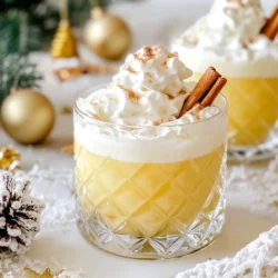 Für den Amaretto Eggnog Spritz benötigst du einige einfache Zutaten. Hier sind die Hauptzutaten: - 480 ml Eierlikör (fertig gekauft oder selbstgemacht) - 240 ml Sprudelwasser oder Club Soda - 60 ml Mandelsirup - 1/2 Teelöffel gemahlene Muskatnuss - 1/2 Teelöffel gemahlener Zimt - Eiswürfel - Schlagsahne (zum Garnieren) - Zimtstangen (zur Dekoration) Die genauen Maße sind wichtig für einen guten Geschmack. Hier sind die Mengen, die du brauchst: - Eierlikör: 480 ml sorgt für die Basis des Getränks. - Sprudelwasser oder Club Soda: 240 ml bringt die Spritzigkeit. - Mandelsirup: 60 ml fügt die süße Note hinzu. - Gewürze wie Muskatnuss und Zimt: je 1/2 Teelöffel für den perfekten Geschmack. Um diesen festlichen Drink zu machen, brauchst du ein paar nützliche Werkzeuge: - Ein großer Krug zum Mischen der Zutaten. - Ein Löffel zum Rühren. - Gläser für das Servieren. - Ein Kühlschrank, um den Eierlikör kühl zu halten. - Ein Messbecher für genaue Maße. Mit diesen Zutaten und Werkzeugen bist du bereit, ein köstliches Amaretto Eggnog Spritz zuzubereiten. {{ingredient_image_2}} Zuerst stelle ich sicher, dass der Eierlikör gut gekühlt ist. Kälte macht den Drink frisch und lecker. Ich nehme einen großen Krug für die Mischung. Das ist wichtig, um alles gut zu vermengen. Ich gebe den gekühlten Eierlikör in den Krug. Dann füge ich das Sprudelwasser hinzu. Es bringt die Spritzigkeit in den Drink. Jetzt kommt der Mandelsirup dazu. Er sorgt für eine süße Note. Ich rühre alles vorsichtig um. So bleibt die Kohlensäure erhalten. Danach kommen die Gewürze: Muskatnuss und Zimt. Ich gebe sie langsam dazu und rühre wieder vorsichtig. Das sorgt für einen gleichmäßigen Geschmack. Ich fülle Gläser mit Eiswürfeln. Dann gieße ich die Mischung in die Gläser. Ich fülle sie bis zu drei Vierteln. Danach kommt ein Klecks Schlagsahne obenauf. Das macht es schön und cremig. Ich garnieren jedes Glas mit einer Zimtstange. Zum Schluss streue ich etwas Muskatnuss obenauf. Jetzt ist das Getränk bereit zum Genießen! Um die perfekte Konsistenz für deinen Amaretto Eggnog Spritz zu erreichen, achte darauf, dass dein Eierlikör gut gekühlt ist. Kalte Zutaten sorgen für ein erfrischendes Getränk. Rühre die Mischung sanft, um die Kohlensäure des Sprudelwassers zu bewahren. So bleibt dein Getränk spritzig und luftig. Die Gewürze geben deinem Drink den besonderen Kick. Verwende frisch gemahlene Muskatnuss und Zimt für ein intensiveres Aroma. Beginne mit der angegebenen Menge und passe sie nach deinem Geschmack an. Ein wenig mehr Zimt kann dem Drink eine warme Note verleihen, während Muskatnuss für Tiefe sorgt. Eiswürfel sind wichtig für dein Getränk. Verwende große Eiswürfel, da sie langsamer schmelzen. Das hält deinen Drink kühler und verhindert, dass er verwässert. Serviere die Mischung in festlichen Gläsern und dekoriere sie mit einem Klecks Schlagsahne und einer Zimtstange. Das sorgt für eine tolle Präsentation und einen schönen Duft. Pro Tipps Die richtige Temperatur: Stellen Sie sicher, dass der Eierlikör gut gekühlt ist, um das Getränk besonders erfrischend zu machen. Vermeidung von Übermixen: Rühren Sie die Mischung sanft, um die Kohlensäure des Sprudelwassers zu erhalten. Garnierung: Verwenden Sie frisch geriebene Muskatnuss für einen intensiveren Geschmack, anstatt gemahlene Muskatnuss zu verwenden. Variationen: Experimentieren Sie mit verschiedenen Sirupsorten, um Ihrem Amaretto-Eierlikör-Spritz eine persönliche Note zu verleihen. {{image_4}} Wenn Sie keinen Mandelsirup haben, probieren Sie andere Sirupe. Vanillesirup gibt einen süßen, warmen Geschmack. Karamellsirup bringt eine besondere Note. Für eine fruchtige Variante nutzen Sie Himbeersirup. Jede Option verleiht dem Drink eine neue Dimension. Möchten Sie etwas Aufregendes? Fügen Sie frische Früchte hinzu. Scheiben von Orangen oder Kirschen sehen schön aus. Für einen festlichen Look können Sie auch Zuckerrand verwenden. Tauchen Sie den Glasrand in Zimt und Zucker. Das sorgt für einen süßen ersten Eindruck. Für eine alkoholfreie Version ersetzen Sie den Eierlikör durch eine spezielle Milchalternative. Cashew- oder Hafermilch sind gute Optionen. Kombinieren Sie diese mit Sprudelwasser und dem gewählten Sirup. Fügen Sie die Gewürze hinzu und genießen Sie ein festliches Getränk für alle. Die Zutaten für den Amaretto Eggnog Spritz sind leicht zu lagern. Eierlikör sollte immer kühl sein. Lagern Sie ihn im Kühlschrank, um die Frische zu bewahren. Mandelsirup kann in einem Schrank bei Raumtemperatur stehen. Gewürze wie Muskatnuss und Zimt lagern Sie am besten in einem luftdichten Behälter. So bleiben sie aromatisch und frisch. Wenn Sie den Cocktail vorbereiten und nicht sofort servieren, bewahren Sie ihn im Kühlschrank auf. Verwenden Sie einen Krug mit Deckel, um die Frische zu erhalten. Fügen Sie Schlagsahne und Zimtstangen erst kurz vor dem Servieren hinzu. So bleibt die Sahne fluffig und der Zimt frisch. Der Amaretto Eggnog Spritz bleibt bis zu zwei Tage im Kühlschrank gut. Achten Sie darauf, ihn in einem gut verschlossenen Behälter zu lagern. Verbrauchen Sie ihn schnell, um den besten Geschmack zu genießen. Überprüfen Sie die Zutaten immer auf Frische, bevor Sie sie verwenden. So stellen Sie sicher, dass Ihr Getränk immer lecker ist. Amaretto ist ein süßer, mandeliger Likör. Er hat einen reichen, nussigen Geschmack. In diesem Rezept bringt Amaretto eine samtige Note in den Eierlikör. Das macht das Getränk noch köstlicher und verleiht ihm Tiefe. Wenn Sie den Amaretto hinzufügen, wird der Geschmack des Eggnogs runder. Die Süße des Likörs passt perfekt zu den Gewürzen wie Zimt und Muskatnuss. Ja, Sie können frischen Eierlikör verwenden. Er schmeckt oft noch besser als gekaufter. Wenn Sie frischen Eierlikör machen, achten Sie darauf, die Eier gut zu verarbeiten. Frischer Eierlikör gibt Ihrem Amaretto Eggnog Spritz eine hausgemachte Note. Sie können die Konsistenz und den Geschmack nach Ihrem Wunsch anpassen. Experimentieren Sie mit den Gewürzen, um Ihren eigenen Stil zu finden. Es gibt viele leckere Getränke mit Eierlikör. Sie können Eierlikör-Cocktails mit verschiedenen Spirituosen mixen. Ein beliebtes Getränk ist Eierlikör mit Rum oder Wodka. Auch in Kaffee macht Eierlikör eine tolle Figur. Für eine warme Variante, fügen Sie etwas heiße Schokolade hinzu. Eierlikör ist vielseitig und passt in viele Rezepte. Amaretto Eggnog Spritz ist ein echter Genuss. Wir haben die wichtigsten Zutaten, Mengen und Werkzeuge besprochen. Außerdem gab es eine einfache Schritt-für-Schritt-Anleitung zur Zubereitung. Sie wissen nun, wie Sie die perfekte Konsistenz erreichen und Ihren Drink garnieren. Denken Sie an Variationen und kreative Ideen für besondere Anlässe. Vergessen Sie nicht die Lagerung und Haltbarkeit! Mit diesen Tipps können Sie Ihren Amaretto Eggnog Spritz voll auskosten. Genießen Sie jeden Schluck und experimentieren Sie!